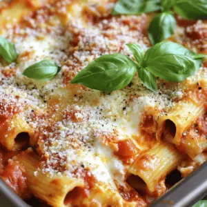 - 12 oz ziti pasta - 3 cups marinara sauce (homemade or store-bought) - 2 cups ricotta cheese - 2 cups mozzarella cheese, shredded - 1 cup grated Parmesan cheese - 1 tablespoon Italian seasoning - 1 teaspoon garlic powder - 1/2 teaspoon crushed red pepper flakes (optional) - 1/2 teaspoon salt - 1/2 teaspoon black pepper - 1 1/2 cups water - Fresh basil leaves for garnish (optional) When you gather your ingredients for Crockpot Baked Ziti, you want to make sure everything is fresh and flavorful. Start with ziti pasta. It holds sauce well and has a nice bite. Choose marinara sauce that excites your taste buds, whether homemade or from a jar. Next, ricotta cheese adds creaminess. Make sure to use good quality mozzarella cheese for that stretchy, melty goodness. Grated Parmesan cheese gives it a punch of flavor. Don’t forget the spices. Italian seasoning brings warmth, while garlic powder adds depth. If you like a little kick, add crushed red pepper flakes. Salt and black pepper round out the taste. Lastly, you need 1 1/2 cups of water. This helps the pasta cook just right in the crockpot. Fresh basil leaves can be a lovely finish. They add color and a fresh taste. With these ingredients, you're on your way to a cheesy, comforting meal. For the full recipe, check out the complete details! Start by boiling 12 oz of ziti pasta in salted water for about 5 minutes. You want it to be al dente, meaning it has a bit of bite to it. This pasta will cook more in the crockpot. After boiling, drain the pasta and set it aside. In a large bowl, mix together 2 cups of ricotta cheese, half of the mozzarella cheese, and half of the Parmesan cheese. Add 1 tablespoon of Italian seasoning, 1 teaspoon of garlic powder, and a pinch of salt and pepper. If you like heat, toss in 1/2 teaspoon of crushed red pepper flakes. Stir everything until well combined. This cheese mixture adds creaminess and flavor to your baked ziti. Now it's time to layer everything in the crockpot. Start by spreading a thin layer of 3 cups of marinara sauce on the bottom. Next, place half of the cooked ziti over the sauce. Add dollops of the ricotta mixture and then more marinara sauce. Repeat this layering process with the remaining ziti and cheese mixture. To ensure the pasta cooks evenly, pour 1 1/2 cups of water around the edges of the crockpot. This helps the pasta absorb moisture as it cooks. Finally, top the last layer with the remaining mozzarella and Parmesan cheese. Now you are ready to cook! Cover the crockpot and set it to low for 4-6 hours or high for 2-3 hours. The cheese should be bubbly and golden, and the pasta will be perfectly cooked. For the full recipe, refer to the details provided above. Enjoy your cheesy comfort meal! To avoid mushy pasta, cook the ziti just until al dente. This means it should still have a slight bite. Remember, the pasta will cook more in the crockpot. Balancing moisture levels is key. Add water around the edges of your crockpot. This helps the ziti cook evenly without soaking up too much sauce. To boost flavor, consider adjusting the seasoning. You can add a bit more garlic powder or Italian seasoning if you like. It makes the dish pop more. Using homemade marinara sauce can elevate your dish. Fresh herbs and ripe tomatoes add depth. However, a good store-bought sauce works well too when you’re in a hurry. Baked ziti pairs well with a simple side salad. A crisp green salad with vinaigrette complements the rich flavors. If you have leftovers, they make great meals! Reheat them for lunch or dinner. You can even turn them into baked ziti stuffed peppers. Just scoop some into halved peppers and bake until warmed through. For the full recipe, check out the details above. Enjoy making your Crockpot Baked Ziti a hit! {{image_2}} You can add ground beef, sausage, or chicken to your baked ziti. This gives the dish a hearty flavor. Ground beef works well. Sausage adds spice, and chicken keeps it light. Each meat changes the taste and texture. When you add meat, the cooking time may change. If you use raw meat, cook on high for 3-4 hours or low for 6-8 hours. If you use pre-cooked meat, you can shorten the time. Just ensure it heats through. If you prefer a meatless meal, you can use veggies instead. Spinach, mushrooms, or zucchini are great choices. They add flavor and nutrition. You can even mix in beans for protein. This keeps your dish filling while being fresh and healthy. Try to chop the veggies small, so they blend well with the pasta. Cooking time stays the same, making it easy to switch. For gluten-free baked ziti, use gluten-free pasta. Many brands now offer tasty options. Just make sure to check the package for cooking times. Gluten-free pasta can cook faster or slower than regular pasta. Adjust the water, too. You might need a bit more liquid to help with cooking. Follow the recipe closely, and you’ll have a delicious dish for everyone to enjoy. To keep your baked ziti fresh, store it in an airtight container. This helps prevent the dish from drying out. You can refrigerate it for up to 3 to 4 days. Make sure to let it cool before sealing it tight. This way, the steam won’t build up inside the container. If you need to save your baked ziti for later, freezing is a great option. First, let the dish cool completely. Then, cut it into portions. Wrap each portion tightly in plastic wrap, and then put it in a freezer-safe bag. It will stay good for about 2 to 3 months. To reheat frozen ziti, take it out of the freezer and let it thaw in the fridge overnight. You can heat it in the oven at 350°F (175°C) for about 30 minutes. Cover it with foil to keep it moist. If you’re in a rush, you can also microwave individual portions for a quick meal. For the full recipe, check out the Crockpot Baked Ziti Delight! Enjoy your cheesy comfort meal anytime you want! Crockpot Baked Ziti takes about 4 to 6 hours on low. If you use the high setting, it cooks in 2 to 3 hours. The slow heat gives all the flavors time to blend. Yes, you can make it ahead. Prepare all the layers and store them in the fridge. Just layer it in the crockpot when ready to cook. You can also freeze it. Just be sure to thaw it before cooking. You can use cottage cheese or cream cheese as a substitute for ricotta. Both options add creaminess but change the flavor a bit. Cottage cheese gives a lighter texture, while cream cheese offers a richer taste. You should cook the pasta until it's al dente. Cooking it briefly helps it stay firm. It will absorb moisture and cook fully in the crockpot. This keeps the pasta from becoming mushy and ensures a great texture. In this blog post, we explored a simple recipe for Crockpot Baked Ziti. We covered the ingredients, cooking steps, and tips to enhance flavor. You learned about storage options and how to adapt the recipe to your taste. Crockpot Baked Ziti is easy to make and offers many variations. With this guide, you can create a delicious meal that suits your needs. Enjoy sharing this tasty dish with friends and family!
