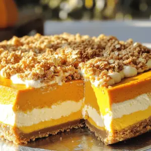 - 1 ½ cups graham cracker crumbs - ½ cup unsalted butter, melted - 2 tablespoons brown sugar - ¼ teaspoon salt To build a tasty crust, mix graham cracker crumbs with melted butter. The brown sugar adds sweetness, while the salt enhances flavor. Press this mixture into a springform pan. It forms a sturdy base for the cheesecake. - 16 oz cream cheese, softened - 1 cup sugar - 1 cup pure pumpkin puree - 3 large eggs - 1 teaspoon vanilla extract - 1 teaspoon cinnamon - ½ teaspoon nutmeg - ¼ teaspoon allspice - ¼ teaspoon salt Next, we make the filling. Start with softened cream cheese. Beat it until smooth. Then add sugar and mix until fluffy. The pumpkin puree gives this cheesecake its rich flavor. I use eggs to bind everything together. Adding vanilla, cinnamon, nutmeg, allspice, and salt brings warmth and depth to the filling. - ½ cup all-purpose flour - ½ cup rolled oats - ⅓ cup brown sugar - ½ teaspoon cinnamon - ¼ cup unsalted butter, softened Finally, we prepare the streusel topping. Combine flour, oats, brown sugar, and cinnamon in a bowl. The oats add a nice crunch. Mix in softened butter and crumble it together. This topping will bake to a golden, crisp layer over the creamy filling. Each ingredient plays a key role in making the Pumpkin Streusel Cheesecake a delightful fall treat. The balance of flavors creates a cozy dessert that everyone loves. - Preheat the oven to 350°F (175°C). - In a bowl, mix 1 ½ cups of graham cracker crumbs, ½ cup melted unsalted butter, 2 tablespoons brown sugar, and ¼ teaspoon salt. - Press this mixture firmly into the bottom of a 9-inch springform pan, making an even layer. - Bake the crust for 10 minutes. Remove it and let it cool completely. - In a large bowl, beat 16 ounces of softened cream cheese with an electric mixer until smooth. - Gradually add 1 cup of sugar while beating until fluffy. - Mix in 1 cup of pure pumpkin puree and add 3 large eggs, one at a time. - Add 1 teaspoon of vanilla extract, 1 teaspoon of cinnamon, ½ teaspoon of nutmeg, ¼ teaspoon of allspice, and ¼ teaspoon of salt. - Mix everything until it is fully combined and creamy. - Pour the pumpkin filling over the cooled crust. - Use a spatula to smooth the top. To make a great cheesecake, start with soft cream cheese. Take it out of the fridge at least 30 minutes before you mix it. This helps it mix well. Use an electric mixer to beat it until it’s very smooth. When adding eggs, do it one at a time. Mix well after each egg. This keeps the filling creamy and helps it rise nicely while baking. For the streusel, use your hands to crumble the mixture. It should feel like small pebbles. If you want a crunchier streusel, add a little more butter. For a softer texture, use less butter. Mix flour, oats, and sugar first before adding butter. This way, each piece gets coated well. To know when your cheesecake is done, look for a slight jiggle in the center. It should not be liquid but still soft. Baking times can vary, so check after 50 minutes. Once baked, let it cool at room temperature for one hour. After that, chill it in the fridge for at least four hours. For the best flavor, chill it overnight before serving. {{image_2}} You can boost the taste of your pumpkin streusel cheesecake. Try adding chocolate or caramel swirls. Just melt some chocolate or caramel and swirl it into the pumpkin filling before baking. This adds a sweet surprise in every bite. You can also play with spices in the filling. If you want a bolder flavor, add more cinnamon or a pinch of cloves. Some ginger can also spice things up. Adjusting spices creates a unique taste that fits your style. Want to make it a bit healthier? Consider using Greek yogurt instead of cream cheese. Greek yogurt gives a creamy texture and adds protein. It makes the cheesecake lighter but still tasty. You can also swap sugar with natural sweeteners. Try honey or maple syrup. These sweeteners add flavor and cut down on refined sugars. Your cheesecake will still be sweet and delicious. When serving, think about toppings. A dollop of whipped cream adds a nice touch. You can also top with fresh fruit like sliced strawberries or blueberries. This adds color and flavor to your dessert. Pair your cheesecake with a warm drink. A cup of spiced chai or coffee makes a great match. The warmth of the drink complements the cool cheesecake. Enjoy these simple tricks to elevate your pumpkin streusel cheesecake experience. To store leftover cheesecake, place it in the fridge. Use an airtight container. If you don’t have one, wrap it in plastic wrap. This keeps it fresh and prevents it from drying out. Try to use it within 3 to 5 days for the best taste. For long-term storage, you can freeze your cheesecake. First, let it cool completely. Then, slice it into pieces. Wrap each slice in plastic wrap, and place them in a freezer bag. Remove as much air as possible to avoid freezer burn. This way, you can enjoy your cheesecake for up to 3 months. To ensure freshness, always store your cheesecake properly. Keep it in the fridge when not serving. If you freeze it, label the bag with the date. This helps you track how long it has been in the freezer. Look for signs that your cheesecake has spoiled. If it has an off smell, changes in color, or mold, do not eat it. A good cheesecake should smell sweet and have a creamy texture. Always trust your senses; when in doubt, throw it out! You can tell your cheesecake is done when the edges are set. The center should still jiggle slightly. It will firm up as it cools. You should also check for a light golden color on top. A toothpick inserted in the center should come out mostly clean. Yes, you can make this cheesecake a day or two ahead. This will allow the flavors to develop. After baking, let it cool completely. Then, cover it with plastic wrap. Store it in the fridge until you are ready to serve. For best taste, let it chill overnight. Absolutely! You can try different crusts for your cheesecake. Here are a few ideas: - Use gingersnap cookies for a spicy twist. - Try an almond flour crust for a gluten-free option. - A chocolate cookie crust pairs well with pumpkin flavors too. Experiment with these options for unique tastes! This blog post covered the essentials for making a delicious Pumpkin Streusel Cheesecake. We explored crust, filling, and streusel topping ingredients and provided clear, step-by-step instructions. With helpful tips, variations, and storage advice, you now have all you need for a successful bake. Experiment and make it your own while enjoying this creamy treat. Remember, the best recipes are those shared. Happy baking!