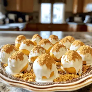 - 8 oz cream cheese, softened - 1 cup pumpkin puree - 1 cup powdered sugar - 1 teaspoon vanilla extract - 1 teaspoon pumpkin pie spice These main ingredients create a rich and creamy base for the truffles. Cream cheese gives a smooth texture and tangy flavor. Pumpkin puree adds natural sweetness and that lovely fall taste. The powdered sugar sweetens the mixture, while vanilla extract and pumpkin pie spice enhance the flavors. - 1/2 cup crushed graham crackers - 1 cup white chocolate chips - 1 tablespoon coconut oil (optional) - Extra crushed graham crackers for coating The crushed graham crackers provide a nice crunch and resemble a cheesecake crust. White chocolate chips melt well for dipping and coating the truffles. Adding coconut oil helps the chocolate stay smooth and shiny. You can skip the coconut oil if you prefer a thicker coating. - Mixing bowl - Baking sheet - Parchment paper - Microwave-safe bowl You need a mixing bowl to blend the ingredients. A baking sheet lined with parchment paper is perfect for cooling the truffles. The parchment paper keeps them from sticking. Use a microwave-safe bowl for melting the chocolate, ensuring safety while heating. These ingredients and tools make the process simple and fun. You’ll have delicious pumpkin cheesecake truffles ready to impress your friends and family! First, take 8 ounces of softened cream cheese and 1 cup of pumpkin puree. In a large mixing bowl, beat them together until the mixture is smooth and creamy. This step is key to getting a great texture. Next, gradually mix in 1 cup of powdered sugar, 1 teaspoon of vanilla extract, and 1 teaspoon of pumpkin pie spice. These ingredients bring sweetness and flavor. Stir until everything is well combined. Then, add 1/2 cup of crushed graham crackers and mix again. This adds a nice crunch to the filling. Refrigeration is important for this recipe. It helps the mixture firm up, making it easier to handle. Cover your bowl with plastic wrap and let it chill for about 30 minutes. You’ll know it’s ready when the mixture is firm but still soft enough to scoop. Once the mixture is chilled, it’s time to form the truffles. Use a tablespoon to scoop out a portion of the mixture. Roll it between your hands to create small balls. Each truffle should be about 1 inch in size. Place the rolled truffles on a baking sheet lined with parchment paper. This keeps them from sticking. Now, let’s melt the white chocolate chips. In a microwave-safe bowl, add 1 cup of white chocolate chips and, if you want, 1 tablespoon of coconut oil. Microwave in 30-second intervals. Stir between each session until the chocolate is smooth. Once melted, dip each truffle into the chocolate. Let the excess chocolate drip off before rolling them in extra crushed graham crackers. This gives a tasty and crunchy coating. After coating each truffle, place them back on the parchment paper. Refrigerate them for about 15 minutes. This helps the chocolate set properly. You can serve the truffles chilled or at room temperature. They look great on a decorative plate, and you can sprinkle some pumpkin pie spice on top for added flair. To get the best texture for your truffles, start with cream cheese. It needs to be soft. Take it out of the fridge about 30 minutes before you mix. If it is too cold, it will be hard to blend. When mixing, avoid overmixing. This can make the truffles too soft. Mix just until everything is combined. You want a smooth and creamy texture, not a runny one. Spices can take your truffles to the next level. Try adding a pinch of nutmeg or cinnamon. These spices add warmth and depth. For the coating, flavored chocolate can make a big difference. Use white chocolate with vanilla or even chocolate with a hint of caramel. This twist makes each bite special. How you present your truffles makes them even more tempting. Arrange them on a pretty plate. You can sprinkle some pumpkin pie spice on top for color and flavor. Using cupcake liners is another great idea. Place each truffle in a liner for easy serving. This also keeps them neat and adds a cute touch to your display. {{image_2}} You can choose between milk chocolate and dark chocolate to coat your truffles. Milk chocolate gives a sweet, creamy taste. Dark chocolate adds a rich, bold flavor. Both options are tasty, so pick your favorite! You can also add fun toppings to your truffles. Try chopped nuts for crunch. Sprinkles can make them colorful and festive. Get creative and mix it up! Want to switch things up? Add caramel or butterscotch to the filling. This will give your truffles a sweet twist. If you prefer, swap pumpkin for sweet potato. Sweet potatoes have a similar taste and will still be delicious. For those who need gluten-free options, look for gluten-free graham crackers. Many brands make tasty choices that work well in this recipe. If you want to make vegan truffles, use plant-based cream cheese. You can also switch the white chocolate for dairy-free chocolate chips. These changes keep the flavor while meeting your dietary needs. To keep your pumpkin cheesecake truffles fresh, use an airtight container. This helps prevent them from drying out. You can layer the truffles with parchment paper. This stops them from sticking together. Just place a piece of parchment between each layer. These truffles last about five days in the fridge. Make sure to keep them sealed. If you want to store them longer, freeze them. They can last up to three months in the freezer. Just remember to wrap them well. When you take the truffles out of the freezer, let them thaw in the fridge. This keeps the texture smooth. Avoid thawing them at room temperature. This can make them too soft. Enjoy the truffles once they are chilled and ready! Pumpkin cheesecake truffles can last about one week in the fridge. Store them in an airtight container. If you see any mold or if they smell off, it's time to throw them away. Always check your treats before enjoying them. Yes, you can use fresh pumpkin! Fresh pumpkin has a bright flavor and more nutrients. To prepare fresh pumpkin, cut it, seed it, and roast it until soft. Then, scoop out the flesh and mash it until smooth. Canned pumpkin is convenient and saves time. It has a consistent texture and flavor, making it easy to use. Absolutely! Pumpkin cheesecake truffles are perfect for fall and winter holidays. They look great on dessert tables and impress guests. Pair them with warm drinks like chai tea or hot cider. You can also serve them with other desserts like brownies or cookies for a festive treat. This blog post explored how to make delicious pumpkin cheesecake truffles. We covered key ingredients like cream cheese, pumpkin puree, and powdered sugar. You learned step-by-step instructions, from preparing the filling to forming and coating the truffles. We also shared tips for texture, flavor, and presentation options. In closing, these truffles are perfect for any occasion. They’re tasty, fun to make, and a great way to celebrate fall flavors. Enjoy the process and share your creations!