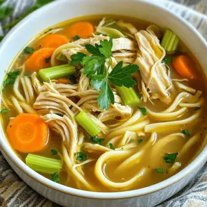 - 1 lb boneless, skinless chicken thighs - 1 medium onion, diced - 3 cloves garlic, minced - 3 medium carrots, sliced - 2 stalks celery, sliced - 6 cups low-sodium chicken broth - 1 teaspoon dried thyme - 1 teaspoon dried oregano - 1 bay leaf - 1 cup egg noodles - Salt and pepper to taste - Fresh parsley for garnish To make a great Instant Pot Chicken Noodle Soup, gather these simple ingredients. The chicken thighs give rich flavor and keep the soup hearty. I love using boneless and skinless thighs for their tenderness. The onion and garlic add a nice base flavor. Carrots and celery bring a fresh crunch. The six cups of low-sodium broth create the soup's heart. Using low-sodium broth helps you control the saltiness. Dried thyme and oregano add warmth and depth. The bay leaf gives a hint of earthiness. Egg noodles soak up the broth, making each bite comforting. Don't forget salt and pepper to taste. They help balance all the flavors. Finally, fresh parsley adds a bright finish and a splash of color. Enjoy your cooking! 1. Set up your Instant Pot. Start by plugging it in and placing it on a safe, flat surface. This helps ensure safe cooking. 2. Prep your ingredients. Dice the onion, slice the carrots and celery, and mince the garlic. Keep them handy for easy access. 3. Sauté the onion. Turn on the Instant Pot and select the Sauté function. Add a tablespoon of oil and let it heat up. Add the diced onion and cook until it turns clear, about 3-4 minutes. 4. Add garlic and veggies. Toss in the minced garlic, sliced carrots, and celery. Sauté for another 2-3 minutes. You want the veggies to start softening. 1. Add chicken and broth. Place the boneless chicken thighs in the pot. Then pour in the low-sodium chicken broth. Add the dried thyme, oregano, bay leaf, salt, and pepper. Stir well to combine. 2. Set pressure cook time. Secure the Instant Pot lid and make sure the valve is set to sealing. Set it to Pressure Cook on high for 10 minutes. 3. Release pressure. When the cooking time ends, let it sit for 5 minutes. Then carefully switch the valve to venting to release any remaining pressure. 1. Shred the chicken. Remove the cooked chicken thighs from the pot. Use two forks to shred the chicken into bite-sized pieces. 2. Add egg noodles. Switch the Instant Pot back to Sauté. Add the egg noodles to the soup and cook for another 5 minutes, or until the noodles are soft. 3. Adjust seasoning. Taste the soup and adjust the salt and pepper as needed. Discard the bay leaf before serving. 4. Serve hot. Ladle the soup into bowls and garnish with fresh chopped parsley. This adds color and a fresh flavor. To boost flavor in your soup, try these herbs and spices: - Thyme: Adds a warm, earthy note. - Oregano: Brings a hint of sweetness. - Bay Leaf: Gives a subtle depth. Using homemade broth makes a big difference. It tastes fresher and richer. Store-bought broth is faster, but can lack flavor. If you use it, choose low-sodium for better control over salt. To keep chicken tender, do not overcook it. The Instant Pot works fast. Ten minutes is usually enough. If your chicken is frozen, add a few extra minutes. Different noodles need different times. Egg noodles cook fast. They usually need just five minutes. For whole grain or gluten-free noodles, check package instructions. This soup is great on its own. But you can add fun sides or garnishes. - Crusty bread: Perfect for dipping. - Fresh parsley: Adds color and taste. For leftovers, store soup in an airtight container. It keeps well in the fridge for up to three days. You can also freeze it for future meals. Just make sure to leave space in the container. The soup will expand when frozen. {{image_2}} You can easily change a few things in this soup. If you want to swap the chicken, try turkey or tofu. Both will add great taste. Turkey works well for a lighter option, while tofu is perfect for a vegetarian choice. Adding different veggies can also change the flavor. Consider peas or corn for a sweet touch. You can add them right before you finish cooking the noodles. This keeps them fresh and bright. If you need a gluten-free soup, simply use gluten-free egg noodles. You can find them in most stores, and they work just as well. Make sure to check the labels for any hidden gluten. For a low-sodium version, use low-sodium broth and skip the added salt. This way, you cut back on sodium while keeping the soup tasty. If you want a vegan version, swap the chicken for chickpeas or lentils. Use vegetable broth in place of chicken broth. You can still enjoy a warm, hearty bowl of soup without meat. To store leftover soup, let it cool first. Then, pour it into a container. Use a container that seals tightly. Glass jars or plastic containers work well. Make sure to label the container with the date. You can keep the soup in the fridge for about three to four days. To freeze chicken noodle soup, cool it completely before storing. Use freezer-safe bags or containers. Leave some space at the top for expansion. This helps prevent the container from breaking. When you want to eat the soup, just take it out. Thaw it in the fridge overnight for best results. If you need it fast, you can use the microwave. Reheat the soup on the stove until it bubbles. This brings back the great taste! How do I adjust the cooking time for frozen chicken? If you use frozen chicken, add 5 extra minutes to the cooking time. Set your Instant Pot to 15 minutes instead of 10. The chicken will cook through, and your soup will still be tasty. Can I make this recipe without egg noodles? Yes, you can! Feel free to use other noodles like rotini or whole wheat pasta. Just adjust the cooking time based on the type of noodle you choose. Most will cook in about 5 to 7 minutes. What if my Instant Pot doesn't come to pressure? If your Instant Pot does not reach pressure, check the seal on the lid. Make sure the valve is set to sealing. Also, ensure you have enough liquid in the pot to create steam. How do I know when the chicken is fully cooked? The chicken is fully cooked when it reaches an internal temperature of 165°F. You can use a meat thermometer to check. If you don't have one, the chicken should be tender and shred easily with a fork. Can I use other types of noodles? Absolutely! You can use any pasta you like. Just keep in mind that different noodles may need different cook times. For example, whole grain or gluten-free noodles may require less time. How long will the soup last in the fridge? Your soup will last up to 4 days in the fridge if stored in an airtight container. Just reheat it on the stove or in the microwave when you're ready to enjoy it again. In this blog post, you learned how to make a tasty chicken noodle soup in an Instant Pot. We covered the essential ingredients, provided step-by-step instructions, and shared tips to enhance flavor. You also found out about variations, storage, and answered common questions. This soup is comforting and easy to make. You can customize it to fit your needs. Enjoy the rich flavors and warmth it brings. Now, gather your ingredients, and start cooking!