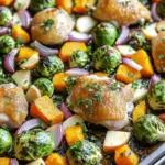 For the One-Pan Harvest Chicken & Veggie Bake, you will need: - 4 boneless, skinless chicken thighs - 2 cups Brussels sprouts, halved - 1 cup butternut squash, diced - 1 red onion, cut into wedges - 2 apples, cored and sliced - 3 cloves garlic, minced - 2 tablespoons olive oil - 1 teaspoon dried thyme - 1 teaspoon dried rosemary - 1/2 teaspoon smoked paprika - Salt and pepper to taste - Fresh parsley for garnish (optional) Each ingredient plays a key role in flavor and texture. The chicken thighs bring protein and richness. The Brussels sprouts and butternut squash add crunch and sweetness. Apples lend a fruity touch, while garlic and herbs infuse the dish with aroma. Two tablespoons of olive oil help everything cook evenly. Remember to season with salt and pepper to enhance all the flavors. I recommend using fresh ingredients for the best taste. Fresh Brussels sprouts and butternut squash have a vibrant flavor. Apples should be crisp for the right texture. If you use frozen vegetables, the bake may turn out soggier. Frozen items can lose their crunch and flavor during cooking. For this dish, fresh ingredients truly shine and make a huge difference in the final result. Start by preheating your oven to 400°F (200°C). This step is key. A hot oven ensures the chicken cooks well and the veggies get crispy. Set a timer for a few minutes. You want it hot when you add the food. Grab a large mixing bowl. Add 2 cups of halved Brussels sprouts, 1 cup of diced butternut squash, 1 red onion cut into wedges, and 2 sliced apples. These ingredients add color and flavor. Next, add 3 cloves of minced garlic, 2 tablespoons of olive oil, 1 teaspoon of thyme, 1 teaspoon of rosemary, and 1/2 teaspoon of smoked paprika. Sprinkle in salt and pepper to taste. Toss it all together. Make sure each piece is coated in oil and herbs. This step enhances taste and helps with cooking. Now, take your chicken thighs. You need 4 boneless, skinless ones. Season them with salt and pepper on both sides. This brings out the chicken's natural flavor. Make space in the center of your veggie mix on the baking sheet. Place the chicken thighs there. Nestling them among the veggies helps them soak up all the great flavors. Now, your dish is ready to bake! To achieve juicy chicken, use boneless, skinless thighs. They cook evenly and stay moist. Season the chicken with salt and pepper before baking. Place the chicken in the center of the veggies. This helps it cook in the steam from the vegetables. Bake until the internal temperature reaches 165°F. This ensures safe eating and great flavor. For tender veggies, cut them into similar sizes. This helps them cook evenly. Brussels sprouts and butternut squash should be halved and diced, respectively. Toss them well with oil and herbs. This adds flavor and helps with browning. Bake until they are soft and caramelized. This brings out their natural sweetness. For a rustic look, serve directly from the baking sheet. This creates a homey feel. Garnish with fresh parsley to add a pop of color. You can also drizzle a little extra olive oil on top before serving. Pair this dish with crusty bread or a simple salad for a complete meal. {{image_2}} You can switch up the veggies in this dish. If you don’t have Brussels sprouts, try green beans or broccoli. Carrots add a nice touch, too. Butternut squash works well, but sweet potatoes can be a great swap. Choose your favorites for a personal twist! While chicken thighs shine in this recipe, you can use other proteins. Try chicken breasts if you prefer leaner meat. Turkey thighs are another tasty option. For a seafood twist, salmon fillets work great. Just adjust the cooking time to ensure everything cooks evenly. To make this dish vegetarian, skip the chicken. Add more hearty veggies like mushrooms and zucchini instead. Chickpeas or lentils can add protein and texture. You can also toss in some quinoa for a filling meal. Enjoy all the flavors while keeping it plant-based! To store leftovers, let the dish cool first. Place the chicken and veggies in an airtight container. Keep it in the fridge for up to three days. Make sure it’s sealed well to avoid drying out. Label the container with the date to track freshness. When you are ready to eat, reheat the leftovers. You can use the oven or microwave. For the oven, preheat it to 350°F (175°C). Place the dish on a baking sheet and cover it with foil. Heat it for about 20 minutes or until warm. If you use a microwave, heat in short bursts. Stir in between to ensure even heating. If you want to freeze the dish, it’s best to do it right away. Store the cooled chicken and veggies in a freezer-safe container. You can also use freezer bags for easy storage. This can last for up to three months in the freezer. When ready to eat, thaw it overnight in the fridge. Reheat as instructed above. You can tell when the chicken is done by checking its internal temperature. Use a meat thermometer to ensure it reaches 165°F (75°C). The meat should look white, not pink. If you cut into the chicken and the juices run clear, then it's ready to eat. This step is key for food safety. Yes, you can prepare this dish ahead of time. Chop the veggies and season the chicken. Store them in the fridge for up to 24 hours. When ready to cook, just spread the veggies on the baking sheet, add the chicken, and bake. This saves you time on busy days. This dish pairs well with many sides. You can serve it with rice or quinoa for a hearty meal. A simple green salad also works great to add freshness. If you want to keep it rustic, enjoy it with crusty bread to soak up the juices. In this post, we covered how to make a delicious One-Pan Harvest Chicken & Veggie Bake. We looked at the right ingredients and measurements, and discussed fresh versus frozen options. You learned key steps like preheating the oven and cooking the chicken perfectly. We also shared tips for tender veggies and serving ideas. Don’t forget about variations, storage, and reheating. This dish is simple and fun to make, making it perfect for any meal. Enjoy your cooking and the tasty results!