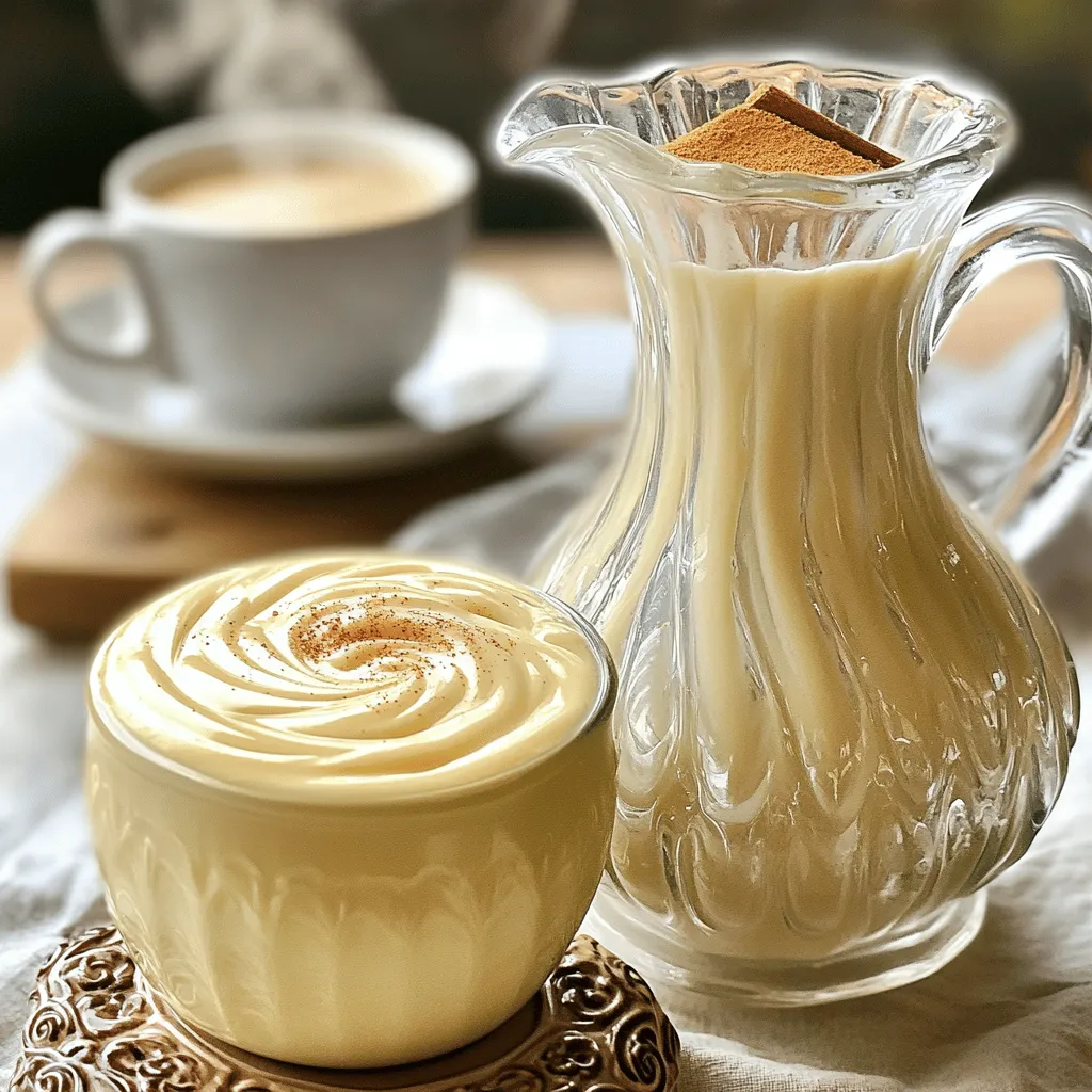 - 1 cup whole milk - 1 cup heavy cream - 1/4 cup pure maple syrup - 2 teaspoons pure vanilla extract - 1/2 teaspoon ground cinnamon - 1/4 teaspoon sea salt You can swap whole milk for low-fat milk or almond milk. Almond milk gives a nice nutty flavor. If you want a dairy-free option, use coconut milk or soy milk. For sweeteners, you can try honey, agave, or stevia. Each sweetener has a unique taste. Choose what fits your diet best. Using pure vanilla extract makes a big difference. It has a rich flavor that fake vanilla cannot match. It gives your creamer a warm and sweet scent. Pure maple syrup adds depth. It brings a natural sweetness and a hint of caramel. The right ingredients make this coffee creamer a special treat. 1. Heating the milk and cream In a medium saucepan, add 1 cup of whole milk and 1 cup of heavy cream. Heat over medium heat. Stir occasionally until the mixture is just simmering. Make sure it doesn't boil. Boiling can change the texture. 2. Adding sweeteners and spices Once heated, lower the heat to low. Add 1/4 cup of pure maple syrup. Stir until it mixes well. Next, pour in 2 teaspoons of pure vanilla extract, 1/2 teaspoon of ground cinnamon, and 1/4 teaspoon of sea salt. Keep stirring until everything blends smoothly. 3. Cooling and storing the creamer After mixing, let the creamer cool for a few minutes. Once it cools, transfer it into a glass jar or bottle. Seal it tightly and refrigerate. It will stay fresh for about a week. Remember to shake well before each use! To help you through each step, look for images or video clips. These can show you how the mixture should look at each stage. Seeing the process can make it easier for you. - Avoiding boiling: Keep an eye on the heat. Boiling can ruin the creamy texture. - Ensuring thorough mixing: Stir well after adding each ingredient. This helps create a smooth and rich blend. You can boost the flavor by adding spices. A pinch of nutmeg adds warmth. Try vanilla bean for a richer taste. Almond extract gives a nice twist too. Mix and match flavors to find your favorite. Use a glass jar for storage. Glass keeps the flavor fresh. Make sure the jar is clean. Store the creamer in the fridge right away. Shake well before each use. This keeps the ingredients mixed. Pair this creamer with dark roast coffee. The creaminess balances bitterness well. You can also use it in recipes. Pour it over pancakes or waffles for a sweet touch. It’s great in oatmeal too! {{image_2}} If you want a dairy-free coffee creamer, there are great plant-based milk options. Almond milk, oat milk, and coconut milk work well. Each adds a unique taste. You can also use vegan-friendly sweeteners. Agave nectar or coconut sugar are both good choices. They blend well and taste great. Seasonal flavors can add fun to your creamer. For a pumpkin spice variation, mix in pumpkin puree with spices like nutmeg and ginger. This gives a warm, cozy taste. During the holidays, try flavors like peppermint or eggnog. Just add extracts to your base for a festive twist. If you're cutting sugar, use sugar substitutes like stevia or erythritol. These sweeteners keep the taste sweet without extra carbs. You can adjust the flavor easily to match your diet. Just remember to taste as you go! The homemade vanilla coffee creamer lasts about one week in the fridge. To check for spoilage, look for changes in smell or color. If it smells sour or has clumps, it's time to toss it. Freshness is key for great taste. Yes, you can freeze coffee creamer! Pour it into ice cube trays for easy use. Once frozen, transfer the cubes to a zip-top bag. When you need it, thaw in the fridge overnight or add directly to hot coffee. This way, you reduce waste and enjoy your creamer longer. To keep the creamer fresh after opening, always use a clean spoon when scooping. Store it in a jar with a tight lid to avoid air exposure. This helps maintain its rich flavor and creamy texture. Shake well before each use to mix any settled ingredients. To make your homemade coffee creamer thicker, you can add more heavy cream. Heavy cream has more fat than milk. This fat gives the creamer a rich and smooth texture. You can also reduce the mixture by cooking it longer. Heat it gently on low and stir often until it thickens. Be careful not to let it boil. Yes, you can use this coffee creamer in many recipes! It works great in tea or hot chocolate. You can also add it to desserts like ice cream or pancakes. Using it in oatmeal adds a lovely flavor. The vanilla and cinnamon will enhance many dishes. I recommend using homemade creamer within a week. After a week, it may not taste as fresh. Always check for any off smells or changes in texture. If it looks or smells strange, it's best to throw it away. Homemade creamers have fewer additives and preservatives. You control the ingredients and flavors. Store-bought creamers often contain artificial flavors and sweeteners. Homemade is fresher, richer, and often healthier. You also get to enjoy unique flavors that you create! In this blog post, we explored how to make a delicious homemade coffee creamer. We discussed quality ingredients, substitutes, and how each affects flavor. You learned step-by-step instructions, tips for perfect consistency, and storage methods to keep your creamer fresh. Remember, using pure ingredients makes a big difference in taste. Experiment with flavors, and tailor the creamer to your needs. Making your own creamer can boost your coffee experience and allows for creativity. Enjoy every sip!
