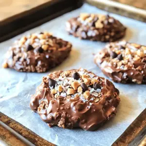 - 1 cup natural peanut butter - 1/2 cup honey or maple syrup - 1/4 cup unsweetened cocoa powder - 2 cups rolled oats The main ingredients create a rich and tasty cookie. Natural peanut butter gives a smooth texture. Honey or maple syrup adds sweetness and binds the mix. Cocoa powder gives that deep chocolate flavor. Rolled oats add chewiness and heartiness to the cookies. - 1/2 cup shredded coconut - Toppings like crushed nuts, chocolate chips, or sea salt You can change your cookies by adding optional ingredients. Shredded coconut gives a fun texture and flavor. Toppings like crushed nuts or chocolate chips add crunch and sweetness. A sprinkle of sea salt can enhance the chocolate taste. - Alternatives for peanut butter - Sweetener options If you need an alternative to peanut butter, try almond or cashew butter. These nut butters work well in this recipe. For sweeteners, you can use agave nectar or brown sugar if you prefer. Each choice will change the flavor slightly but still keep it delicious. To start, I combine the main ingredients. I take a medium saucepan and add the following: - 1 cup natural peanut butter - 1/2 cup honey or maple syrup - 1/4 cup unsweetened cocoa powder - A pinch of salt I place the saucepan over low heat. I stir continuously until the mixture is smooth. This step brings together the rich flavors of peanut butter and cocoa. Next, I mix in the vanilla extract. I remove the saucepan from heat and quickly add 1 teaspoon of vanilla. This adds a warm, sweet note to the cookies. Now it’s time to shape the cookies. In a large mixing bowl, I add: - 2 cups rolled oats - 1/2 cup shredded coconut (optional) I pour the warm chocolate-peanut butter mixture over the oats. I mix until every oat is coated in the chocolate blend. For shaping, I grease my hands with a bit of oil to prevent sticking. I form the mixture into small cookie shapes, about 1-2 inches wide. I place the cookies on a baking sheet lined with parchment paper. If I want to add toppings, I sprinkle crushed nuts, chocolate chips, or sea salt on top. These toppings add extra flavor and crunch. Chilling the cookies is important. I place the baking sheet in the refrigerator for about 30 minutes. This helps the cookies firm up and hold their shape. The chilling time makes each bite satisfying. It ensures the cookies are not too soft when you take a bite. Enjoying these cookies is a treat, especially after they set! To get the best texture for your chocolate peanut butter no-bake cookies, pay attention to temperature. When you heat the peanut butter, honey, and cocoa, keep it low and slow. This helps everything mix well without burning. Stir constantly until smooth. When you mix in the oats, do it gently. You want to coat each oat but not overwork the mix. This keeps the cookies chewy and soft. You can customize your cookies with different toppings. Try adding crushed nuts, chocolate chips, or a sprinkle of sea salt on top. These extra bits add crunch and flavor. For a fun twist, change the flavor of the chocolate. You can mix in spices like cinnamon or vanilla. Or, you can use flavored extracts, like almond or hazelnut, for a unique taste. Sometimes, cookies can turn out dry or crumbly. If this happens, try adding a bit of warm water or more peanut butter to the mix. This can help bind the ingredients together better. Another tip is to make sure you measure your oats correctly. Too many oats can lead to crumbly cookies. Just follow the recipe for a perfect texture every time. {{image_2}} You can spice up your cookies by adding a pinch of cinnamon or nutmeg. These spices bring warmth and depth, making each bite more exciting. You can also mix in protein powder for a healthy boost. This change makes your cookies more filling and adds extra nutrition. If you follow a vegan diet, you can easily swap honey for maple syrup. This keeps the sweetness without using animal products. For those needing gluten-free options, use certified gluten-free oats. This ensures everyone can enjoy these tasty treats without worry. Make these cookies fun for kids by using cookie cutters to create shapes. You can also add colorful sprinkles on top. This adds a playful touch that kids love. Want to sneak in some nutrition? Mix in healthy add-ins like ground flaxseed or chia seeds. They'll enjoy the taste while benefiting from added fiber and omega-3s. To keep your chocolate peanut butter no-bake cookies fresh, use air-tight containers. Place a layer of parchment paper between layers of cookies. This method prevents them from sticking together. Store them in a cool, dry place, away from direct sunlight. You can freeze no-bake cookies for later enjoyment. First, let the cookies cool completely. Then, place them in a single layer on a baking sheet. Freeze them for about an hour. Once firm, transfer the cookies to an air-tight container. They can last up to three months in the freezer. To thaw, simply take them out and let them sit at room temperature for about 15-20 minutes. At room temperature, these cookies last about one week. Keep an eye on them for signs of spoilage. If they become hard, dry, or develop an off smell, it’s time to toss them. Always trust your senses to judge freshness. Yes, you can use chocolate instead of cocoa powder. If you choose this, use about 4 ounces of melted chocolate. It will add a rich taste. Just remember to reduce the sweetener by a bit. This change can make the cookies creamier and more decadent. If you need a substitute for oats, try using rice cereal. It adds crunch and texture. You could also use ground nuts or almond flour for a different taste. Just keep in mind that the cookie's structure might change a bit. Chill the cookies for about 30 minutes. This helps them firm up and hold their shape. If you are in a rush, even 15 minutes can work. Just remember, the longer they chill, the firmer they get. You now know how to make delicious no-bake cookies. We covered the main ingredients like peanut butter and oats, and we explored optional bits like nuts or coconut. I shared tips for achieving the right texture and how to fix common problems. Lastly, we talked about fun variations and storage tips. Try making these cookies today. Enjoy healthy treats that are easy and fun!