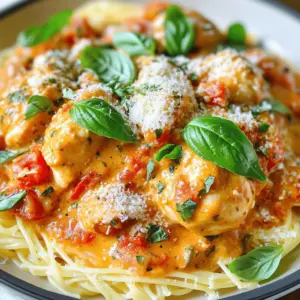 - 4 boneless, skinless chicken breasts - 1 can (28 oz) crushed tomatoes - 1 cup heavy cream - 1 tablespoon olive oil - 4 cloves garlic, minced - 1 medium onion, diced - 1 teaspoon dried oregano - 1 teaspoon dried basil - Salt and pepper to taste - Fresh basil leaves for garnish - Grated Parmesan cheese (optional) To make Slow Cooker Creamy Tomato Basil Chicken, you need simple and fresh ingredients. You will start with four boneless, skinless chicken breasts. These will be the base of your dish. A 28-ounce can of crushed tomatoes adds rich flavor and texture. Heavy cream gives the sauce its creamy touch. You will also need olive oil, minced garlic, and diced onion. These ingredients bring depth to the dish. Dried oregano and basil add a lovely herb taste. Don't forget to season with salt and pepper to enhance the flavors. For the finishing touch, fresh basil leaves and grated Parmesan cheese are great options. - Slow cooker - Skillet - Cutting board and knife For this recipe, you will need a slow cooker. It cooks the chicken to tender perfection. A skillet is essential for sautéing the garlic and onion. A cutting board and knife help you prep ingredients. With these tools, you are ready to create a delicious meal. Check out the Full Recipe for all steps! To start, we need to get our ingredients ready. First, heat one tablespoon of olive oil in a skillet over medium heat. Add four cloves of minced garlic and one medium diced onion. Sauté them for about 3-4 minutes until they turn soft and clear. This helps to bring out their flavor. Next, we move on to seasoning the chicken. Take four boneless, skinless chicken breasts and sprinkle salt, pepper, one teaspoon of dried oregano, and one teaspoon of dried basil on both sides. This step adds great taste to the chicken. Now, it’s time to layer everything in the slow cooker. Place the seasoned chicken breasts at the bottom. Pour the sautéed onion and garlic mixture over the chicken. Then, add one can of crushed tomatoes on top without stirring. This layering keeps the chicken moist while cooking. After layering, cover the slow cooker. You can set it to low heat for 6-7 hours or high heat for 3-4 hours. The chicken will cook slowly and become very tender. Once the cooking time is up, carefully take the chicken out of the slow cooker and place it on a plate. Use two forks to shred the chicken or chop it into bite-sized pieces. Now, let’s thicken the sauce. Stir in one cup of heavy cream into the tomato mixture left in the slow cooker. Mix it well, then return the shredded chicken to the pot. Stir everything together. Allow it to cook on low for an extra 15-20 minutes. This helps the flavors blend and the sauce to thicken. For the complete recipe, check the Full Recipe! To ensure tender chicken, always choose fresh, high-quality chicken breasts. The slow cooker is great for making the chicken juicy. Cooking on low heat for 6-7 hours is best. If you are in a hurry, you can use high heat for 3-4 hours. When it comes to adjusting seasoning, taste the sauce once it’s mixed. You can easily add more salt, pepper, or herbs to suit your taste. Fresh herbs add a bright flavor, so don’t skip the fresh basil at the end. For the best sides to accompany this dish, consider serving it with pasta or rice. Both soak up the creamy sauce well. A simple green salad or steamed vegetables also pairs nicely for balance. For presentation tips, serve the creamy tomato basil chicken in a nice bowl. Add fresh basil leaves and a sprinkle of grated Parmesan cheese on top. This makes the dish look even more inviting. One common mistake is overcooking chicken. Check for doneness at the lower end of the cooking time. If chicken is dry, it won’t taste good. Another mistake is skipping the sautéing step. Sautéing the garlic and onion first brings out their flavors. This step adds depth to the sauce, making the dish richer and more delicious. For the full recipe, check out the detailed steps above. {{image_2}} You can change the protein in this dish. Turkey works well if you want a leaner option. For a meatless meal, try using tofu. Just make sure to press the tofu first to remove excess water. You can also swap the heavy cream for coconut milk or cashew cream for a dairy-free option. Both keep the dish rich and creamy while meeting dietary needs. Feel free to get creative with spices. A pinch of red pepper flakes can add some heat. You can also mix in fresh herbs like parsley or thyme for added flavor. If you want to sneak in some veggies, chop up spinach or bell peppers and toss them into the slow cooker. They will cook down and blend well with the sauce. The creamy tomato basil chicken is great over pasta or rice. Pasta gives a nice bite, while rice makes it comforting and filling. If you want a lighter option, serve it in a bowl as a soup. Just add more broth or water to thin out the sauce. Either way, it’s a delicious meal that fits your mood. Try the Full Recipe for all the tasty details! After enjoying your Slow Cooker Creamy Tomato Basil Chicken, store any leftovers in a sealed container. Let it cool down first to avoid steam buildup. Place the container in the fridge. It keeps well for about three to four days. Make sure to label the container with the date. This helps you track freshness. If you want to save some for later, freezing is a great option. Use an airtight container or freezer bag. Leave some space at the top, as the sauce may expand. It’s best to freeze the chicken and sauce together. For reheating, thaw the mixture in the fridge overnight. You can heat it on the stove or in the microwave. Stir well to ensure even heating. Your creamy tomato basil chicken can last in the fridge for three to four days. In the freezer, it can stay good for up to three months. Always check for any off smells or changes in texture before using it again. Keeping track of dates helps make sure your meals are fresh and tasty. You can cook this dish on low for 6-7 hours. If you're short on time, use high heat for 3-4 hours. Cooking on low gives the chicken a tender texture. High heat works too but may not be as juicy. Yes, you can use fresh tomatoes! For this recipe, you need about 2-3 pounds of fresh tomatoes. Peel and chop them before adding. Fresh tomatoes add a nice touch but may not be as rich as canned. Absolutely! This dish is great for meal prep. You can cook it and store it in the fridge for up to four days. Portion it out into containers for easy lunches or dinners. Just reheat it gently on the stove or in the microwave. This recipe shows how to make Slow Cooker Creamy Tomato Basil Chicken easily. You learned about the key ingredients, kitchen tools, and step-by-step methods. While cooking, remember to avoid common mistakes for a perfect dish. You can even swap ingredients to suit your taste or serve it in different ways. Lastly, store leftovers properly to enjoy this meal later. With these tips, you will create a dish your family will love. Happy cooking!