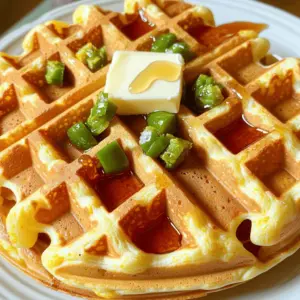To make Cheddar Jalapeno Cornbread Waffles, you will need: - 1 cup cornmeal - 1 cup all-purpose flour - 1 tablespoon baking powder - 1 teaspoon salt - 1/2 teaspoon cayenne pepper (optional) - 2 large eggs - 1 cup milk - 1/4 cup vegetable oil - 1 cup shredded sharp cheddar cheese - 1/2 cup jalapenos, diced (fresh or pickled) - 1 tablespoon honey (optional) Each ingredient plays a key role. The cornmeal adds texture, while the flour gives structure. Baking powder helps the waffles rise. Salt enhances the flavors, and cayenne adds heat if you choose to use it. This recipe makes about four servings. You can adjust the amounts based on how many people you are serving. If you want to skip the flour, use gluten-free flour instead. For a lighter option, you can replace the milk with almond milk or any plant-based milk. You can also try different cheeses, like pepper jack, for more spice. If you need gluten-free options, use gluten-free flour. For dairy-free waffles, use plant-based milk and dairy-free cheese. These swaps help make this dish fit various dietary needs, while still tasting great. Always check labels to ensure all ingredients meet your dietary requirements. First, you need to preheat your waffle maker. Follow the guide that comes with your machine. This step is key for crispy waffles. In a large bowl, mix the dry ingredients. Add 1 cup of cornmeal, 1 cup of flour, 1 tablespoon of baking powder, and 1 teaspoon of salt. If you want a kick, add 1/2 teaspoon of cayenne pepper. Stir well to blend all the dry items. In another bowl, crack 2 large eggs. Whisk them with 1 cup of milk, 1/4 cup of vegetable oil, and 1 tablespoon of honey if you like it sweet. Mix until smooth. This mixture adds moisture to your waffles. Pour the wet mix into the dry ingredients. Stir gently until just combined. It’s okay if you see small lumps; don’t overmix. Now, fold in 1 cup of shredded sharp cheddar cheese and 1/2 cup of diced jalapenos. This gives your batter a cheesy, spicy flavor. Lightly grease your waffle maker with cooking spray or oil. Pour about 1/2 to 2/3 cup of batter into the center. Close the lid and cook according to your machine's guide. This usually takes around 4 to 5 minutes. You want them golden brown and crispy. Carefully take out the waffles and keep them warm in a low oven. Repeat until all the batter is cooked. Enjoy your tasty Cheddar Jalapeno Cornbread Waffles warm with butter, honey, or hot sauce! To get the best texture in your Cheddar Jalapeno Cornbread Waffles, mix your dry and wet ingredients separately. This keeps the batter light and fluffy. When you combine them, stir gently until just mixed. Some lumps are okay! Overmixing will make the waffles tough. The key is to fold in the cheese and jalapenos carefully. This keeps the cheese melted and the jalapenos evenly spread. Cooking time matters a lot here. Preheat your waffle maker well before you start. This ensures even cooking and a crisp outside. Typically, cook the waffles for about 4 to 5 minutes. Check if they are golden brown and crispy. If they are not, give them another minute. Each waffle maker is a bit different, so keep an eye on them. Avoid these simple mistakes to nail your waffles! First, don’t skip greasing the waffle maker. It helps the waffles release easily. Second, watch the cooking time closely. If you open the lid too soon, the waffles might not cook through. Lastly, don’t use too much batter. A half to two-thirds cup is usually just right. Overfilling can cause a mess and uneven cooking. {{image_2}} You can switch up the cheese for more flavor. Try pepper jack for a spicy kick. Or use gouda for a smoky taste. Each type of cheese adds its own twist to the waffles. Mixing cheeses can also create a unique blend. Use a mix of sharp cheddar and mozzarella for a creamy texture. Feel free to add more veggies or spices to your batter. Corn adds sweetness and texture. Chopped green onions bring fresh flavor. You can also try diced bell peppers for a pop of color. If you love heat, add more jalapenos or some crushed red pepper. For a twist, try adding herbs like cilantro or chives. You can make these waffles sweet or savory. Add honey in the batter for a touch of sweetness. This pairs well with butter or syrup. If you prefer savory, skip the honey and focus on spices. Adding garlic powder or onion powder can make a big difference. Both versions offer a fun way to enjoy cornbread waffles! To store leftovers, let the waffles cool down first. Once cool, stack them with layers of parchment paper. Place them in an airtight container. This keeps them fresh and prevents sogginess. Store the container in the fridge for up to three days. You can also wrap individual waffles in plastic wrap for easy grabbing later. When you're ready to enjoy your leftovers, preheat your oven to 350°F (175°C). Place the waffles on a baking sheet. Heat them for about 10 minutes, or until warm and crispy. You can also use a toaster for a quicker option. Just pop the waffles in the toaster until they are hot and crisp. This method keeps the texture nice. Freezing is a great choice for longer storage. After cooling, wrap each waffle in plastic wrap. Place the wrapped waffles in a freezer bag or container. Be sure to squeeze out as much air as you can. They will stay fresh for up to three months. To reheat frozen waffles, just pop them in the toaster or oven. No need to thaw first! Yes, you can make these waffles ahead of time. Cook the waffles, then cool them on a rack. This helps keep them crisp. Once cool, store them in an airtight container. They last up to three days in the fridge. For longer storage, freeze them in a single layer. After they freeze, place them in a bag for easy access. Reheat in a toaster or oven for a quick meal. These waffles pair well with many tasty sides. Try serving them with butter and honey for a sweet touch. For a spicy kick, drizzle on your favorite hot sauce. They also taste great with chili or stew. You can even use them as a base for eggs and avocado. The options are endless and delicious! To change the heat level, add or reduce jalapenos. Use less for a milder taste. You can also skip the cayenne pepper for less heat. For more spice, add extra jalapenos or use spicy cheese. Another fun option is adding diced chipotle peppers. This gives a smoky flavor along with extra heat. Adjust to your taste for the perfect bite! We covered a lot about making Cheddar Jalapeno Cornbread Waffles. We looked at ingredients, tips for cooking, and ways to store leftovers. Each step helps you create tasty, fun waffles. You can add your favorite flavors, too. Don’t forget to experiment with serving ideas and ask if you have more questions. Enjoy your cooking, and let creativity guide your kitchen adventures!