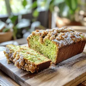 - 2 cups grated zucchini (about 2 medium zucchinis) - 1 cup granulated sugar - 1/2 cup brown sugar, packed - 1/2 cup vegetable oil - 3 large eggs - 2 teaspoons vanilla extract - 2 cups all-purpose flour - 1 teaspoon baking soda - 1 teaspoon baking powder - 1/2 teaspoon salt - 1 teaspoon ground cinnamon - 1/2 teaspoon ground nutmeg - 1/2 cup chopped walnuts (optional) - 1/4 cup chocolate chips (optional) - 1/2 cup all-purpose flour - 1/2 cup rolled oats - 1/4 cup brown sugar, packed - 1/2 teaspoon ground cinnamon - 1/4 cup unsalted butter, melted Use a standard measuring cup and spoon for accuracy. Grate the zucchini finely for even mixing. Pack the brown sugar firmly in the cup. Measure flour lightly; do not pack it down. For the streusel, make sure to melt the butter just enough to mix well. You can swap granulated sugar with coconut sugar for a different taste. Use applesauce instead of vegetable oil for a lighter option. If you want a nut-free version, skip the walnuts. You can also replace all-purpose flour with whole wheat flour. For a vegan twist, use flax eggs instead of real eggs. First, set your oven to 350°F (175°C). This helps your bread bake evenly. Next, grab a 9x5-inch loaf pan. Grease it with butter or spray. You can also use parchment paper for easy removal later. In a big bowl, mix the grated zucchini, granulated sugar, brown sugar, vegetable oil, eggs, and vanilla extract. Whisk these together until they blend well. This step adds moisture and flavor to your bread. Now, take a separate bowl and whisk together the flour, baking soda, baking powder, salt, cinnamon, and nutmeg. This mix gives your bread structure and flavor. Make sure there are no lumps in the flour. Gradually add the dry mix to the wet ingredients. Stir gently until just combined. If you want some crunch or sweetness, fold in the chopped walnuts and chocolate chips now. Don’t overmix; it can make the bread tough. In a smaller bowl, combine the flour, rolled oats, brown sugar, and cinnamon. Then, drizzle in the melted butter. Mix this until it turns crumbly. This topping adds a nice crunch and sweet layer to your bread. Pour the batter into the prepared loaf pan. Spread it evenly across the pan. Then, sprinkle the streusel topping over the batter. Bake your zucchini bread for 50 to 60 minutes. Insert a toothpick in the center. If it comes out clean, your bread is ready. If the top gets too brown, cover it loosely with foil. Once done, let it cool in the pan for about 10 minutes before moving it to a wire rack. To get the best zucchini texture, start with firm zucchinis. Grate them finely for even mixing. If you have a lot of moisture, squeeze the zucchini in a clean cloth. This step helps keep your bread from being too wet. Add the zucchini to your wet mix and stir gently. The goal is to keep some of that lovely moisture without making the batter too runny. For a tasty streusel, use cold butter. Melted butter can make it too soft. Mix the dry ingredients first, then drizzle the cold butter in. Use a fork or your fingers to blend until it looks crumbly. This method ensures a nice crunch on top of your bread. Don’t skip the rolled oats; they add texture. If you want a sweeter streusel, add a bit more brown sugar. - Overmixing the Batter: Stir just until combined. Overmixing makes the bread dense. - Not Measuring Ingredients: Use a scale or measuring cups. Accurate measurements lead to better results. - Ignoring the Cooling Time: Let the bread cool before slicing. This keeps it from falling apart. - Skipping the Streusel: It adds flavor and texture. Don’t leave it out! - Baking at the Wrong Temperature: Always preheat your oven. This helps the bread rise properly. {{image_2}} You can enhance your zucchini bread with fun add-ins. Fruits like raisins or dried cranberries add sweetness. Try adding chopped apples for a fruity twist. Spices can also change the flavor. Consider adding ginger or allspice for warmth. You can even add a splash of orange zest for brightness. Each option creates a unique taste experience. Making this recipe gluten-free is easy. Substitute all-purpose flour with a gluten-free blend. Look for a blend that includes xanthan gum. This helps keep the bread together. Make sure all other ingredients are gluten-free too. Your zucchini bread will still be moist and tasty. The flavor will remain rich and satisfying. To make this zucchini bread vegan, swap out the eggs. Use flaxseed meal as an egg replacer. Mix one tablespoon of flaxseed meal with three tablespoons of water. Let it sit until it thickens. Replace the vegetable oil with applesauce. This keeps the bread moist and adds natural sweetness. You’ll enjoy a delicious vegan treat that everyone can love. You can keep your zucchini bread at room temperature. Place it in an airtight container. It will stay fresh for about 2-3 days. If you notice any moisture, use a paper towel inside. This helps absorb excess moisture. If you want to store your zucchini bread longer, put it in the fridge. Wrap it in plastic wrap or aluminum foil. This helps prevent it from drying out. It can last about a week in the fridge. Just remember to let it come to room temperature before eating. Freezing is a great option for longer storage. First, let the bread cool completely. Then wrap it tightly in plastic wrap. After that, place it in a freezer-safe bag. It can stay in the freezer for up to 3 months. When you’re ready to eat, thaw it in the fridge overnight. Enjoy it warm or at room temperature! To prevent sogginess, squeeze out excess water from the grated zucchini. You can do this by placing the zucchini in a clean kitchen towel and wringing it gently. This step helps keep the bread light and fluffy. Also, avoid overmixing the batter. Mix just until combined for the best texture. Yes, you can use whole wheat flour. It adds a nutty flavor and a denser texture. However, you may want to mix it with all-purpose flour. This mix helps keep the bread moist and tender. To enhance the flavor of your streusel topping, add spices like nutmeg or ginger. You can also mix in chopped nuts or even mini chocolate chips. These additions will give your streusel a tasty twist that pairs well with the zucchini bread. Zucchini bread is great on its own. However, you can serve it with butter, cream cheese, or a drizzle of honey. It also pairs nicely with a cup of tea or coffee. For a special touch, add a sprinkle of powdered sugar on top. Absolutely! Feel free to use pecans, almonds, or hazelnuts. Each nut gives a unique flavor and crunch. If you prefer a nut-free option, simply leave them out altogether. Your zucchini bread will still be delicious! We explored how to make delicious zucchini bread. You learned the key ingredients, measurement tips, and substitutions. You also followed step-by-step instructions for mixing and baking. I shared tips for the best texture and common mistakes to avoid. We covered variations for gluten-free and vegan diets and included storage methods. Zucchini bread is versatile and fun to make. Enjoy your baking adventure, and let it brighten your day!