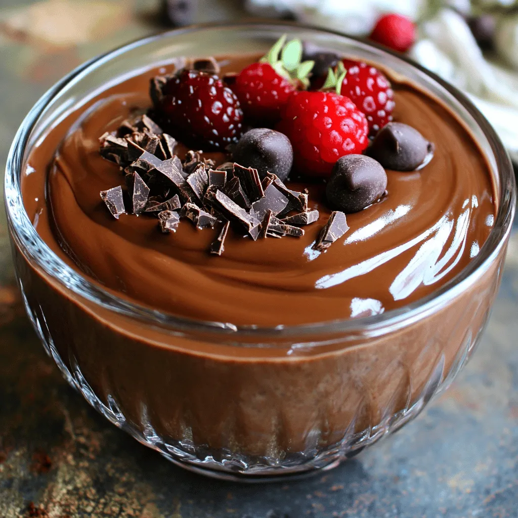 To make Cottage Cheese Chocolate Protein Pudding, you will need some simple ingredients. Here’s what to gather: - 1 cup low-fat cottage cheese - 2 tablespoons unsweetened cocoa powder - 2 tablespoons chocolate protein powder - 2 tablespoons honey or maple syrup - 1 teaspoon vanilla extract - A pinch of sea salt - 1 tablespoon almond milk (optional, for thinner consistency) - Optional: chocolate shavings or berries for garnish Each ingredient plays a key role. The low-fat cottage cheese gives a creamy base and packs in protein. Unsweetened cocoa powder adds rich chocolate flavor without extra sugar. The chocolate protein powder boosts the protein even more, making this pudding a great snack. Honey or maple syrup provide sweetness, while vanilla extract adds depth. A pinch of sea salt enhances all the flavors. If you like a thinner pudding, add almond milk little by little. Finally, garnishing with chocolate shavings or berries makes it look special. Gather these ingredients, and you'll be ready to create a delicious treat! - Blending the main ingredients: Start by adding 1 cup of low-fat cottage cheese to your blender. Next, add 2 tablespoons of unsweetened cocoa powder and 2 tablespoons of chocolate protein powder. Then, pour in 2 tablespoons of honey or maple syrup for sweetness. Don’t forget 1 teaspoon of vanilla extract and a pinch of sea salt to enhance the flavors. Blend until the mix is smooth and creamy. - Adjusting consistency with almond milk: If the pudding is too thick, add 1 tablespoon of almond milk. Blend again. If it’s still thick, add more almond milk one tablespoon at a time. Blend after each addition until you reach the texture you want. - Tasting and adjusting sweetness: Always taste your pudding. If you want it sweeter, add more honey or maple syrup. Blend again to mix. - Transferring the mixture to bowls: Once smooth and sweet, pour the pudding into serving bowls or containers. This recipe makes enough for two. - Recommended refrigeration time: Place the bowls in the fridge for at least 30 minutes. This helps the flavors blend and thickens the pudding. - Presentation tips for serving: When you’re ready to serve, consider adding chocolate shavings or fresh berries on top. These make the pudding look nice and add extra flavor. I always recommend using a blender for this pudding. A blender makes the mixture smooth and creamy. A food processor can leave lumps in your pudding. If you have both, try a blender first. It really helps get that silky texture. Taste is key in making this pudding great. Start with the honey or maple syrup. Mix it in, then taste. If you want it sweeter, add more. Just remember, a little goes a long way. Adjust the sweetness to fit your taste buds. If you use unsweetened cocoa powder, you may need more sweetener. For a thicker pudding, don’t add almond milk. If you like it thinner, add it slowly. Start with one tablespoon, then blend. Check the thickness after each addition. Let the pudding chill in the fridge for a bit. It will thicken more as it cools. {{image_2}} You can make this pudding your own by adding mix-ins. One great option is nut butter. Adding peanut butter gives a rich, nutty flavor. It also boosts the protein content. Just mix in one tablespoon or two, and blend. Fruits are another fun choice. You can add bananas or strawberries for sweetness. Mix them in before blending for a nice texture. You can also top your pudding with fresh fruit for a colorful finish. If you're looking for gluten-free options, you're in luck! All the main ingredients are gluten-free. So you can enjoy this pudding without worry. For a vegan version, swap honey for maple syrup. This simple change keeps the flavor while making it plant-based. Choose a vegan protein powder to match if needed. This pudding is tasty on its own, but you can make it even better. Try pairing it with fresh fruit like berries or sliced peaches. Granola also adds a nice crunch. You can layer the pudding with these toppings for a delightful treat. Use it as a protein-packed snack or breakfast. It’s quick to make and keeps you full. Plus, it’s a great way to add protein to your day! You can keep the Cottage Cheese Chocolate Protein Pudding in the fridge for about three days. Make sure to store it in a covered container to keep it fresh. The flavors will blend nicely as it sits, making it even tastier after a day or two. Yes, you can freeze the pudding! To do this, pour it into an airtight container. Leave some space at the top, as it may expand when frozen. When you want to eat it, thaw it in the fridge overnight. If it seems a bit thick, just stir in a little almond milk before serving. Use glass containers or BPA-free plastic ones for the best results. Glass helps keep the pudding fresh and does not absorb smells. Make sure the containers are sealed tightly to prevent air from getting in. This way, your pudding stays delicious and ready for a tasty snack! Cottage Cheese Chocolate Protein Pudding is a smart choice for health lovers. Each serving packs about 20 grams of protein, which helps build strong muscles. The pudding has around 200 calories, making it a light snack. It is low in fat, with only about 5 grams per serving. The pudding also provides calcium and is rich in vitamins. The unsweetened cocoa powder adds antioxidants, making it a healthy treat. Yes, you can prepare this pudding ahead of time! It keeps well in the fridge for up to three days. Make it in the morning for a tasty snack later. Just store it in an airtight container. When you are ready to eat, give it a quick stir to mix it up again. This makes it easy to grab and go. Absolutely! Kids will love this pudding. It tastes sweet and chocolatey, which is always a hit. The cottage cheese offers protein, helping kids feel full. Plus, you can sneak in nutrients without them noticing. You can even add some fruit or berries on top for extra flavor and fun. This pudding is a great way to make healthy eating enjoyable for children. This blog post covered how to make Cottage Cheese Chocolate Protein Pudding. We discussed the main ingredients, preparation steps, and tips for the best texture and flavor. You learned about variations and dietary adjustments to fit your needs. I also shared storage guidelines to help keep your pudding fresh. Overall, this recipe is simple, healthy, and fun to customize. Enjoy creating your own version, and let it satisfy your sweet cravings!