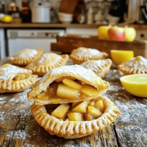 - 2 cups all-purpose flour - 1/2 teaspoon salt - 1 tablespoon sugar - 1/2 cup unsalted butter, cold and cubed - 6-8 tablespoons ice water - 3 medium apples (e.g., Granny Smith or Honeycrisp), peeled and diced - 1/4 cup brown sugar - 1 teaspoon cinnamon - 1/4 teaspoon nutmeg - 1 tablespoon lemon juice - 1 egg, beaten (for egg wash) - Optional: powdered sugar for dusting To make tasty mini apple hand pies, you need some basic ingredients. First, you need all-purpose flour to make the dough. The salt and sugar add flavor and help balance the taste. Cold butter is key for a flaky crust. The ice water helps bind the dough without making it tough. For the apple filling, you should choose good apples. Granny Smith or Honeycrisp work well because they are tart and sweet. Brown sugar adds a rich flavor, while cinnamon and nutmeg bring warmth and spice. Lemon juice keeps the apples fresh and bright. You also need an egg for the wash, which gives the pies a nice golden color. When you gather your ingredients, make sure everything is fresh. This will make your mini apple hand pies taste even better. Enjoy the process; cooking should be fun! - In a large bowl, mix 2 cups of all-purpose flour, 1/2 teaspoon of salt, and 1 tablespoon of sugar. - Scatter 1/2 cup of cold, cubed unsalted butter over the flour mixture. Use your fingers or a pastry cutter to work the butter into the flour until it looks like coarse crumbs. - Gradually add 6-8 tablespoons of ice water, one tablespoon at a time. Mix until the dough holds together. Take care not to overwork the dough. - Divide the dough into two equal discs. Wrap each one in plastic wrap. - Chill the dough in the fridge for at least 30 minutes. This helps to make the crust flaky. - On a floured surface, roll out one chilled disc to about 1/8 inch thick. Use a 4-inch round cutter or a glass to cut out circles. - For the filling, mix diced apples, 1/4 cup of brown sugar, 1 teaspoon of cinnamon, 1/4 teaspoon of nutmeg, and 1 tablespoon of lemon juice in a medium bowl. - Place about 1 tablespoon of the apple filling in the center of each dough circle. - Brush the edges with a beaten egg for sealing. Fold the circle in half and pinch the edges to seal them. You can also use a fork to crimp the edges for a nice look. - Repeat this process with the second dough disc and the remaining filling. - Place the hand pies on a baking sheet lined with parchment paper. Brush the tops with the rest of the beaten egg and cut small slits in the top for steam. - Bake in a preheated oven at 400°F (200°C) for 20-25 minutes until golden brown. - Let them cool slightly before serving. You can dust them with powdered sugar if you like. To make great dough, avoid overworking it. Mix the butter into the flour until it looks like coarse crumbs. This helps keep the crust flaky. When you add ice water, do it slowly. Use just enough to bring the dough together. A little water goes a long way. You can use different types of apples. Try Granny Smith for tartness or Honeycrisp for sweetness. If you want more flavor, add spices. A pinch of ginger or a splash of vanilla can work wonders. You can also mix in some raisins or nuts for extra texture. Flipping and crimping the edges of the pies is key. This helps seal in the filling and adds a nice look. After you fill and seal the pies, cut small slits on top. This allows steam to escape while baking. For serving, dust with powdered sugar for a sweet finish. Enjoy them warm with a scoop of ice cream! {{image_2}} You can switch up your mini apple hand pies with fun flavors. One great option is caramel apple hand pies. To make them, add a drizzle of caramel sauce to the apple filling. This makes them sweet and gooey. You can also use different fruits. Try mixing apples with berries like blueberries or raspberries. This adds a new twist. The tartness of berries pairs well with the sweet apples. If you're on a gluten-free diet, you can still enjoy these hand pies. Use a gluten-free flour blend instead of all-purpose flour. Make sure the blend includes xanthan gum for texture. For vegan options, swap the butter for a plant-based butter. You can also replace the egg wash with almond milk or a flax egg. This keeps the crust golden and helps seal the pies. These modifications let everyone enjoy the tasty treat! To keep your mini apple hand pies fresh, store them in an airtight container. This way, they stay moist and tasty. If you plan to eat them soon, keep them in the fridge. They stay good for about 3 to 4 days. For longer storage, freezing is best. Wrap each hand pie in plastic wrap. Then, put them in a freezer bag or container. You can freeze them for up to 3 months. When ready to eat, just thaw them in the fridge overnight. When reheating your hand pies, you have two great options: the oven or the microwave. For the oven, preheat it to 350°F (175°C). Place the pies on a baking sheet. Heat for 10 to 15 minutes until warm. This method keeps the crust nice and crisp. If you’re in a hurry, the microwave works too. Place the pie on a microwave-safe plate. Heat it for about 20 to 30 seconds. However, this may make the crust a bit soft. To keep it crisp, you might want to use the oven method instead. To make the dough less sticky, use a bit more flour. When mixing, add flour to your hands and the work surface. This helps keep the dough from sticking. If the dough feels too wet, sprinkle in a little flour while you work with it. Just be careful not to add too much. Overworking the dough can make it tough. Yes, you can use store-bought pie crust. It saves time and makes the process easier. Look for a high-quality crust that is easy to roll out. Some brands even offer whole wheat options. Just follow the package instructions for rolling and baking. You can still add your favorite spices to the filling for flavor. Mini apple hand pies last about 2-3 days at room temperature. Keep them in an airtight container to maintain freshness. If you want them to last longer, you can freeze them. They stay good for up to 3 months in the freezer. Just remember to thaw them before reheating. In this blog post, we explored making mini apple hand pies. We covered each step, from mixing the dough to baking the pies. I shared tips for a flaky crust and fun filling options. Remember, you can modify the recipe to fit your tastes. Whether you choose to add caramel or use a gluten-free option, these hand pies will delight everyone. Keep your pies fresh by following our storage tips, and enjoy them warm for the best flavor. Follow these steps, and you’ll impress your friends and family with your baking skills.