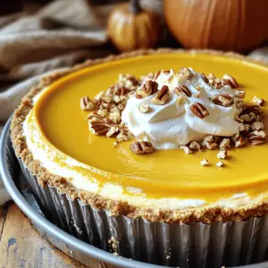 To make a no-bake pumpkin cheesecake, you need simple and delicious ingredients. These ingredients create a creamy and rich flavor that everyone will love. Here’s what you need: - 1 ½ cups graham cracker crumbs - ½ cup unsalted butter, melted - 1 cup cream cheese, softened - 1 cup canned pumpkin puree - ¾ cup powdered sugar - 1 teaspoon vanilla extract - 1 teaspoon pumpkin pie spice - 1 cup heavy whipping cream - ½ cup chopped pecans (optional, for topping) - Whipped cream (optional, for serving) These ingredients blend together well. The graham cracker crumbs form a tasty crust, while the filling brings a smooth, pumpkin flavor. You can add pecans for crunch and whipped cream for extra creaminess. Each ingredient plays a key role in making this dessert a delight to share. To start, I mix the graham cracker crumbs with the melted butter in a bowl. Make sure you combine them well. I like to use my hands to feel the texture. It should be moist and crumbly. Next, I press this mixture firmly into the bottom of a 9-inch springform pan. I want a solid base for my cheesecake. After that, I refrigerate the crust while I prepare the filling. This helps it set up nicely. In another bowl, I beat the softened cream cheese using an electric mixer. I want it to be smooth and creamy. Then, I add the pumpkin puree, powdered sugar, vanilla extract, and pumpkin pie spice. Mixing these ingredients gives the cheesecake its rich flavor. I blend until everything is well combined and smooth. Now comes the fun part! I whip the heavy cream in a separate bowl until soft peaks form. This step adds fluffiness to the filling. Then, I gently fold the whipped cream into the pumpkin mixture. I take my time here to keep it light and airy. Once mixed, I pour the filling over the chilled crust, spreading it evenly across the top. For the best results, I cover the pan loosely with plastic wrap. I let it chill in the fridge for at least four hours, but overnight is even better. This allows the cheesecake to set properly. After chilling, I carefully remove the sides of the springform pan. The cheesecake should look firm and hold its shape. To get the best texture for your no-bake pumpkin cheesecake, focus on your cream cheese. Make sure it is soft. This helps it blend smoothly with the other ingredients. If you forget to take it out of the fridge, just microwave it for about 10 seconds. To avoid cracks in the filling, mix gently. Over-mixing adds air, which can cause cracks as it sets. Folding in the whipped cream slowly helps keep it fluffy. When it comes to toppings, think about adding chopped pecans. They add a nice crunch. Whipped cream is another great option. It makes the cheesecake look fancy and taste rich. For drinks, pair your cheesecake with coffee or spiced cider. These drinks enhance the pumpkin flavor. You can also serve it with a glass of sweet wine for a lovely treat. {{image_2}} You can easily change the flavor of your no-bake pumpkin cheesecake. Here are some fun ideas: - Adding chocolate or caramel: Drizzle chocolate sauce or caramel over the top. This gives a rich taste that pairs well with pumpkin. You can even fold some melted chocolate into the filling for a chocolate twist. - Substituting different spices: Instead of pumpkin pie spice, try cinnamon or nutmeg. You can also add a hint of ginger for extra warmth. Each spice brings a new flavor to the cheesecake. Making this cheesecake fit your diet is simple. Here are two options to consider: - Gluten-free crust options: If you need a gluten-free crust, use crushed gluten-free cookies or almond flour mixed with melted butter. This keeps the crust tasty and safe for those with gluten issues. - Vegan alternatives: To make this cheesecake vegan, swap cream cheese for a vegan version. Use coconut cream in place of heavy whipping cream. Maple syrup can replace powdered sugar for sweetness. These swaps keep the flavor while making it plant-based. To keep your no-bake pumpkin cheesecake fresh, refrigeration is key. First, cover it with plastic wrap or foil. This prevents it from drying out or absorbing other scents in the fridge. Store it in the fridge for up to five days. If you want to keep it longer, freezing is a great option. You can freeze slices or the whole cheesecake. Wrap it tightly in plastic wrap, then place it in an airtight container. It stays good for about three months in the freezer. When you want to enjoy it again, just let it thaw in the fridge overnight. No-bake pumpkin cheesecake is best served chilled. You don’t need to reheat it. If you prefer it slightly softer, leave it at room temperature for about 10 minutes before serving. This way, it will be creamy and easy to slice. Enjoy your cheesecake as it is, or add some whipped cream or pecans for extra flavor. Yes, you can make this cheesecake a day or two ahead of time. It actually tastes better after sitting in the fridge. Just cover it well with plastic wrap to keep it fresh. If you don’t have graham crackers, try using vanilla wafers or digestive biscuits. Both options give a nice flavor for the crust. You can also use crushed cookies like Oreos for a fun twist. No-bake cheesecake lasts about 4 to 5 days in the fridge. Make sure to store it in an airtight container. This keeps it fresh and helps avoid any fridge odors. You can use fresh pumpkin, but it needs to be cooked and pureed first. Make sure it is smooth and not watery. Canned pumpkin is easier and saves time, but fresh can add a nice flavor. You’ll know the cheesecake is set when it’s firm to the touch. It should not jiggle when you move it. Refrigerate it for at least 4 hours, but overnight is even better for the best texture. This blog post covered all you need to make a delicious pumpkin cheesecake. We started with ingredients and went through each step carefully. I shared tips to avoid cracks and added ideas for serving. You can even try fun variations to change the flavor. In the end, you will impress friends and family with your cheesecake skills. Enjoy baking, and don’t forget to share this treat! Whether it's for a holiday or just because, your pumpkin cheesecake will be a hit.