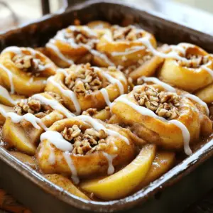 - Apples: Use 4 medium apples. Peel and slice them thin. This helps them cook evenly and absorb flavors. - Cinnamon Roll Dough: You need 1 can of refrigerated cinnamon roll dough. It adds a sweet and soft topping. - Optional Ingredients: Add ½ cup of chopped walnuts for crunch. You can also use ¼ cup of rolled oats to enhance texture. - Brown Sugar and Cinnamon: Combine ¼ cup of brown sugar with 1 teaspoon of cinnamon. This mix gives the apples a rich sweetness. - Lemon Juice: Use 1 tablespoon of lemon juice. It brightens the flavor and balances the sweetness. - Icing Ingredients: For the icing, mix 1 cup of powdered sugar with 1-2 tablespoons of milk. This creates a creamy drizzle. - Adjustments for Consistency: If your icing is too thick, add more milk, one teaspoon at a time. Aim for a smooth, pourable texture. First, we need to prep the apples. Take four medium apples, peel them, and slice them thin. In a large bowl, toss the apple slices with one tablespoon of lemon juice, one teaspoon of cinnamon, and a quarter cup of brown sugar. Mix well and let it sit for about ten minutes. This helps the apples soak up the flavors. Next, grease a 9x13-inch baking dish with some butter or cooking spray. Spread the apple mixture evenly across the bottom. If you like, sprinkle in half a cup of chopped walnuts for a nice crunch. Now, let’s get to the fun part! Open your can of refrigerated cinnamon roll dough. Separate the rolls and cut each one into quarters. Scatter these pieces evenly over the apple filling in the baking dish. For an extra burst of flavor, mix a quarter cup of rolled oats with a pinch of cinnamon. Sprinkle this mixture over the cinnamon rolls. This adds great texture and taste. Preheat your oven to 350°F (175°C). Place the cobbler in the oven and bake for 25 to 30 minutes. Keep an eye on it! The cinnamon rolls should turn golden brown, and the apples will bubble up nicely. Once done, take the cobbler out and let it cool for about ten minutes. While it cools, make the icing. In a small bowl, whisk together one cup of powdered sugar with one to two tablespoons of milk. Adjust until it’s the right thickness. Drizzle the icing generously over the warm cobbler. Enjoy! To get the best texture in your cobbler, slice the apples thin. Thin slices cook evenly and soak up flavor well. I like to use a sharp knife for clean cuts. A mandoline can help you slice them quickly, too. For the baking dish, a 9x13-inch glass or ceramic dish works great. Glass lets you see the bubbling apples, which is fun! It also helps the cobbler bake evenly. You can spice things up by adding nuts and extra spices. Walnuts give a nice crunch, but pecans work too. If you want more flavor, add a pinch of nutmeg or ginger. For serving, I love to add a scoop of vanilla ice cream on top. You can also use whipped cream for a soft touch. A sprinkle of cinnamon on top looks pretty and adds extra warmth. If your cobbler is over-baked, it can be dry. Keep an eye on it while baking. If it’s under-baked, it will be mushy. Make sure the cinnamon rolls are golden brown and the apples are bubbling. For icing, mix powdered sugar with milk until it flows smoothly. If it’s too thick, add a bit more milk. If it’s too runny, add more sugar. Finding the right balance is key! {{image_2}} You can use different fruits for this cobbler. Pears, peaches, or berries work well. Each fruit brings its own flavor and texture. You can also try different doughs or crusts. Biscuit dough or pie crust gives a unique twist. Just make sure to adjust the baking time as needed. Want to spice things up? Add extra spices like nutmeg or ginger. A touch of vanilla extract can add depth to the flavor. You might also want to mix in chocolate chips or drizzle caramel on top. Both add rich flavor and a sweet touch. If you're looking for vegan options, use plant-based butter and milk. You can also swap the cinnamon roll dough for a vegan version. For gluten-free options, look for gluten-free dough. Reducing sugar is easy too. Use a sugar substitute or less brown sugar. You can store leftovers at room temperature for up to two days. If you want to keep it longer, put it in the fridge. Wrap it well in plastic wrap or put it in an airtight container. This helps keep it fresh and prevents it from drying out. If you notice it getting dry, a spoonful of apple juice can help. To reheat, set your oven to 350°F (175°C). Place the cobbler in the oven for about 10-15 minutes. This keeps it warm and soft. You can also microwave it for 30-60 seconds. Just cover it with a damp paper towel to keep moisture in. If you serve it cold, add a scoop of ice cream. The cold and warm mix is delicious! To freeze the cobbler, let it cool completely first. Cut it into single servings for easier thawing. Wrap each piece in plastic wrap, then put them in a freezer bag. This way, you can take out just what you need. To thaw, place it in the fridge overnight. You can also use the microwave, but be careful not to overheat it. Enjoy your cobbler anytime! Cinnamon Roll Apple Cobbler is a warm dessert that combines apples and cinnamon rolls. You get sweet and tart apples, soft cinnamon rolls, and a hint of spice. The cinnamon rolls bake into a golden layer on top. This dish is perfect for fall and cozy gatherings. Yes, you can prepare the apple filling ahead. Toss the apples with lemon juice, cinnamon, and brown sugar. Store it in the fridge for up to a day. When you’re ready, layer it in the baking dish and top with the cinnamon rolls. Bake it fresh when guests arrive for the best taste. This cobbler goes great with vanilla ice cream or whipped cream. The cold cream adds a nice contrast to the warm cobbler. You can also serve it with a drizzle of caramel sauce for extra sweetness. Enjoy it with a cup of coffee or tea for a perfect dessert pairing. In this article, we explored how to make a delicious Cinnamon Roll Apple Cobbler. We covered essential ingredients like apples, cinnamon roll dough, and the best icing. I shared step-by-step instructions for preparing, assembling, and baking the cobbler. You learned tips for achieving the perfect texture and flavor, along with variations and storage advice. With these simple steps and ideas, you can create a dessert that delights everyone. Enjoy every bite and make it your own!