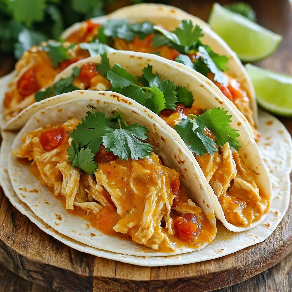 Cooking these Instant Pot Butter Chicken Tacos is easy when you have the right ingredients. Here’s what you need: - Chicken - 1 lb (450g) boneless, skinless chicken thighs, cut into bite-sized pieces - Aromatics - 1 tablespoon ghee (or unsalted butter) - 1 medium onion, finely chopped - 3 cloves garlic, minced - 2 inches fresh ginger, grated - Spices - 2 tablespoons garam masala - 1 teaspoon ground cumin - 1 teaspoon turmeric powder - 1 teaspoon chili powder (adjust to taste) - Salt and pepper to taste - Liquids - 1 can (14 oz) crushed tomatoes - 1/2 cup coconut milk - Toppings - Fresh cilantro, chopped (for garnish) - Lime wedges (for serving) - Tortillas - Mini flour or corn tortillas (for serving) Gather these items before you start cooking. Fresh ingredients make a big difference in taste. Each one adds flavor and texture to your tacos. Enjoy the process of cooking with these vibrant and aromatic ingredients! Start by turning on your Instant Pot. Select the Sauté function. Add one tablespoon of ghee or unsalted butter. Let it melt. Once melted, add one finely chopped onion. Cook until the onion is soft and clear, about 3 to 4 minutes. Then, add three minced garlic cloves and two inches of grated fresh ginger. Cook for one more minute. Enjoy the wonderful smell! Next, add one pound of cut chicken thighs to the pot. Sprinkle in two tablespoons of garam masala, one teaspoon of ground cumin, one teaspoon of turmeric, and one teaspoon of chili powder. Don’t forget salt and pepper! Mix everything well. Make sure the chicken gets coated with all the spices. Now it’s time to pour in one can of crushed tomatoes and half a cup of coconut milk. Stir the mixture until it is well combined. This will add great flavor and creaminess to your tacos. Close the lid of the Instant Pot. Make sure the valve is set to sealing. Select the Manual or Pressure Cook function. Cook on high pressure for 10 minutes. This step helps make the chicken tender and flavorful. After cooking, let the pressure release naturally for 5 minutes. Then, carefully quick release any remaining pressure. Open the lid and use two forks to shred the chicken into smaller pieces. Mix the chicken well with the sauce. Taste and adjust the seasoning if needed. Warm your mini tortillas before serving. Spoon the butter chicken mixture onto each tortilla. Top with fresh chopped cilantro for extra flavor. Serve with lime wedges on the side for a zesty kick. Enjoy every bite of your delicious tacos! Start by using fresh ingredients. Fresh herbs and spices bring the best flavor. Make sure to cut the chicken into even pieces. This helps them cook evenly. Always sauté the onions until they are soft. This step builds a strong flavor base. Use ghee for richness, but unsalted butter works too. If you like heat, add more chili powder. Start with a little and taste as you go. You can also add chopped green chilies for a fresh kick. If the dish is too spicy, balance it with extra coconut milk. This will calm the heat but keep the flavor. After cooking, let the chicken cool for a minute. Use two forks to gently shred the chicken. Shred it right in the sauce for maximum flavor. Make sure to break up any large chunks. This makes for better tacos and a smooth sauce. Arrange the tacos on a colorful platter. Use fresh cilantro and lime wedges as toppings. This adds a touch of color and freshness. Consider adding a side of cucumber salad. The crunch complements the soft tacos and adds balance. {{image_2}} To make this dish dairy-free, use coconut milk instead of ghee. You can sauté with a little oil. This keeps the rich flavor and makes it creamy. For a vegetarian twist, swap chicken with chickpeas or paneer. Use the same spices and cooking method. This will give you a hearty meal packed with flavor. You can try different tortillas. Corn, flour, or even lettuce wraps work well. Each adds a unique taste and texture to your tacos. Choose the one you like best. Get creative with your toppings! Try avocado, diced tomatoes, or shredded lettuce. A drizzle of yogurt or a squeeze of lime adds freshness. Make it your own! You can store your leftover butter chicken tacos in the fridge. Place them in an airtight container. Make sure to cool them first. They will stay fresh for up to three days. If you store them in separate parts, the tortillas will stay soft. To freeze butter chicken, let it cool down. Then, pack the chicken filling in a freezer-safe bag. Remove as much air as you can before sealing. The chicken can last for up to three months in the freezer. You can freeze the tortillas too, but it’s best to keep them separate. When you want to enjoy your leftovers, thaw them in the fridge overnight. For quick reheating, use the microwave. Heat the chicken mixture in a bowl, covered with a damp paper towel. Warm the tortillas in a pan or microwave. This keeps them soft and tasty. Enjoy your tasty tacos again! Yes, you can use chicken breast. Thighs add more flavor and stay moist. Breast meat cooks faster and can dry out. If you use breast, check it is cooked just right. You can serve many tasty sides! Here are some ideas: - Cucumber salad for freshness - Mango chutney for sweetness - Cilantro lime rice for a zesty touch - Corn on the cob for crunch To add heat, try these tips: - Increase the chili powder in the recipe - Add sliced fresh jalapeños on top - Serve with spicy salsa or hot sauce - Mix in crushed red pepper flakes Yes, you can prepare the filling ahead! Cook the butter chicken and cool it. Store it in the fridge for up to three days. Reheat when ready to serve. You can warm the tortillas right before eating. In this blog post, we explored making Butter Chicken Tacos. We covered key ingredients like chicken, spices, and tortillas. You learned the steps to sauté aromatics, cook chicken, and assemble tacos. Best practices help you nail the recipe, while variations offer tasty choices. Storage tips keep your meal fresh. Remember, you have options for spice levels and can use different toppings. Enjoy your cooking journey. These tacos will surely impress and satisfy anyone’s taste buds.