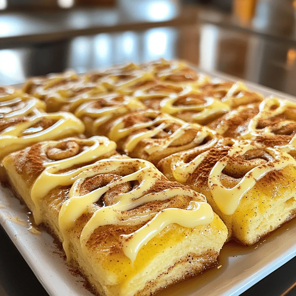- 2 cups pancake mix - 1 ½ cups milk - 2 large eggs - 1 tablespoon vanilla extract - 1 cup brown sugar - 2 teaspoons ground cinnamon - ½ cup unsalted butter, melted - 1 cup cream cheese, softened - 1 cup powdered sugar - 2 tablespoons milk (for icing) The ingredients for this Cinnamon Roll Pancake Bake are easy to find and simple to use. You start with pancake mix, which is the base of your bake. I love how it makes preparation quick and easy. You need milk to help mix everything together. The two eggs add richness and bind the ingredients well. A dash of vanilla extract gives the bake a wonderful flavor. For the cinnamon swirl, you mix brown sugar and ground cinnamon with melted butter. This combination creates a sweet and spicy filling that makes your pancake bake taste like a cinnamon roll. The cream cheese icing adds a creamy, sweet finish. Softened cream cheese mixes well with powdered sugar and milk to create a smooth icing. You can adjust the sweetness by using more or less sugar. This way, you can make it just right for your taste. Enjoy the process and get ready for a delicious treat! 1. First, preheat your oven to 350°F (175°C). This helps the bake cook evenly. 2. Next, take a 9x13 inch baking dish and grease it. This prevents sticking. 3. In a large mixing bowl, whisk together the pancake mix, milk, eggs, and vanilla extract. Mix until smooth and set it aside. 1. In another bowl, combine the brown sugar, ground cinnamon, and melted butter. This mix creates a sweet cinnamon swirl. 2. Stir until it forms a thick paste. This will add a nice flavor to your pancake bake. 1. Pour half of the pancake batter into the greased baking dish. Spread it out evenly. 2. Drizzle half of the cinnamon swirl mixture over the batter. Use a knife to swirl it gently. This creates a marbled look. 3. Next, pour the rest of the pancake batter on top. Then, drizzle the remaining cinnamon mixture over it. 4. Again, swirl lightly with the knife for a nice pattern. 5. Sprinkle a teaspoon of baking powder over the top. This helps the bake rise while cooking. 6. Bake in the preheated oven for 25-30 minutes. Check with a toothpick to see if it comes out clean. If it does, it’s ready! To ensure your pancake bake is fully cooked, keep an eye on the baking time. Set your timer for 25 minutes. At this point, check for doneness. The top should look golden and slightly puffed. A toothpick is your best friend here. Insert it into the center. If it comes out clean, your pancake bake is ready. If it has batter on it, bake a few more minutes. For serving, cut the pancake bake into squares. Use a sharp knife for clean cuts. Serve it warm to keep it soft and fluffy. A sprinkle of cinnamon on top adds flair. You can also drizzle maple syrup on each plate for sweetness. This makes it look extra special and inviting. Adjusting sweetness is easy and fun. If you like a sweeter glaze, add more powdered sugar. Mix in small amounts until you reach your desired taste. For the batter, you can reduce the brown sugar if you want less sweetness. Just remember, this may change the flavor a bit. Taste as you go to find what you love! {{image_2}} You can make your cinnamon roll pancake bake even more fun! Try adding chocolate chips for a sweet twist. Just sprinkle a cup of chocolate chips into the batter before baking. You can also add nuts like walnuts or pecans for some crunch. Another way to change the flavor is by using different extracts. You might use almond or maple instead of vanilla. This will give your pancake bake a unique taste! If you need gluten-free options, look for a gluten-free pancake mix. Many brands offer mixes that taste just as good. You can use this mix in place of regular pancake mix in the recipe. For a dairy-free version, switch the milk to almond or oat milk. You can also use dairy-free cream cheese for the icing. These swaps keep the dish creamy without dairy. You can adapt this recipe for special occasions. For fall, add pumpkin spice to the batter. Just mix in a teaspoon of pumpkin spice with the pancake mix. During the holidays, use eggnog instead of milk for a festive flavor. You can also top the bake with crushed candy canes for a fun twist. Each season brings new ideas for this tasty dish! To store your Cinnamon Roll Pancake Bake, let it cool first. Cut it into squares. Place the squares in an airtight container. This keeps the bake fresh for about 3 to 5 days in the fridge. To reheat, just warm a square in the microwave for 30 seconds. If you want to enjoy it later, don’t worry; it still tastes great! If you want to save some for later, you can freeze the pancake bake. First, let it cool completely. Then, cut it into squares and wrap each piece in plastic wrap. Place the wrapped pieces in a freezer-safe bag or container. This way, you can keep them for up to 2 months. When you're ready to eat, take out a square and let it thaw in the fridge overnight. For the best texture when reheating, use the oven. Preheat your oven to 350°F (175°C). Place your pancake bake square on a baking sheet. Heat for about 10-15 minutes. This warms it evenly and keeps it soft. If you're in a hurry, the microwave is fine too. Just heat for 30-40 seconds. Either way, enjoy your sweet treat! Yes, you can prepare this pancake bake in advance. To do so, follow these steps: - Mix the batter: Combine the pancake mix, milk, eggs, and vanilla as usual. - Prepare the cinnamon swirl: Mix the brown sugar, cinnamon, and melted butter. - Layer the dish: Pour the batter and swirl in the cinnamon mixture as directed. - Cover and chill: Wrap the baking dish with plastic wrap and store it in the fridge overnight. When you are ready to bake, remove it from the fridge and let it sit for about 15 minutes before baking. This helps it bake evenly. If you want to swap out cream cheese, consider these options: - Greek yogurt: It adds a tangy flavor and creamy texture. - Mascarpone cheese: This is rich and smooth, perfect for icing. - Buttercream icing: This sweet option works well if you want something different. These alternatives can give a new twist to your pancake bake while keeping it tasty. To check for doneness, look for these signs: - Golden brown top: The surface should be slightly browned. - Clean toothpick test: Insert a toothpick into the center; it should come out clean. - Firm texture: The bake should feel firm to the touch and not jiggle. If it seems undercooked, bake for an additional 5 minutes. Keep an eye on it to avoid overbaking. In this blog post, we explored a delicious pancake bake recipe. You learned the main ingredients, including pancake mix, milk, eggs, and vanilla. We also covered the cinnamon swirl and cream cheese icing. Clear steps guided you through preparation, baking, and presentation. You discovered tips for testing, serving, and adjusting sweetness. Plus, we shared fun variations and storage advice. This recipe is simple and can be tailored to your taste. Enjoy making this delightful dish for family and friends!