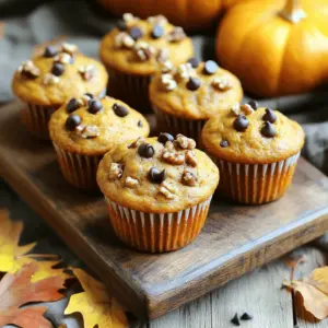 To make healthy pumpkin muffins, gather these simple ingredients: - 1 cup canned pumpkin puree - 1/2 cup unsweetened applesauce - 1/4 cup honey or maple syrup - 1/2 cup Greek yogurt - 1 teaspoon vanilla extract - 2 cups whole wheat flour - 1 teaspoon baking soda - 1 teaspoon baking powder - 1 teaspoon ground cinnamon - 1/2 teaspoon ground nutmeg - 1/4 teaspoon ground ginger - 1/4 teaspoon salt - 1/2 cup walnuts or pecans, chopped (optional) - 1/4 cup dark chocolate chips (optional) You can swap some traditional ingredients for healthier options: - Use unsweetened applesauce instead of oil for moisture. - Replace honey or maple syrup with stevia for lower sugar. - Choose Greek yogurt instead of sour cream for creaminess and protein. - Whole wheat flour adds fiber; you can use almond flour for gluten-free muffins. These swaps keep muffins tasty and nutritious. These muffins are not only delicious but also nutrient-rich. Each muffin has about: - 120 calories - 3 grams of protein - 2 grams of fiber - Healthy fats from nuts This makes them a great snack or breakfast option. Enjoy the flavors of fall while nourishing your body! First, heat your oven to 350°F (175°C). This step ensures the muffins bake evenly. Next, line a muffin tin with paper liners or lightly grease it. This helps the muffins come out easily after baking. In a large bowl, add one cup of canned pumpkin puree. Then, mix in half a cup of unsweetened applesauce. Next, add a quarter cup of honey or maple syrup for sweetness. Follow with half a cup of Greek yogurt and one teaspoon of vanilla extract. Stir until smooth. This mixture gives the muffins moisture and flavor. In a separate bowl, whisk together two cups of whole wheat flour, one teaspoon of baking soda, and one teaspoon of baking powder. Then, add one teaspoon of ground cinnamon, half a teaspoon of ground nutmeg, a quarter teaspoon of ground ginger, and a quarter teaspoon of salt. Combine these well to ensure even flavor. Gradually add the dry mix to the wet mixture. Stir gently until just combined. Avoid overmixing; it makes the muffins dense. Scoop the batter into the prepared muffin tin, filling each cup about two-thirds full. This allows space for the muffins to rise. Bake in the oven for 18 to 22 minutes. Check for doneness by inserting a toothpick in the center. If it comes out clean, the muffins are ready. Let them cool in the tin for five minutes before moving them to a wire rack. Enjoy the warm scent of pumpkin as they cool! To keep your muffins moist, you need the right balance of wet and dry. Use canned pumpkin puree and applesauce for moisture. Greek yogurt adds creaminess. Don't overmix the batter; this can make muffins dense. Mix just until you see no flour. Bake at the right temperature and check for doneness with a toothpick. If it comes out clean, your muffins are ready! You can easily change this recipe to fit your needs. For gluten-free muffins, swap whole wheat flour for a gluten-free blend. Use almond flour or oat flour for great taste. If you want vegan muffins, replace Greek yogurt with a plant-based yogurt. Use maple syrup instead of honey for sweetness. Each change keeps the muffins tasty and healthy. Serving your muffins can be just as fun as baking! Try placing them on a rustic wooden board. A sprinkle of cinnamon on top makes them look fancy. You can also present them in a basket lined with a cute towel. Pair your muffins with a warm drink like tea or coffee. Adding a dollop of yogurt or a spread of nut butter brings extra flavor! {{image_2}} You can make these muffins gluten-free! Just swap the whole wheat flour for a gluten-free blend. Many blends work well, like almond flour or a store-bought mix. Make sure the blend has a good rise, so you still enjoy fluffy muffins. I love using a blend with xanthan gum. It helps the muffins hold together. Follow the same recipe steps for a tasty treat that fits your needs. Want a vegan option? You can easily make these muffins without any animal products. Replace Greek yogurt with a plant-based yogurt. Use maple syrup instead of honey. This change keeps the muffins sweet and moist. For the eggs, you can use flaxseed meal. Mix one tablespoon of flaxseed with three tablespoons of water. Let it sit for a few minutes until it thickens. Add this to your wet mix for great results! Spice up your muffins with extra flavors! You can add more spices like cloves or cardamom for a warm taste. Just a pinch can change everything. You might also like to add mix-ins. Chopped nuts like walnuts or pecans add a nice crunch. Dark chocolate chips make a sweet surprise in every bite. You could even toss in dried fruit like cranberries for a fruity twist. Experiment and find your favorite combinations! To keep your pumpkin muffins fresh, store them in an airtight container. You can place them on your kitchen counter for up to three days. If you want to keep them longer, the fridge is a good option. Just remember, the fridge can dry them out. Try wrapping them in plastic wrap for extra moisture. Freezing muffins is simple! First, let your muffins cool completely. Then, wrap each muffin in plastic wrap. Place them in a freezer bag or airtight container. This helps prevent freezer burn. You can freeze them for up to three months. Just label the bag with the date, so you remember when you made them! To enjoy your muffins warm, you can reheat them easily. If using a microwave, place one muffin on a plate and microwave for 10-15 seconds. For a crispier texture, use your oven. Preheat it to 350°F (175°C). Place the muffins on a baking sheet and heat for about 5-10 minutes. Enjoy them warm for the best taste! To make these muffins low in sugar, you can swap honey with a sugar substitute. Try using stevia or monk fruit sweetener. These options give sweetness without extra calories. You can also reduce the amount of applesauce for less sugar. Remember, taste may change, so adjust carefully. Pumpkin puree is pure, cooked pumpkin. It has no added sugars or spices. Pumpkin filling is sweetened and spiced. It often contains added sugar and flavors for pies. When baking, always choose pumpkin puree for the best results. Yes, you can make these muffins without eggs. Use 1/4 cup of unsweetened applesauce or mashed banana for each egg. This keeps the muffins moist and tasty. Another option is to use flaxseed meal mixed with water. Mix one tablespoon of flaxseed with three tablespoons of water and let it sit until thick. Pumpkin muffins last about 3-5 days at room temperature. For longer storage, keep them in the fridge for up to a week. You can freeze muffins for up to three months. Just wrap them tightly in plastic wrap or foil. This keeps them fresh and ready to enjoy later. You've learned how to make healthy pumpkin muffins from scratch. We covered key ingredients, step-by-step instructions, and tips for perfect results. I shared tasty variations for different diets and ways to store your muffins for later. Now you can enjoy delicious muffins that fit your health goals. Get creative with flavors and share them with friends or family. Happy baking!
