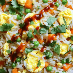 - 2 cups cooked jasmine rice - 3 large eggs - 4 tablespoons chili crisp - 1 cup assorted vegetables (carrots, peas, bell peppers) - 2 green onions, sliced - Fresh cilantro for garnish - 2 tablespoons soy sauce - 1 tablespoon sesame oil - Salt and pepper to taste In this dish, I focus on using simple, fresh ingredients. The cooked jasmine rice gives a nice texture. You want to use day-old rice if possible. It makes the fried rice less sticky. Eggs add a rich flavor and protein. Scramble them softly for the best taste. The chili crisp brings a burst of heat and crunch. You can buy it at the store or make your own. For the vegetables, I like to use a mix. Carrots, peas, and bell peppers work well. They add color and nutrients. Green onions give a fresh bite, while cilantro adds a nice touch on top. Seasoning is key for flavor. Soy sauce adds saltiness, and sesame oil adds depth. Adjust salt and pepper to your taste. This mix of ingredients makes the dish simple yet tasty. Using day-old rice is key for this dish. The grains stay separate and firm. Fresh rice can be sticky, which makes cooking harder. If you only have fresh rice, spread it out on a tray. Let it cool for about 15 minutes. This helps it dry out a bit. To make soft scrambled eggs, heat 1 tablespoon of sesame oil in a large pan. Crack the eggs into the pan and stir them continuously. This keeps the texture creamy and soft. Remove them from the pan when they are still slightly runny. They will continue to cook after you take them out. Use medium-high heat to sauté your veggies. Add another tablespoon of sesame oil to the pan. Toss in your assorted vegetables. Stir-fry them for about 3 to 4 minutes. You want them to be tender but still crisp. Use a mix of carrots, peas, and bell peppers for fun color and flavor. To make your own chili crisp, start with oil. Heat it in a pan. Add garlic, onions, and dried chili flakes. Cook until fragrant. This mix adds a great kick. You can also use store-bought versions for ease. If you want to skip soy sauce, try coconut aminos. It has a similar taste but is soy-free. For sesame oil, use olive oil for a lighter flavor. It works well and keeps it simple. High heat is key when stir-frying. It helps to keep the rice from getting mushy. A hot pan gives you that nice, crispy texture. Use a wok if you have one. It allows for better heat distribution. When cooking, use a wooden spatula or turner. This helps prevent sticking and gives you better control. Always keep everything moving in the pan for even cooking. Plating your dish can make it more exciting. Use a deep bowl for a cozy look. Add a sprinkle of green onions on top for color. Fresh cilantro adds a nice touch too. For side dishes, serve with a light salad. A cucumber salad pairs well. If you like drinks, try iced tea or lemonade. They balance the warmth of the fried rice perfectly. {{image_2}} You can switch up the protein in Minute Chili Crisp Egg Fried Rice. Chicken, shrimp, or tofu work well. - Chicken: Use about 1 cup of diced chicken. Cook it first in the pan until golden. - Shrimp: Add 1 cup of peeled shrimp. They cook fast, so just stir-fry for 2-3 minutes. - Tofu: For a vegan choice, use 1 cup of firm tofu. Cube it and fry until crispy. Cooking times will vary by protein. Chicken needs about 7-10 minutes. Shrimp cooks in 2-3 minutes, while tofu takes about 5-7 minutes. Adjust your cooking times to keep everything tender and tasty. If you want to make this dish vegetarian or vegan, it's easy. You can replace eggs with tofu scramble. - Tofu Scramble: Use 1 cup of crumbled firm tofu. Cook it like eggs, adding spices like turmeric for color. - Vegan Chili Crisp: Some brands contain shrimp. Look for plant-based versions for a vegan option. These swaps keep the dish delicious while meeting your dietary needs. You can adjust the spice level in your Minute Chili Crisp Egg Fried Rice. If you love heat, keep the chili crisp as is. - To tone down heat: Reduce the chili crisp to 2 tablespoons. You can also add more vegetables for balance. - Milder Ingredients: Use sweet soy sauce instead of regular soy sauce. This adds sweetness without heat. These changes let you enjoy this dish at your preferred spice level. Feel free to experiment! To keep your Minute Chili Crisp Egg Fried Rice fresh, place it in an airtight container. Let it cool for about 30 minutes before sealing. Store it in the fridge for up to three days. This keeps the flavors intact and prevents spoilage. Using glass containers helps you see what’s inside. They also do not absorb odors. When you're ready to enjoy your leftovers, heat them gently. You can use a skillet or a microwave. If using a skillet, add a splash of water or oil. This helps keep the rice moist. Stir it often to avoid burning. For the microwave, cover the bowl with a lid or a damp paper towel. Heat in short bursts, stirring in between, until warmed through. This method keeps the texture nice and fluffy. If you want to save your fried rice for later, freezing is a great option. First, spread the rice on a baking sheet in a thin layer. This helps it freeze evenly. After a few hours, transfer it to a freezer bag. Make sure to remove as much air as possible before sealing. For best taste, use it within three months. To cook, thaw it overnight in the fridge. Then, heat it in a skillet with a splash of oil. This will revive the flavor and texture. You can use fresh rice, but day-old rice is best. Day-old rice is drier and less sticky. This helps the rice fry better. Fresh rice can clump and make your dish soggy. If you have fresh rice, cool it on a tray to dry it out a bit. Chili crisp is a spicy oil with crunchy bits. It adds flavor and texture to dishes. You can find it at Asian markets or online. Popular brands include Lao Gan Ma and Fly By Jing. You can also make your own at home with chili flakes, garlic, and oil. To make this meal fast, prep your ingredients first. Use day-old rice and have it ready. Scramble the eggs quickly in a hot pan. Stir-fry the veggies until just soft. Combine everything in the pan and stir-fry for a few minutes. This will keep your meal quick and tasty! In this blog post, we explored how to make delicious egg fried rice. We covered main ingredients like cooked jasmine rice, eggs, and chili crisp. You learned how to prep your rice, scramble the eggs, and sauté vegetables for the best flavor. Remember, you can customize this dish with different proteins or spice levels. Store leftovers properly and try reheating for the best taste. Use these tips to make your meal exciting and enjoyable every time. Happy cooking!