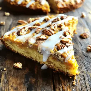 To make this cake, you need a few key items. Here’s your list: - 1 cup pumpkin puree (canned or homemade) - 1/2 cup unsalted butter, softened - 1 cup brown sugar, packed - 1/2 cup granulated sugar - 2 large eggs - 1 teaspoon vanilla extract - 1 1/2 cups all-purpose flour - 1 teaspoon baking powder - 1 teaspoon baking soda - 1 teaspoon ground cinnamon - 1/2 teaspoon ground nutmeg - 1/2 teaspoon salt - 1 cup chopped pecans - 1/2 cup powdered sugar (for glaze) - 2 tablespoons milk (for glaze) You can add extra flavors to make your cake even better. Here are some ideas: - 1/2 teaspoon ground ginger for a warm spice - 1/4 teaspoon ground cloves for depth - A sprinkle of chocolate chips for sweetness - A dash of orange zest for brightness Choosing good ingredients is key. Here’s what to look for: - Pumpkin Puree: If you use canned, pick one with no added sugar. - Butter: Use unsalted butter for control over salt levels. - Sugars: Choose high-quality brown sugar; it adds moisture and flavor. - Pecans: Look for fresh, crunchy pecans with no signs of rancidity. - Spices: Fresh spices have the best flavor. Check the dates on the jars. These tips will help you make a delicious and delightful cake. Enjoy the process! Start by preheating your oven to 350°F (175°C). This is key for even baking. Next, grab a large mixing bowl. In it, cream together 1/2 cup of softened butter, 1 cup of brown sugar, and 1/2 cup of granulated sugar. Mix until it looks light and fluffy. Add 1 cup of pumpkin puree to the butter mix. Stir until well combined. Then, beat in 2 large eggs, one at a time. Follow this with 1 teaspoon of vanilla extract. Make sure everything mixes well. In another bowl, whisk together 1 1/2 cups of all-purpose flour, 1 teaspoon of baking powder, 1 teaspoon of baking soda, 1 teaspoon of ground cinnamon, 1/2 teaspoon of ground nutmeg, and 1/2 teaspoon of salt. Now, gradually add these dry ingredients to the wet mixture. Mix just until combined. This helps keep the cake tender. Gently fold in 1 cup of chopped pecans, but save some for later. Pour the batter into your prepared cake pan. Smooth the top with a spatula. Sprinkle the reserved pecans on top. Place the cake pan in the oven and bake for 30-35 minutes. Check for doneness by inserting a toothpick into the center. If it comes out clean, the cake is ready. Once baked, let the cake cool in the pan for about 10 minutes. Then, transfer it to a wire rack. Let it cool completely before adding the glaze. For the glaze, mix 1/2 cup of powdered sugar with 2 tablespoons of milk. Whisk until smooth. Once the cake cools, drizzle the glaze over the top. This adds a sweet touch and makes it look great. Enjoy your Pumpkin Pecan Coffee Cake with a warm cup of coffee! When making pumpkin pecan coffee cake, a few mistakes can ruin your bake. First, avoid over-mixing the batter. Mixing too much can make the cake tough. Just mix until the flour disappears. Next, make sure your butter is softened, not melted. Softened butter helps create a light texture. Another common mistake is skipping the pecan topping. It adds a crunch and flavor boost. Lastly, don't skip the glaze. It adds sweetness and makes the cake shine. To check if your cake is done, use a toothpick. Insert it into the center of the cake. If it comes out clean or with a few crumbs, the cake is ready. If you see wet batter, it needs more time. Keep an eye on the clock too. Baking takes about 30 to 35 minutes at 350°F. Ovens can vary, so checking early helps avoid overbaking. For even more flavor, try adding a pinch of cloves to the spice mix. Cloves pair well with pumpkin. You can also swap half the all-purpose flour for whole wheat flour. This adds more texture and nutrition. For a richer taste, use brown butter instead of regular butter. Just melt the butter until it browns and smells nutty. Lastly, serve the cake warm with a dollop of whipped cream. This makes each bite feel special. {{image_2}} You can play with flavors in many ways. Try adding chocolate chips for a sweet twist. Dried cranberries can add a nice tartness. If you love spice, add some ground ginger for a kick. You can swap out pecans for walnuts if you prefer a different nut flavor. If you need to make this cake gluten-free, use a 1:1 gluten-free flour blend. For a dairy-free option, substitute the butter with coconut oil. You can use flax eggs instead of regular eggs. Mix one tablespoon of ground flaxseed with three tablespoons of water for each egg. This keeps the cake moist and tasty. During the fall, add in some apples or pears for extra sweetness. In spring, you could mix in fresh berries for a bright flavor. If you want a citrusy note, try adding some orange zest. Seasonal ingredients can really change the cake and make it special. To keep your pumpkin pecan coffee cake fresh, store it in an airtight container. This keeps the moisture in and prevents it from drying out. You can also wrap the cake tightly in plastic wrap. Store it at room temperature for up to three days. If you need to keep it longer, refrigeration is a good option. Just make sure to cover the cake well to avoid fridge odors. If you want to enjoy your coffee cake warm, reheating is simple. Preheat your oven to 350°F (175°C). Place a slice of cake on a baking sheet. Heat it for about 10 minutes. You can also use a microwave. Heat a slice for about 15-20 seconds. This warms it up quickly. Just be careful not to overheat it, or it may become dry. Freezing is a great way to save your cake for later. First, let the cake cool completely. Then, wrap it tightly in plastic wrap. After that, place it in a freezer-safe bag or container. Label it with the date. You can freeze the cake for up to three months. When you’re ready to eat it, thaw it overnight in the fridge. Then you can reheat it as needed. Enjoy your delicious coffee cake anytime! Yes, you can use fresh pumpkin. Start with a small pumpkin and roast it. Cut it in half, remove seeds, and bake the halves until soft. Then, scoop out the flesh and mash it. Use this fresh pumpkin puree in the same amount as canned. Fresh pumpkin may have a different texture, but it will add great taste. To make this coffee cake gluten-free, swap all-purpose flour for a gluten-free blend. Look for a blend that includes xanthan gum. Follow the rest of the recipe as is. This change makes it safe for those with gluten sensitivities. The cake will still be delicious and moist. Serve this coffee cake warm or at room temperature. It pairs well with a hot cup of coffee or tea. You can also add a dollop of whipped cream on top. For extra flair, sprinkle with cinnamon or add extra pecans. This makes your cake look and taste even better. This article covered how to make a tasty pumpkin pecan coffee cake. You learned which ingredients to choose, from the must-haves to the nice-to-haves. We walked through step-by-step instructions to bake it just right. I shared tips to avoid common mistakes and ways to test if it’s done. We also explored variations and the best ways to store any leftovers. With these tips and tricks, you'll create a delicious cake everyone will love. Enjoy your baking and share your creation with friends and family!