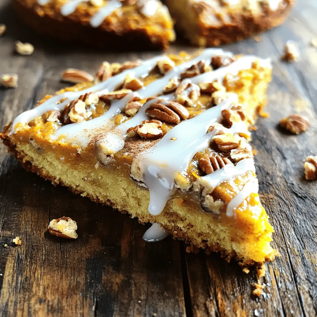 To make this cake, you need a few key items. Here’s your list: - 1 cup pumpkin puree (canned or homemade) - 1/2 cup unsalted butter, softened - 1 cup brown sugar, packed - 1/2 cup granulated sugar - 2 large eggs - 1 teaspoon vanilla extract - 1 1/2 cups all-purpose flour - 1 teaspoon baking powder - 1 teaspoon baking soda - 1 teaspoon ground cinnamon - 1/2 teaspoon ground nutmeg - 1/2 teaspoon salt - 1 cup chopped pecans - 1/2 cup powdered sugar (for glaze) - 2 tablespoons milk (for glaze) You can add extra flavors to make your cake even better. Here are some ideas: - 1/2 teaspoon ground ginger for a warm spice - 1/4 teaspoon ground cloves for depth - A sprinkle of chocolate chips for sweetness - A dash of orange zest for brightness Choosing good ingredients is key. Here’s what to look for: - Pumpkin Puree: If you use canned, pick one with no added sugar. - Butter: Use unsalted butter for control over salt levels. - Sugars: Choose high-quality brown sugar; it adds moisture and flavor. - Pecans: Look for fresh, crunchy pecans with no signs of rancidity. - Spices: Fresh spices have the best flavor. Check the dates on the jars. These tips will help you make a delicious and delightful cake. Enjoy the process! Start by preheating your oven to 350°F (175°C). This is key for even baking. Next, grab a large mixing bowl. In it, cream together 1/2 cup of softened butter, 1 cup of brown sugar, and 1/2 cup of granulated sugar. Mix until it looks light and fluffy. Add 1 cup of pumpkin puree to the butter mix. Stir until well combined. Then, beat in 2 large eggs, one at a time. Follow this with 1 teaspoon of vanilla extract. Make sure everything mixes well. In another bowl, whisk together 1 1/2 cups of all-purpose flour, 1 teaspoon of baking powder, 1 teaspoon of baking soda, 1 teaspoon of ground cinnamon, 1/2 teaspoon of ground nutmeg, and 1/2 teaspoon of salt. Now, gradually add these dry ingredients to the wet mixture. Mix just until combined. This helps keep the cake tender. Gently fold in 1 cup of chopped pecans, but save some for later. Pour the batter into your prepared cake pan. Smooth the top with a spatula. Sprinkle the reserved pecans on top. Place the cake pan in the oven and bake for 30-35 minutes. Check for doneness by inserting a toothpick into the center. If it comes out clean, the cake is ready. Once baked, let the cake cool in the pan for about 10 minutes. Then, transfer it to a wire rack. Let it cool completely before adding the glaze. For the glaze, mix 1/2 cup of powdered sugar with 2 tablespoons of milk. Whisk until smooth. Once the cake cools, drizzle the glaze over the top. This adds a sweet touch and makes it look great. Enjoy your Pumpkin Pecan Coffee Cake with a warm cup of coffee! When making pumpkin pecan coffee cake, a few mistakes can ruin your bake. First, avoid over-mixing the batter. Mixing too much can make the cake tough. Just mix until the flour disappears. Next, make sure your butter is softened, not melted. Softened butter helps create a light texture. Another common mistake is skipping the pecan topping. It adds a crunch and flavor boost. Lastly, don't skip the glaze. It adds sweetness and makes the cake shine. To check if your cake is done, use a toothpick. Insert it into the center of the cake. If it comes out clean or with a few crumbs, the cake is ready. If you see wet batter, it needs more time. Keep an eye on the clock too. Baking takes about 30 to 35 minutes at 350°F. Ovens can vary, so checking early helps avoid overbaking. For even more flavor, try adding a pinch of cloves to the spice mix. Cloves pair well with pumpkin. You can also swap half the all-purpose flour for whole wheat flour. This adds more texture and nutrition. For a richer taste, use brown butter instead of regular butter. Just melt the butter until it browns and smells nutty. Lastly, serve the cake warm with a dollop of whipped cream. This makes each bite feel special. {{image_2}} You can play with flavors in many ways. Try adding chocolate chips for a sweet twist. Dried cranberries can add a nice tartness. If you love spice, add some ground ginger for a kick. You can swap out pecans for walnuts if you prefer a different nut flavor. If you need to make this cake gluten-free, use a 1:1 gluten-free flour blend. For a dairy-free option, substitute the butter with coconut oil. You can use flax eggs instead of regular eggs. Mix one tablespoon of ground flaxseed with three tablespoons of water for each egg. This keeps the cake moist and tasty. During the fall, add in some apples or pears for extra sweetness. In spring, you could mix in fresh berries for a bright flavor. If you want a citrusy note, try adding some orange zest. Seasonal ingredients can really change the cake and make it special. To keep your pumpkin pecan coffee cake fresh, store it in an airtight container. This keeps the moisture in and prevents it from drying out. You can also wrap the cake tightly in plastic wrap. Store it at room temperature for up to three days. If you need to keep it longer, refrigeration is a good option. Just make sure to cover the cake well to avoid fridge odors. If you want to enjoy your coffee cake warm, reheating is simple. Preheat your oven to 350°F (175°C). Place a slice of cake on a baking sheet. Heat it for about 10 minutes. You can also use a microwave. Heat a slice for about 15-20 seconds. This warms it up quickly. Just be careful not to overheat it, or it may become dry. Freezing is a great way to save your cake for later. First, let the cake cool completely. Then, wrap it tightly in plastic wrap. After that, place it in a freezer-safe bag or container. Label it with the date. You can freeze the cake for up to three months. When you’re ready to eat it, thaw it overnight in the fridge. Then you can reheat it as needed. Enjoy your delicious coffee cake anytime! Yes, you can use fresh pumpkin. Start with a small pumpkin and roast it. Cut it in half, remove seeds, and bake the halves until soft. Then, scoop out the flesh and mash it. Use this fresh pumpkin puree in the same amount as canned. Fresh pumpkin may have a different texture, but it will add great taste. To make this coffee cake gluten-free, swap all-purpose flour for a gluten-free blend. Look for a blend that includes xanthan gum. Follow the rest of the recipe as is. This change makes it safe for those with gluten sensitivities. The cake will still be delicious and moist. Serve this coffee cake warm or at room temperature. It pairs well with a hot cup of coffee or tea. You can also add a dollop of whipped cream on top. For extra flair, sprinkle with cinnamon or add extra pecans. This makes your cake look and taste even better. This article covered how to make a tasty pumpkin pecan coffee cake. You learned which ingredients to choose, from the must-haves to the nice-to-haves. We walked through step-by-step instructions to bake it just right. I shared tips to avoid common mistakes and ways to test if it’s done. We also explored variations and the best ways to store any leftovers. With these tips and tricks, you'll create a delicious cake everyone will love. Enjoy your baking and share your creation with friends and family!