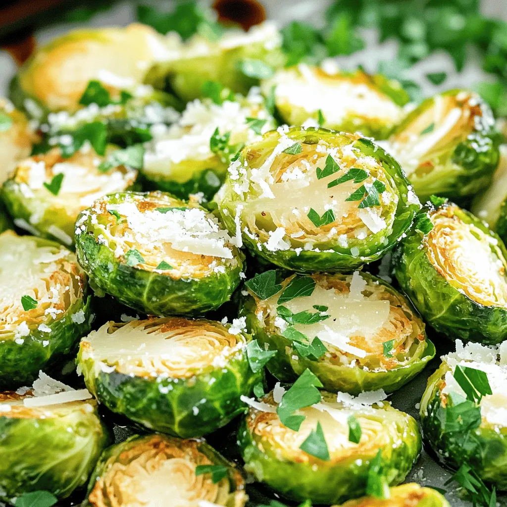 - 1 pound Brussels sprouts - 3 tablespoons olive oil - 4 cloves garlic - 1/2 cup grated Parmesan cheese - 1 teaspoon garlic powder - 1 teaspoon onion powder - Salt and pepper to taste - 1 tablespoon balsamic vinegar - Fresh parsley for garnish Gathering the right ingredients makes a big difference. For the main part, you'll need one pound of fresh Brussels sprouts. These little gems pack a punch in flavor and nutrition. You also want three tablespoons of olive oil to add richness. Four cloves of minced garlic will give your dish that strong, savory kick. For the flavor enhancers, grab half a cup of grated Parmesan cheese. It melts beautifully and adds a salty depth. Add one teaspoon each of garlic powder and onion powder. These spices boost the garlic flavor and add warmth. Don't forget salt and pepper! They balance the dish and bring everything together. If you want to elevate the flavor, consider one tablespoon of balsamic vinegar. It adds a nice tang when drizzled on top. Fresh parsley also makes a great garnish. It adds color and freshness to your plate. Use these ingredients, and you'll create a delightful dish that shines! First, preheat your air fryer to 375°F (190°C). This step is key for crispiness. While it heats, trim and halve your Brussels sprouts. Make sure they are all about the same size. This helps them cook evenly. In a large bowl, combine the halved Brussels sprouts with 3 tablespoons of olive oil and 4 cloves of minced garlic. Next, add 1 teaspoon of garlic powder, 1 teaspoon of onion powder, and a pinch of salt and pepper. Toss everything well to coat the sprouts evenly. You want each piece to be full of flavor. Now, transfer the seasoned Brussels sprouts into the air fryer basket. Spread them in a single layer. Cook them for 10 minutes. After the first 10 minutes, shake the basket gently to help them cook evenly. Cook for another 5 minutes. Once they are crispy and golden brown, take them out. Sprinkle 1/2 cup of grated Parmesan cheese over them while they are still hot. Toss gently to mix. If you like, drizzle with 1 tablespoon of balsamic vinegar for extra flavor. Finally, garnish with freshly chopped parsley before serving. Enjoy your delicious and easy dish! To get those Brussels sprouts crispy, cook them in a single layer. This method helps hot air flow all around each piece. If they overlap, some sprouts will steam instead of crisp. Shaking the basket is key! After 10 minutes, pull out the basket and shake it well. This step mixes them up and helps them cook evenly. Return the basket and cook for 5 more minutes. Want to kick up the taste? Try adding spices like smoked paprika or cayenne pepper. These spices give a nice kick. You can also sprinkle in some dried Italian herbs for a flavor boost. Using fresh ingredients can greatly enhance your dish. Fresh garlic gives a stronger flavor than dried. However, dried ingredients are still great if fresh ones aren’t available. Make your dish pop with garnishes! A sprinkle of fresh parsley adds color and freshness. You can also drizzle balsamic vinegar for a beautiful finish. Serve the Brussels sprouts in a nice bowl or on a platter. Pair them with roasted meats or a grain salad for a full meal. This adds visual appeal and makes the dish feel special. {{image_2}} You can make Air Fryer Garlic Parmesan Brussels Sprouts even more exciting! Here are two fun ideas: - Spicy Garlic Parmesan: Add red pepper flakes for heat. Start with a pinch and adjust to your taste. The spice pairs well with the garlic and cheese. This twist adds a kick that many will love. - Lemon Herb: Incorporate lemon zest and fresh herbs like thyme or rosemary. The citrus brightens the dish. It adds a fresh note that balances the rich cheese and garlic. If you want to change things up for your diet, here are some great swaps: - Vegan version: Replace Parmesan cheese with nutritional yeast. This gives a cheesy flavor without dairy. Nutritional yeast is also packed with nutrients. - Low-calorie options: Use less oil to cut calories. You can spray the Brussels sprouts lightly. This keeps them crispy while being kinder to your waistline. Not everyone has an air fryer, but you can still enjoy these sprouts! Here are some alternate ways to cook them: - Baking in the oven: Preheat your oven to 400°F (200°C). Spread the seasoned sprouts on a baking sheet. Bake for 20-25 minutes, tossing halfway through. This method will give you a nice crunch too. - Stovetop sautéing: Heat a pan over medium heat and add olive oil. Sauté the Brussels sprouts until golden and tender, about 10-15 minutes. You can add garlic towards the end to avoid burning. This method adds a nice flavor from the pan. To keep your Air Fryer Garlic Parmesan Brussels sprouts fresh, use airtight containers. Glass or plastic containers work well. Let the sprouts cool before sealing them. Store them in the fridge for up to three days. This helps keep their taste and texture. To reheat without losing texture, use the air fryer again. Set it to 350°F (175°C). Heat the sprouts for about 5 minutes. This method makes them crispy again. You can also use a microwave, but they may get soggy. If you do, heat for 1-2 minutes. You can freeze cooked Brussels sprouts if you have leftovers. Place them in a freezer-safe bag or container. Remove as much air as possible. They can stay in the freezer for up to two months. To thaw, place them in the fridge overnight. Reheat them in the air fryer or oven for best results. To maximize crunchiness, follow these tips: - Always preheat your air fryer. This helps the Brussels sprouts start cooking right away. - Cut the Brussels sprouts in half. This increases surface area, leading to more crispiness. - Toss them well with olive oil and seasonings. This ensures they cook evenly. - Cook in a single layer. Overcrowding makes them steam instead of crisp. - Shake the basket halfway. This promotes even cooking and browning. Yes, you can use frozen Brussels sprouts. Here are adaptations needed: - Thaw them first. This helps them cook properly and get crispy. - Increase the cooking time by a few minutes. Frozen sprouts take longer to cook. - Pat them dry. Removing excess moisture helps achieve that nice crunch. These Brussels sprouts pair well with many dishes: - Serve them alongside grilled chicken or fish. - They complement steak perfectly. - Try them with a hearty grain salad for a filling meal. - They also work great as a side for pasta dishes. - Consider pairing them with a tangy dipping sauce for extra flavor. In this post, we explored how to make delicious air fryer garlic Parmesan Brussels sprouts. We covered ingredients, step-by-step instructions, and tips for perfect texture. You learned about variations and how to store leftovers. These tasty sprouts can be a hit at any meal. With simple changes, you can suit any diet. Experiment and find your favorite way to enjoy this dish!