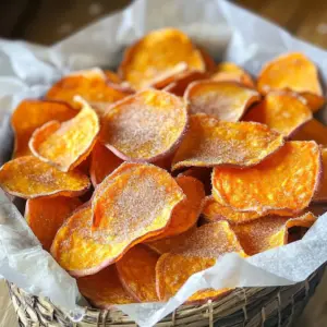 - 2 large sweet potatoes - 2 tablespoons olive oil - 2 tablespoons granulated sugar - 1 teaspoon ground cinnamon - 1/2 teaspoon salt Sweet potatoes are the star here. They add a natural sweetness and a vibrant color. You need two large ones. Olive oil helps the chips get crispy and golden. Sugar and cinnamon create that classic sweet flavor. Salt balances everything out and enhances taste. Gather your ingredients before you start. Having them ready makes the process easy and fun. I love using fresh, high-quality ingredients. They make a big difference in flavor. Don’t rush; enjoy each step as you create these delicious air fryer sweet potato chips. Start by washing the sweet potatoes. Use cold water to remove dirt. Next, peel the sweet potatoes with a vegetable peeler. This step is key for smooth chips. After peeling, slice the sweet potatoes into thin rounds. Aim for a thickness of about 1/8-inch. This helps them cook evenly and get crispy. In a large bowl, toss the sweet potato slices with olive oil. Make sure each slice gets a nice coat. This will help them crisp in the air fryer. In a small bowl, mix granulated sugar, ground cinnamon, and salt. Once combined, sprinkle this mixture over the sweet potato slices. Toss again until all the slices are well coated. Preheat your air fryer to 360°F (182°C). This step ensures even cooking. Arrange the sweet potato slices in a single layer in the air fryer basket. Do not overcrowd them; you want them to cook well. If needed, work in batches. Air fry the sweet potato chips for 10-12 minutes. Flip them halfway through to ensure they cook evenly. They should turn crispy and golden brown. Keep an eye on them to avoid burning. Once done, transfer the chips to a wire rack. Let them cool for a few minutes to stay crisp. To get crispy sweet potato chips, slicing matters. Aim for even slices about 1/8-inch thick. This thickness ensures they cook properly. Thicker slices may not crisp up well. Air fry in batches. Overcrowding the basket leads to uneven cooking. Leave space between chips. This allows hot air to circulate. You'll enjoy crunchy chips every time. Adjust the sugar and cinnamon to your taste. If you like it sweeter, add more sugar. For a stronger spice, increase the cinnamon. Finding the right balance makes each chip delightful. You can try optional seasonings too. Consider adding nutmeg for a warm flavor. A pinch of cayenne can add a fun kick. Get creative with your spice choices! {{image_2}} You can switch up the sweetener in your chips. Try using brown sugar instead of white sugar. Brown sugar adds a rich, caramel flavor. It blends well with the sweet potatoes. Maple syrup is another great option. It brings a nice, natural sweetness. Use about the same amount as the sugar in the recipe. Both options can enhance the taste of your chips. Want to add more flavor? Consider mixing nutmeg with the cinnamon. Nutmeg adds a warm, spicy note that pairs well with sweet potatoes. You can also add a splash of vanilla extract. This gives your chips a sweet aroma. Just a teaspoon will do the trick without overpowering the other flavors. If you prefer a savory treat, try adding spices. Paprika can give your chips a nice kick. It adds a smoky flavor that complements the sweetness. You can also use chili powder for a spicy version. Just sprinkle a little on the sweet potato slices before air frying. This twist makes for a unique snack that balances sweet and savory flavors. To keep your leftover sweet potato chips fresh, store them in an airtight container. Make sure they are completely cool before sealing. This helps avoid moisture, which can make them soggy. Place a paper towel in the container to absorb any excess moisture. You can store them at room temperature for up to two days. If you want them to last longer, refrigerate them for up to a week. Just be aware that refrigeration may change their texture slightly. To make your sweet potato chips crispy again, use the air fryer or oven. Preheat the air fryer to 350°F (175°C). Place the chips in a single layer and heat for about 3-5 minutes. This will help restore their crunch. If using an oven, spread them on a baking sheet and bake for about 5-7 minutes at 350°F (175°C). Keep a close eye on them to prevent burning. Enjoy your chips as if they were freshly made! Yes, you can bake the sweet potato chips in the oven. Preheat your oven to 400°F (200°C). Arrange the slices on a baking sheet lined with parchment paper. Cook for about 20-25 minutes, flipping them halfway. Keep an eye on them. You can also use a microwave. Place the slices on a microwave-safe plate and cook for 3-5 minutes. This method may not give them the same crispiness, but they will still taste great. Look for a golden brown color on the edges of the chips. They should feel crisp when you touch them. The chips will also make a nice crunch sound when you break one. If they are still soft, give them a few more minutes in the air fryer. Yes, you can try other potatoes like russet or Yukon gold. They will have a different taste and texture, but will still work. Just remember to slice them thinly, like the sweet potatoes. Adjust the cooking time as needed, since they may cook faster or slower. In this blog, we covered how to make delicious sweet potato chips. We looked at ingredients, step-by-step instructions, tips for crispiness, and fun variations. You can adjust flavors and use storage methods to keep leftovers fresh. Whether you air fry, bake, or try different potatoes, you’ll enjoy tasty results. Experiment with flavors and enjoy your homemade snack!