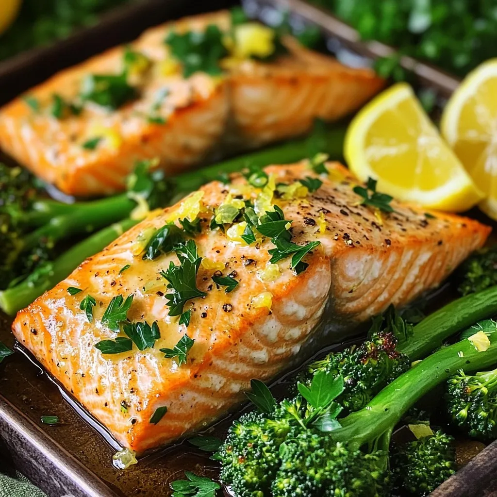 Sheet Pan Lemon Garlic Salmon and Broccolini Delight