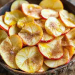 - 2 large apples (Fuji or Honeycrisp recommended) - 1 tablespoon lemon juice - 1 tablespoon cinnamon - 2 tablespoons sugar or coconut sugar - A pinch of salt The key to great apple chips starts with the apples. I love using Fuji or Honeycrisp apples. They are sweet and have a great crunch. You need two large apples for this recipe. Next, we add some lemon juice. This helps keep the apples from turning brown. It also adds a nice tang. You only need one tablespoon. Cinnamon is the star flavor in these chips. You’ll want one tablespoon of this spice. It adds warmth and sweetness. If you like your chips sweeter, you can add sugar. Use two tablespoons of regular sugar or coconut sugar. Coconut sugar is a great choice for a healthier option. Don’t forget a pinch of salt! It balances the sweetness and brings out the apple flavor. These simple ingredients come together to create a tasty snack. You can enjoy them anytime, and they are easy to make! - Preheat the air fryer to 300°F (150°C). This step is key for even cooking. - Wash, dry, and core the apples. Clean apples help keep the chips fresh and tasty. - Thinly slice apples (about 1/8 inch thick). A sharp knife or mandoline works best for even slices. - Toss with lemon juice. This keeps the apples from turning brown. It also adds flavor. - Coat with cinnamon-sugar mixture. In a small bowl, mix 1 tablespoon of cinnamon and 2 tablespoons of sugar. Dust it evenly on both sides of the apple slices for a sweet kick. - Arrange apple slices in a single layer in the air fryer. Don’t overcrowd the basket; this helps them crisp up nicely. - Air fry for 15-20 minutes. Flip the slices halfway through for even crispiness. Keep an eye on them. They should turn golden brown when done. Let the apple chips cool on a wire rack. They will get even crunchier as they cool. Enjoy your healthy snack! To get your apple chips nice and crispy, check for doneness towards the end of cooking. This will help you avoid overcooking. Thin and uniform slices are key. Aim for about 1/8 inch thick. Use a sharp knife or a mandoline to help with this. Consistent thickness ensures even cooking and crispiness. Using lemon juice is a fantastic way to prevent browning. Toss your apple slices in lemon juice right after slicing. This not only helps keep them looking fresh but also adds a nice zing to the flavor. Just one tablespoon does the trick! For a fun serving idea, place your apple chips in a decorative bowl. This makes the snack look extra special. You can also drizzle a little honey or maple syrup over them. It adds sweetness and makes each bite more enjoyable. Enjoy your apple chips as a snack or a light dessert! {{image_2}} You can have fun with flavors! Try adding nutmeg for a warm spice. Just a pinch will do. You can also add a drop of vanilla extract for a sweet twist. This little change can make a big difference. Don’t be afraid to experiment with different sugars too. Brown sugar can add a rich depth. Coconut sugar gives a nice caramel flavor. Each option brings its own unique taste. If you want a change from apples, pears work great. They have a soft, sweet flavor. Slice them just like apples for the best results. Other fruits like peaches or even bananas can be used too. Each fruit will give you a different taste and texture. It’s all about what you like! Want to make it vegan? Just skip the sugar and use maple syrup instead. You can also use agave nectar or stevia for a sugar-free option. These swaps keep the taste good while meeting health goals. Enjoy your crunchy snack however you choose! To keep your apple chips fresh, store them in an airtight container. This helps maintain their crunchiness. A glass jar or a plastic container with a secure lid works well. Avoid leaving them out in the open, as air can make them soft. For longer storage, you can freeze your apple chips. Lay them flat on a baking sheet and freeze them for a few hours. Once frozen, transfer them to a freezer bag. Remove as much air as possible before sealing. To enjoy them later, reheat in the air fryer for about 5-7 minutes at 300°F (150°C) until warm and crispy. When stored properly, your apple chips can last up to two weeks at room temperature. If you freeze them, they can stay good for about three months. Just remember that the longer they sit, the less crisp they may become. Always check for any signs of spoilage before eating. Yes, you can use different apple types. However, some apples work better. I recommend Fuji or Honeycrisp apples. They are sweet and crisp, which makes great chips. Other apples like Gala or Granny Smith also work. You might need to adjust the sugar based on your apple's sweetness. You can tell when apple chips are done by their color and texture. They should look golden brown and feel crisp. Check them at the 15-minute mark. Flip the slices to get even cooking. If they are not crisp yet, keep cooking. Just be careful not to burn them. Yes, you can make apple chips without an air fryer. Use your oven instead. Preheat it to 200°F (93°C). Slice the apples thinly and place them on a baking sheet. Bake for about 1-2 hours. Turn them halfway through for even cooking. Keep an eye on them to avoid burning. You now know how to make tasty apple chips using simple ingredients. We covered the main steps: prepping, slicing, and cooking your apples. I shared tips for achieving that perfect crunch and gave ideas for serving. Remember, you can mix flavors and even swap fruits. Store your chips right to keep them fresh longer. Enjoy experimenting with this fun, healthy snack!