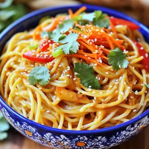 - 8 oz (225 g) spaghetti or rice noodles - 1/4 cup creamy peanut butter - 2 tablespoons sesame oil These main ingredients form the base of your dish. I like to use spaghetti or rice noodles for a great texture. Both options work well with the creamy peanut sauce. The peanut butter adds rich flavor, while the sesame oil gives a nice aroma. - 2 tablespoons soy sauce (or tamari for gluten-free) - 2 tablespoons hoisin sauce - 1 tablespoon sriracha These flavor enhancers really boost the taste. Soy sauce adds saltiness, while hoisin sauce brings sweetness. Sriracha adds the heat. You can adjust the sriracha based on your spice level. Feel free to taste and tweak as you mix! - 1 cup shredded carrots - 1 bell pepper, thinly sliced (red or yellow for color) - 3 green onions, sliced Fresh additions add color and crunch. Shredded carrots give a sweet bite, and bell pepper adds a nice crunch. Green onions bring a fresh taste and look great on top. You can mix and match these veggies based on what you like! To cook spaghetti or rice noodles, start with a large pot of boiling salted water. Add the noodles and follow the package instructions. Stir often to keep them from sticking. Cook until they are just tender, or al dente. This means they should have a slight bite to them. Drain the noodles in a colander and set them aside. Tips for achieving al dente texture: - Check the noodles a minute or two before the time ends. - Rinse them briefly in cold water to stop the cooking process. - This helps keep the noodles firm and tasty. For the sauce, gather these ingredients: - 1/4 cup creamy peanut butter - 2 tablespoons sesame oil - 2 tablespoons soy sauce (or tamari for gluten-free) - 2 tablespoons hoisin sauce - 1 tablespoon sriracha (add more for extra heat) - 1 tablespoon rice vinegar - 1 teaspoon grated fresh ginger - 2 cloves garlic, minced - 1/4 cup water (add more if needed) To mix the sauce, whisk all the ingredients together in a medium bowl. Keep mixing until the sauce is smooth. If it's too thick, add a splash more water. Now it’s time to toss the noodles and veggies. In a large mixing bowl, add the cooked noodles, 1 cup of shredded carrots, and 1 thinly sliced bell pepper. Pour the peanut sauce over the noodle mixture. To ensure even sauce distribution, toss everything gently. Use tongs or forks to mix well. You want every noodle and veggie coated in that tasty sauce. Enjoy the colors and smells as you prepare this dish! To get the right sauce thickness, start with 1/4 cup of water. If it feels too thick, add more water, a tablespoon at a time. A smooth sauce coats the noodles well. Balancing flavors is key, too. The nutty peanut butter, salty soy sauce, and spicy sriracha create a great mix. Taste as you go, and adjust the flavors to fit your liking. Present your spicy sesame peanut noodles in a beautiful way. Use large, shallow bowls to show off the colors. Add a pop of green with fresh cilantro leaves on top. For extra crunch, sprinkle toasted sesame seeds and sliced green onions. You can also add a slice of lime on the side for a zesty kick. You can prepare this dish in advance for busy days. Cook the noodles and store them in the fridge. Keep the sauce separate to prevent sogginess. Store veggies like carrots and bell peppers in airtight containers. They stay fresh longer this way. Reheat the noodles and mix in the sauce and veggies when you're ready to eat. Enjoying a quick, tasty meal is easy with this prep! {{image_2}} You can make this dish gluten-free by using rice noodles instead of spaghetti. Rice noodles are light and soak up the sauce well. For a vegan option, swap out any meat with tofu or chickpeas. Both add protein and blend nicely with the sauce. Want to mix things up? Try using different vegetables. Broccoli or snap peas add a nice crunch. You can also use zucchini or bell peppers in various colors for a pop of color. If you want a unique twist, try using tahini instead of peanut butter. It gives a creamy texture and a different flavor. To customize the heat, adjust the amount of sriracha in the sauce. If you like it hot, add more. For a milder dish, use less sriracha. You can also add chili flakes or fresh jalapeños for extra spice. Keep experimenting until you find your perfect balance! Store your Spicy Sesame Peanut Noodles in an airtight container. This keeps them fresh. You can refrigerate them for up to four days. Before eating, check the noodles for any signs of spoilage. To freeze the dish, place cooled noodles in a freezer-safe bag. Squeeze out air before sealing. You can freeze them for up to three months. To thaw, move them to the fridge overnight. Reheat in a pan over low heat. Add a splash of water if needed to loosen the sauce. Check for any off smells or changes in color. If the noodles feel slimy, it's time to toss them. To extend shelf life, store them properly and avoid leaving them out too long. Enjoy your tasty noodles while they’re fresh! Yes, you can use other noodles! Here are some great options: - Rice noodles for a gluten-free choice. - Udon noodles for a thicker texture. - Soba noodles for a nutty flavor. - Zucchini noodles for a low-carb twist. Feel free to experiment with any noodle you love! Absolutely! Making this dish in bulk saves time. Here are some benefits: - You can enjoy quick meals throughout the week. - The flavors meld together nicely after a day. - It’s easy to pack for lunch or dinner. Just store in airtight containers for freshness! To make this dish kid-friendly, try these tips: - Cut down on sriracha to reduce spice. - Add more sweet veggies like bell peppers. - Serve with extra peanut sauce on the side. Kids love to dip, and it makes the meal fun! In this post, we explored a delicious noodle dish, covering all the key ingredients, cooking steps, and helpful tips. You learned how to create a creamy peanut sauce, mix in fresh veggies, and adjust flavors to suit your taste. Don’t forget to try different noodles and spice levels to keep things fun. Meal prep can make your week easier while keeping meals tasty. Enjoy experimenting, and remember, the best dishes come from your unique touch in the kitchen.