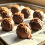 To make No-Bake Biscoff Truffle Balls, you need: - 1 cup Biscoff cookies, finely crushed - 1/2 cup cream cheese, softened - 1/4 cup Biscoff spread (cookie butter) - 1/2 cup powdered sugar - 1 teaspoon vanilla extract - 1/2 cup semi-sweet chocolate chips - 1 tablespoon coconut oil (for melting) - Optional: extra crushed Biscoff cookies for coating You can add a twist to your truffles. Consider using: - A pinch of sea salt for contrast - Chopped nuts for crunch - Dried fruits like raisins or cranberries for sweetness - Different chocolate for coating, like white or dark chocolate If you’re short on ingredients, here are some swaps: - Use mascarpone cheese instead of cream cheese for a richer flavor. - Try graham crackers instead of Biscoff cookies for a different base. - Swap Biscoff spread with almond or peanut butter for a nutty taste. - Use maple syrup instead of powdered sugar for a natural sweetness. These swaps can help you customize your treat. Adjust based on what you have at home! To start, gather your ingredients. You'll need 1 cup of finely crushed Biscoff cookies, 1/2 cup of softened cream cheese, 1/4 cup of Biscoff spread, 1/2 cup of powdered sugar, and 1 teaspoon of vanilla extract. Place the crushed cookies in a large mixing bowl. Add the cream cheese, Biscoff spread, powdered sugar, and vanilla extract. Now, mix everything together. You can use a spatula or your hands. Keep mixing until the dough is smooth and well combined. Next, scoop out tablespoon-sized portions. Roll each portion into a ball and place them on a parchment-lined baking sheet. After rolling the truffle balls, it’s time to chill them. Place the baking sheet in the freezer for about 30 minutes. This helps them firm up nicely. While the truffles chill, melt the chocolate. Take 1/2 cup of semi-sweet chocolate chips and combine them with 1 tablespoon of coconut oil in a microwave-safe bowl. Heat the mixture in the microwave. Do this in 20-second intervals. Stir in between each interval until the chocolate is smooth and melted. Once your truffles have chilled, remove them from the freezer. Dip each truffle into the melted chocolate. Use a fork to help lift them out. Tap the fork against the bowl to shake off any excess chocolate. If you want, roll the dipped truffles in extra crushed Biscoff cookies for added flavor. Place the coated truffles back on the parchment-lined sheet. Let the chocolate set at room temperature or pop them in the fridge for about 15 to 20 minutes. Enjoy your delightful no-bake Biscoff truffle balls! To get the right texture for your truffles, start with finely crushed Biscoff cookies. This helps them mix well with cream cheese and Biscoff spread. Make sure your cream cheese is at room temperature. Soft cream cheese blends easily, giving a smooth dough. Mix until everything is well combined. If your dough feels too dry, add a bit more Biscoff spread. For a firmer truffle, chill them longer. Avoid using cold cream cheese. It makes mixing hard and leads to lumps. If your dough is too sticky, you might need more powdered sugar. Don't skip the chilling step. It firms up the truffles, making them easier to dip. Also, be careful not to overheat the chocolate. Melt it slowly and stir often to keep it smooth. If you rush, it might burn. For a fun serve, place your truffles on a pretty platter. You can dust them with cocoa powder or extra crushed Biscoff cookies for color. If you want to impress, use cupcake liners. They make each truffle feel special. Pair these truffles with coffee or tea for a sweet treat. You can also add a drizzle of melted white chocolate on top for a touch of elegance. {{image_2}} You can change the flavor of your truffles easily. Instead of Biscoff spread, try peanut butter or Nutella. You can also use different cookie flavors. Think chocolate or ginger snaps for a new twist. Each will give a unique taste to the truffles. If you want to make these truffles vegan, swap cream cheese for a plant-based option. Use coconut cream or cashew cream for great results. For a gluten-free treat, choose gluten-free cookies. Make sure to check labels for any hidden gluten. Want to make your truffles even better? Add in some nuts. Chopped almonds or walnuts add crunch and flavor. Dried fruits like raisins or cranberries also work well. They give a sweet touch and a chewy texture, making each bite special. To keep your no-bake Biscoff truffle balls fresh, store them in an airtight container. You can use a glass or plastic container with a tight lid. Layer the truffles with parchment paper to prevent them from sticking together. This will help maintain their shape and texture. These truffles last about one week in the fridge. If you freeze them, they can last up to three months. Just make sure to wrap them well in plastic wrap before placing them in a freezer-safe bag. When you’re ready, let them thaw in the fridge for a few hours. You don’t need to heat these truffles, but if the chocolate gets too hard, let them sit at room temp for a bit. This will soften them and make them easier to enjoy. If they lose some of their flavor, you can also roll them again in crushed Biscoff cookies for a fresh taste. Yes, you can use regular cream cheese. However, softened cream cheese mixes better. Softening it makes it easier to blend with the other ingredients. To soften cream cheese, leave it out for about 30 minutes or microwave it for 10 seconds. This keeps the truffles smooth and creamy. You can use graham crackers or digestive biscuits. They give a similar sweet and crunchy texture. If you want a different flavor, use chocolate cookies. Just crush them finely like the Biscoff cookies. This swap keeps the recipe delicious and fun. Truffles are set when they feel firm to the touch. After chilling, they should not feel soft or sticky. You can also dip one in chocolate to see if it holds its shape. If it does, they are ready to coat. Let them rest until the chocolate hardens. You learned about the key ingredients for making delicious truffles, including substitutes. I shared step-by-step instructions to ensure your truffles turn out great. We discussed tips to avoid mistakes and ideas for perfect texture. I also offered fun variations and storage tips for your treats. With this knowledge, you can make tasty truffles your way. Enjoy creating and sharing these sweet delights. Happy truffle-making!