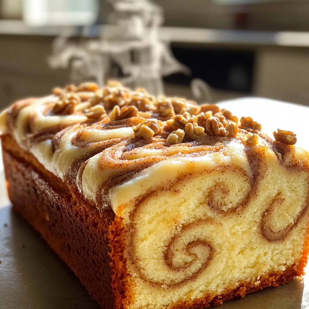 To make a delicious Cinnamon Swirl Loaf Cake, you will need: - 2 cups all-purpose flour - 1 teaspoon baking powder - 1/2 teaspoon baking soda - 1/4 teaspoon salt - 1 teaspoon ground cinnamon - 1/2 cup unsalted butter, softened - 1 cup granulated sugar - 2 large eggs - 1 teaspoon vanilla extract - 1 cup buttermilk (or 1 cup milk + 1 tablespoon lemon juice) - 1/4 cup brown sugar, packed - 1 tablespoon ground cinnamon (for the swirl) - 1/2 cup chopped walnuts or pecans (optional) These ingredients create a rich and flavorful cake with a sweet cinnamon swirl. If you need to change some ingredients, here are some ideas: - Use whole wheat flour for a healthier option. - Swap unsalted butter for coconut oil if you want a dairy-free version. - Replace buttermilk with yogurt or milk mixed with vinegar. - For a nut-free option, skip the walnuts or pecans. These swaps keep the cake tasty and still enjoyable. Selecting great ingredients makes a big difference. Here are my tips: - Choose fresh flour. Check the date on the package. - Use good-quality butter. It adds richness to the cake. - Select fresh eggs. They help the cake rise well. - Pick ground cinnamon that smells strong and sweet. Fresh spices bring out the best flavors. - For brown sugar, choose the kind that feels moist. This keeps your cake soft. High-quality ingredients lead to an amazing Cinnamon Swirl Loaf Cake that everyone will love! Start by preheating your oven to 350°F (175°C). Grease a 9x5-inch loaf pan with cooking spray or butter. In a medium bowl, whisk together 2 cups of all-purpose flour, 1 teaspoon of baking powder, 1/2 teaspoon of baking soda, 1/4 teaspoon of salt, and 1 teaspoon of ground cinnamon. Set this mix aside. In a large bowl, cream 1/2 cup of softened unsalted butter with 1 cup of granulated sugar until it turns light and fluffy, about 3-4 minutes. Add 2 large eggs one at a time, mixing well after each addition. Stir in 1 teaspoon of vanilla extract. Gradually mix the dry ingredients into the butter mixture while adding 1 cup of buttermilk. Start and end with the flour mix. Be careful not to overmix; just combine until smooth. In a small bowl, mix 1/4 cup of packed brown sugar, 1 tablespoon of ground cinnamon, and 1/2 cup of chopped walnuts or pecans if you like. Pour half of your batter into the prepared loaf pan. Sprinkle half of the cinnamon swirl mixture over the batter. Add the rest of the batter on top, then finish with the remaining cinnamon swirl. Use a knife or skewer to gently swirl this mixture into the batter. This adds a lovely marbled look. Bake your cake in the preheated oven for 50-60 minutes. To check if it's done, insert a toothpick into the center. If it comes out clean, your cake is ready. Once done, let the cake cool in the pan for about 10 minutes. After that, transfer it to a wire rack to cool completely. Enjoy the warm, sweet aroma that fills your kitchen! One big mistake is overmixing the batter. Mix just until you see no dry flour. Overmixing makes the cake dense. Another mistake is using cold ingredients. Always let butter and eggs warm up. This helps the batter mix better. Lastly, don’t skip the cooling time. Letting the cake cool helps it set properly. To get a light and fluffy loaf, beat the butter and sugar until they look creamy. Use room temperature butter for the best results. When adding the eggs, mix one at a time. This helps each egg blend in well. For the flour, gently fold it in with the buttermilk. This keeps the batter airy. You can make this cake your own with fun add-ins. Try adding 1/2 cup of chopped walnuts or pecans for crunch. You can also mix in some chocolate chips for a sweet surprise. If you want a fruity twist, add 1/2 cup of dried cranberries or raisins. These little changes can make your cinnamon swirl loaf special. {{image_2}} You can make a gluten-free version of this cake. Use gluten-free flour instead of all-purpose flour. This makes the cake just as tasty. Keep in mind that some gluten-free flours absorb more liquid. You may need to adjust the amount of buttermilk. Start with 1 cup and add more if needed. To make this cake vegan, you can swap the eggs with flax eggs. Mix one tablespoon of ground flaxseed with three tablespoons of water. Let it sit for five minutes to thicken. Use plant-based butter instead of regular butter. For buttermilk, mix almond milk with vinegar or lemon juice. These swaps keep the cake moist and flavorful. You can add different flavors to your cake. For a chocolate twist, mix in cocoa powder. Replace one-fourth cup of flour with cocoa powder. For pumpkin spice, add pumpkin puree and a blend of spices like nutmeg and ginger. Mix in chocolate chips for a fun surprise. Each of these variations brings a new taste to your loaf cake. To keep your leftover cinnamon swirl loaf cake fresh, wrap it tightly in plastic wrap. You can also place it in an airtight container. This method helps keep moisture in the cake. Store it at room temperature for up to three days. If you want to keep it longer, consider freezing it. Freezing this cake is easy. First, let it cool completely. Then, slice the cake into individual pieces. Wrap each slice in plastic wrap, then place them in a freezer bag. Remove as much air as possible to prevent freezer burn. You can freeze the slices for up to three months. When you want to enjoy a piece, simply thaw it at room temperature or pop it in the microwave for a few seconds. Cinnamon swirl loaf cake stays fresh for about three days at room temperature. If you store it in the fridge, it can last up to a week. To enjoy the best flavor and texture, eat it within the first few days. Always check for any signs of spoilage, like an off smell or mold. You can check if the cake is done by using a toothpick. Stick it into the center of the cake. If it comes out clean, the cake is ready. If there is batter on the toothpick, give it more time. The cake usually takes about 50 to 60 minutes to bake. Each oven is different, so keep an eye on it. Yes, you can use regular milk. If you don't have buttermilk, make a quick substitute. Just add 1 tablespoon of lemon juice to 1 cup of milk. Let it sit for a few minutes. This will give you a similar tangy flavor. It helps keep the cake moist and fluffy. Cinnamon swirl loaf cake is great on its own. You can also serve it with a scoop of vanilla ice cream. A drizzle of warm caramel or chocolate sauce makes it even better. Fresh fruit, like strawberries or bananas, adds a nice touch too. Enjoy it with a cup of coffee or tea for a cozy treat. In this post, we explored the art of making a delicious cinnamon swirl loaf cake. We covered the key ingredients, including quality options and useful substitutions. I shared clear, step-by-step instructions to create the batter, swirl, and bake. You learned how to avoid common mistakes and tried variations for different diets, like gluten-free and vegan. Finally, we discussed the best storage methods to keep your cake fresh. With these tips, you can bake a loaf that is sure to impress! Enjoy your baking!