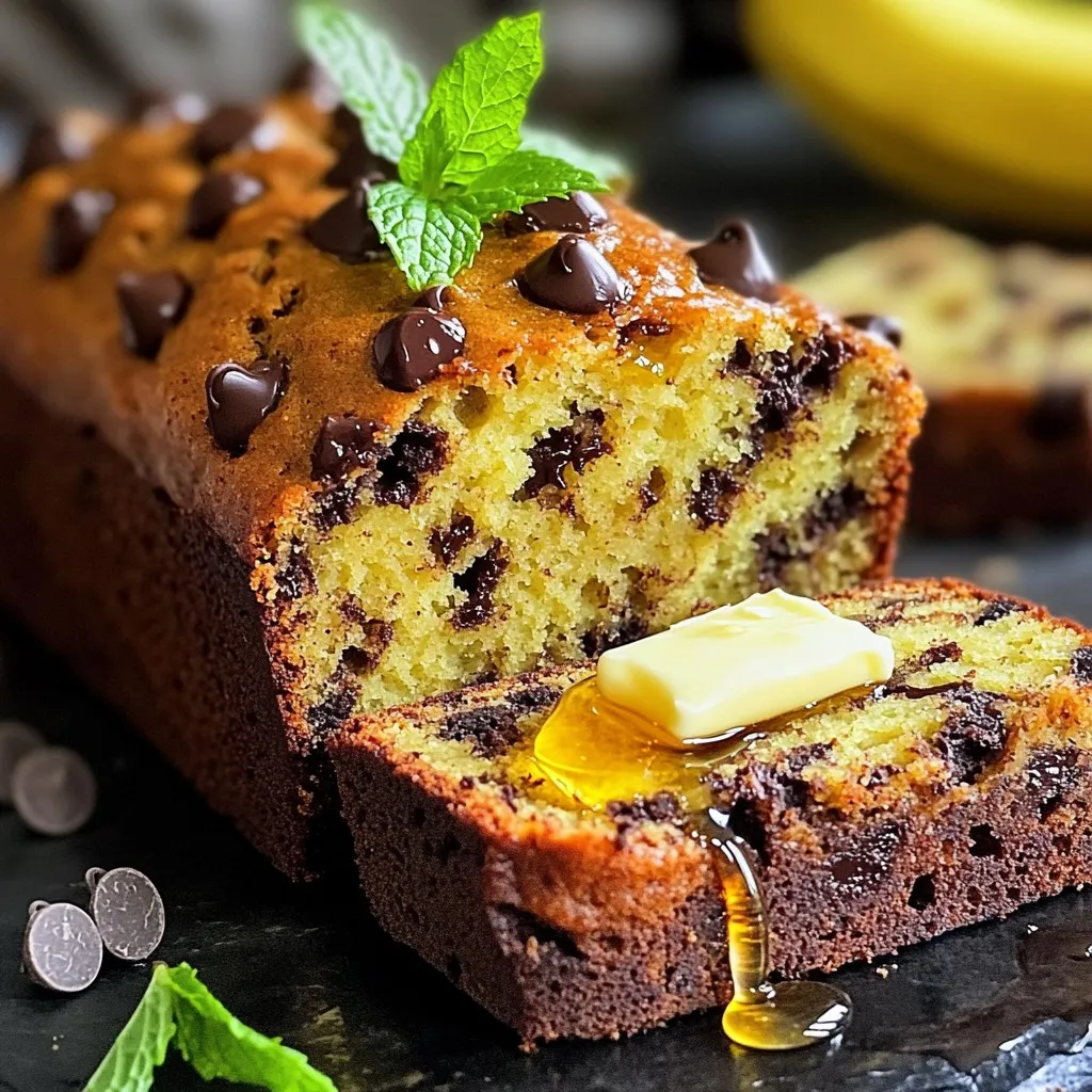 - 3 ripe bananas, mashed - 1/2 cup unsalted butter, melted - 3/4 cup brown sugar, packed - 1 large egg, lightly beaten - 1 teaspoon vanilla extract - 1 teaspoon baking soda - 1/4 teaspoon salt - 1 1/2 cups all-purpose flour - 1/2 cup chocolate chips (semi-sweet or dark) - 1/4 cup chopped walnuts or pecans (optional) Choose bananas with a lot of brown spots. These bananas are sweeter. Overripe bananas work best for baking. If they are too firm, they will not mash well. You can also ripen bananas quickly. Place them in a brown bag for a day or two. Each ingredient plays a key role in banana bread. - Bananas add moisture and natural sweetness. - Butter gives richness and flavor. - Brown sugar adds depth and helps with moisture. - Egg binds the ingredients and adds structure. - Vanilla extract enhances flavor. - Baking soda is the leavening agent that helps the bread rise. - Salt balances sweetness and enhances flavor. - All-purpose flour forms the base and structure of the bread. - Chocolate chips add a sweet and rich treat. - Nuts add crunch and a nutty flavor (optional). Understanding these ingredients helps you create the best banana bread. Each one works together to make a delightful loaf that you will love. Start by preheating your oven to 350°F (175°C). This step is key for an even bake. Next, grab a 9x5 inch loaf pan. You can grease the pan with butter or oil. Alternatively, line it with parchment paper. This makes it easy to remove the bread later. Make sure to cover the entire base and sides well. In a large bowl, mash three ripe bananas. Use a fork for this; it works best. Pour in half a cup of melted unsalted butter. Mix them well until you see no lumps. Add three-quarters of a cup of packed brown sugar. Then, add one beaten large egg and one teaspoon of vanilla extract. Stir these ingredients until they blend nicely. Next, sprinkle one teaspoon of baking soda and a quarter teaspoon of salt over the mixture. Stir it again until the dry ingredients are mixed in. Now, gradually add one and a half cups of all-purpose flour. Fold it gently into the wet mix. Be careful not to overmix; a few lumps are okay. Finally, fold in half a cup of chocolate chips. If you like, you can also add a quarter cup of chopped nuts. Pour the batter into your prepared loaf pan. Smooth the top with a spatula for a nice finish. Place it in the oven and bake for 60 to 70 minutes. Check it by inserting a toothpick into the center. If it comes out clean or with a few moist crumbs, it's ready. Once baked, take it out of the oven. Let the bread cool in the pan for about 10 minutes. Then, transfer it to a wire rack. Allow it to cool completely before slicing. Enjoy the aroma and the taste of your homemade banana bread! To get that perfect bakery-style texture, focus on the mixing method. You want to blend the wet and dry ingredients just enough. Overmixing can lead to dense bread. When you add flour, mix until you no longer see dry flour. This keeps your banana bread light and fluffy. Use ripe bananas, as they add moisture and sweetness. The browner, the better! One common mistake is using cold ingredients. Always use room temperature butter and eggs. Cold ingredients can lead to uneven baking. Another mistake is not measuring flour correctly. Spoon it into the measuring cup and level it off. Too much flour can make your bread dry. Lastly, don’t skip the cooling step. Letting it cool helps set the texture. Presentation makes a big difference! After slicing, serve the banana bread warm. A pat of butter or a drizzle of honey enhances the flavor. For a pop of color, add a sprig of mint on the plate. You can also use a colorful napkin or plate. This simple touch makes it look more inviting. {{image_2}} You can easily make this banana bread vegan. Use plant-based butter or coconut oil instead of regular butter. Replace the egg with a flax egg. To create a flax egg, mix one tablespoon of ground flaxseed with three tablespoons of water. Let it sit for five minutes until it thickens. This swap keeps the bread moist and tasty. To make banana bread gluten-free, swap the all-purpose flour for a gluten-free blend. Look for a blend that includes xanthan gum for the best texture. You can also use almond flour, but this may change the flavor slightly. The bread will still taste great and stay moist. Feel free to get creative with add-ins! Here are some ideas: - Swap chocolate chips for peanut butter chips for a nutty twist. - Add dried fruit like raisins or cranberries for sweetness. - Toss in some shredded coconut for a tropical vibe. - Mix in spices like cinnamon or nutmeg for extra warmth. Customizing your banana bread allows you to match your taste. Enjoy experimenting! To keep your banana bread fresh, store it in an airtight container. This helps keep the bread moist. You can also wrap it tightly in plastic wrap or aluminum foil. If you want to enjoy it later, you can store it in the fridge. However, this may dry it out a bit. I recommend keeping it at room temperature for the best taste. Freezing banana bread is easy. First, let it cool completely. Then, wrap it tightly in plastic wrap. Next, place it in a freezer bag. Label it with the date for easy tracking. When you want to eat it, take it out and let it thaw at room temperature. You can also warm it in the oven for a few minutes. This brings back its lovely, fresh taste. Homemade banana bread lasts about 3 to 4 days at room temperature. If stored in the fridge, it can last a week. However, freezing it can keep it good for up to 3 months. Just remember, the sooner you eat it, the better it will taste. Yes, you can use frozen bananas. Just thaw them first. Frozen bananas work well. They add great flavor and moisture. Always mash them before mixing into the batter. To make banana bread moister, add more ripe bananas. You can also increase the butter slightly. Using brown sugar adds moisture too. Another tip is to avoid overbaking. Check for doneness early to keep it soft. You can use coconut oil instead of butter. It provides a nice flavor. Applesauce is another great choice for a lighter option. It keeps the bread moist without added fat. We explored how to make delicious banana bread. We discussed choosing ripe bananas and their roles in the recipe. I walked you through prepping your pan, mixing the batter, and baking. I shared tips to get a bakery-style texture and avoid mistakes. You learned variations like vegan and gluten-free options. Lastly, we covered how to store your bread for freshness. Now, you can enjoy your homemade banana bread and impress friends. Remember, baking is both fun and rewarding. Happy baking!
