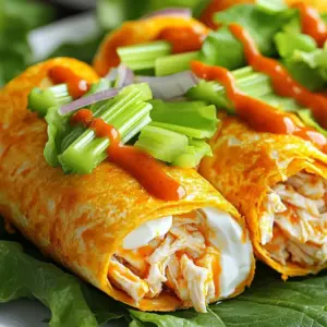 - 2 cups cooked chicken, shredded - 1/4 cup buffalo sauce (adjust to taste) - 1/2 cup shredded cheddar cheese - 1/2 cup cream cheese, softened - 1/4 cup Greek yogurt - 1/4 cup diced celery - 1/4 cup diced green onions - 4 large flour tortillas - 1 tablespoon olive oil - Lettuce leaves for serving - Salt and pepper to taste You can play with these add-ins to make your wraps unique. Try adding: - Avocado slices for creaminess - Jalapeños for extra heat - Sliced pickles for a tangy crunch - Different cheeses like pepper jack or mozzarella If you're looking for gluten-free options, swap the flour tortillas for corn tortillas. For dairy-free wraps, use dairy-free cream cheese and cheese alternatives. You can also replace Greek yogurt with a dairy-free yogurt option. Always check labels to ensure your choices fit your dietary needs. To start, grab a medium bowl. Add 2 cups of shredded chicken to the bowl. Pour in 1/4 cup of buffalo sauce. Mix until the chicken is well coated. You can adjust the sauce for more or less heat. In another bowl, take 1/2 cup of softened cream cheese. Add 1/4 cup of Greek yogurt and mix until smooth. Stir in 1/4 cup of diced celery and 1/4 cup of diced green onions. Season with salt and pepper to taste. Now, lay out 4 large flour tortillas on a flat surface. Spread a generous amount of the cream cheese mixture over each tortilla. Next, top each tortilla with the buffalo chicken mixture. Don’t forget to sprinkle on 1/2 cup of shredded cheddar cheese. Roll each tortilla tightly, folding the sides in as you go. This helps keep all the tasty filling inside. Brush the outside of each wrap with 1 tablespoon of olive oil. This gives them a crispy texture. Preheat your air fryer to 375°F (190°C). Place the wraps in the basket in a single layer. You may need to cook in batches. Air fry for 8-10 minutes. Flip the wraps halfway through cooking for even browning. When they turn golden brown and crispy, they are ready. Let them cool slightly and cut each wrap in half for easier serving. Enjoy with extra buffalo sauce and lettuce leaves on the side. To get the best texture in your wraps, follow a few simple steps. First, use cooked chicken. Shredded chicken works well and mixes easily with the buffalo sauce. Next, brush the outside of each wrap with olive oil. This helps them crisp up nicely. Make sure not to overcrowd the air fryer basket. Leave space between wraps for air to flow and cook evenly. Cook in batches if needed. You can easily change the spice in your wraps. Start with 1/4 cup of buffalo sauce. Mix it with the chicken until well coated. If you want more heat, add more sauce. Taste the mixture before wrapping. You can also add diced jalapeños for extra kick. If you prefer less spice, use a milder sauce. You can even mix buffalo sauce with a little ranch dressing to tone it down. Serve your wraps with a side of extra buffalo sauce for dipping. They also go well with a fresh salad. Try adding lettuce leaves on the side for a crunchy bite. You can serve them with carrot and celery sticks for a healthy crunch. Pair with a cold drink, like lemonade or iced tea, to cool down the heat. {{image_2}} You can swap out the chicken for other proteins. Trying shredded turkey works well. Cooked beef or pork is also a great choice. These options bring new flavors to your wrap. Each protein pairs nicely with buffalo sauce. Buffalo sauce is a classic, but you can mix it up. Barbecue sauce gives a sweet twist. Hot sauce adds more heat if you like spice. A honey mustard blend can make it sweet and tangy. Each sauce changes the wrap's taste, so feel free to experiment. For a vegetarian option, use jackfruit or tofu. Both can soak up flavors well. You can also try chickpeas for a protein boost. For vegan wraps, swap cream cheese for cashew cream. Use vegan yogurt instead of Greek yogurt. These changes keep the wrap tasty and plant-based. After making your air fryer buffalo chicken wraps, you may have some left. To store them, let the wraps cool completely. Then, wrap each one in plastic wrap or foil. Place them in an airtight container. Store in the fridge for up to three days. This keeps them fresh and ready for your next meal. When you want to enjoy your leftover wraps, reheating is easy. Preheat your air fryer to 350°F (175°C). Place the wraps in the basket in a single layer. Heat them for about 5-7 minutes. This method warms them through and keeps them crispy. You can also use a microwave, but the wraps won't be as crispy. If you want to prepare these wraps ahead of time, freezing works well. After cooling, wrap each one tightly in plastic wrap. Then, place the wrapped wraps in a freezer bag. Make sure to press out any air before sealing. These can stay in the freezer for up to three months. When ready to eat, thaw them in the fridge overnight before reheating. This keeps them tasty and fresh for your next meal. No, you should not use raw chicken. This recipe calls for cooked chicken. Using cooked chicken saves time and ensures the wraps cook evenly. You can use leftover chicken or rotisserie chicken for ease. If you have raw chicken, you can cook it first, shred it, and then use it in the recipe. You can make many wraps in an air fryer. Try using different proteins like turkey, beef, or black beans. You can also mix in veggies, cheeses, or sauces. Some popular wraps include BBQ chicken, veggie hummus, or even breakfast wraps with eggs and cheese. The air fryer makes them crispy and tasty. To make the wraps spicier, add more buffalo sauce to the chicken. You can also mix in hot sauce or diced jalapeños. For a milder flavor, use less buffalo sauce and add more cream cheese or Greek yogurt. You can also mix in mild sauces like ranch or honey mustard. Adjust the spice to fit your taste! This blog post covered the key ingredients and step-by-step instructions for making delicious buffalo chicken wraps. You learned how to customize wraps to fit dietary needs and preferences. We explored tips for cooking perfect wraps in an air fryer and shared ideas for variations. Finally, I provided storage advice and answered common questions. With these insights, you can create tasty wraps that suit your tastes and lifestyle. Enjoy the process and make it your own!