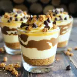 To make No-Bake Cookie Butter Cheesecake Cups, you need simple, tasty ingredients. Here’s the full list: - 1 cup cookie butter - 1 pack (8 oz) cream cheese, softened - 1/2 cup powdered sugar - 1 teaspoon vanilla extract - 1 cup whipped cream (store-bought or homemade) - 1 cup crushed graham crackers - 1/4 cup unsalted butter, melted - Chocolate chips (for garnish) - Crushed cookies (for garnish) Each ingredient plays a key role in creating those rich flavors. The cookie butter brings a sweet, spiced taste. Cream cheese adds a creamy texture. Powdered sugar sweetens the mix perfectly. Vanilla extract gives a warm note. Whipped cream makes it light and fluffy. The graham crackers and butter create a crunchy base. Finally, chocolate chips and crushed cookies add a fun touch on top. When you gather these ingredients, you set yourself up for a fun cooking adventure. Start by melting the butter in a small bowl. Then, crush the graham crackers into small bits. Mix the melted butter with the crushed graham crackers until they stick together. This is the base for our cheesecake cups. Now, take about 2 tablespoons of this mixture and divide it into your serving glasses. Press it down gently to form a solid base. In a larger bowl, add the softened cream cheese and cookie butter. Use an electric mixer to blend them until the mixture is smooth. Next, add the powdered sugar and vanilla extract. Continue mixing until everything is well combined. Now, it's time to fold in the whipped cream. Do this gently to keep the mix light and fluffy. Spoon the creamy cheesecake filling over the graham cracker base in each glass. Fill them generously, but leave a little space at the top. After filling all the glasses, place them in the refrigerator. Let them chill for at least 2 hours so they can set properly. Enjoy this sweet treat! To get the best texture for your cheesecake, start with softened cream cheese. Softening the cream cheese makes it easy to mix. It helps you avoid lumps in your filling. Next, use gentle folding techniques when you add the whipped cream. This keeps the mixture airy and light. Use a spatula to fold instead of stirring. This way, you keep the volume. For a lovely finish, add some chocolate chips on top. They give a nice crunch and sweet touch. Crushed cookies also make a great garnish. You can use any cookie you like. For an eye-catching presentation, serve in clear glasses. It lets everyone see the layers. You can even add a dollop of whipped cream on top for extra flair. Enjoy making these cheesecake cups! {{image_2}} You can make these cheesecake cups even more fun! Try adding peanut butter or Nutella. Just mix in a few tablespoons when you blend the cream cheese. That way, you get extra creaminess and rich flavor. If you want a different taste, swap cookie butter for other spreads. Speculoos or gingerbread spreads work great too. You can even use flavored cream cheese, like chocolate or strawberry. The options are endless! If you need gluten-free options, look for gluten-free graham crackers. They taste just as good! You can also use crushed nuts for the base. For vegan versions, use plant-based cream cheese. You can find dairy-free whipped cream, too. This way, everyone can enjoy this treat without worry. Make it your own with these easy swaps! To store leftover cheesecake cups, first, cover each glass tightly. You can use plastic wrap or a lid. This keeps them fresh and prevents them from drying out. If you have multiple cups, stack them carefully in the fridge. I recommend using airtight containers for the best results. These containers help keep your cheesecake cups safe and tasty. You can keep the no-bake cheesecake cups in the refrigerator for up to five days. After that, the flavors may change, and they might not taste as good. If you’re unsure, always check for any signs of spoilage before enjoying. Keeping them in good storage helps maintain their delightful taste and creamy texture. Yes, you can make these cups ahead of time. I suggest preparing them the day before. They taste even better after sitting overnight. The flavors blend well, and the dessert sets nicely. Just remember to cover them tightly to keep them fresh. If you don't have cookie butter, you can use peanut butter or Nutella. Both options add a rich taste. You can also try almond butter for a nutty flavor. Each substitute offers a unique twist to the cheesecake. You can tell the cheesecake has set when it feels firm to the touch. It should not jiggle when you gently shake it. The surface will also look smooth. After chilling for at least two hours, it’s ready to enjoy! In this post, we covered how to create easy no-bake cheesecake cups. You learned about the key ingredients, like cookie butter and cream cheese. I provided step-by-step instructions for a perfect graham cracker crust and a creamy filling. Tips for texture and serving ideas ensured success. I hope you feel ready to try making these cheesecake cups. They are fun, tasty, and great for sharing. Enjoy the process and get creative with flavors!