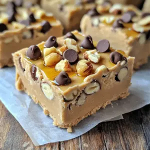 - 1 cup creamy peanut butter - 1 cup rolled oats - ½ cup almond flour - ½ cup honey or maple syrup - 1 teaspoon vanilla extract - ¼ teaspoon salt - ½ cup mini chocolate chips - ¼ cup chopped nuts (optional) Gathering the right ingredients is key. Start with creamy peanut butter. It adds rich flavor and smooth texture. Rolled oats give the bars a hearty feel. Almond flour keeps them gluten-free and adds nutrition. For sweetness, use either honey or maple syrup. Both work well, so choose what you prefer. A splash of vanilla extract enhances the taste. Salt brings out the sweetness, making the flavors pop. Mini chocolate chips add fun and sweetness. They melt just enough to create little pockets of joy. If you want extra crunch, add chopped nuts. They give a satisfying bite and boost nutrition. These ingredients come together to make a tasty treat. Each one plays an important role. You can easily find them in any grocery store. 1. Combining ingredients Start by grabbing a large mixing bowl. Add 1 cup of creamy peanut butter, 1 cup of rolled oats, and ½ cup of almond flour. Pour in ½ cup of honey or maple syrup, 1 teaspoon of vanilla extract, and ¼ teaspoon of salt. Mix them well until you see a thick dough form. 2. Folding in chocolate chips and nuts Now, gently fold in ½ cup of mini chocolate chips. If you like, toss in ¼ cup of chopped nuts. Mix until the chocolate and nuts spread evenly in the dough. 3. Preparing the baking dish Take an 8x8 inch square baking dish. Line it with parchment paper, leaving some paper hanging over the edges. This will help you lift out the bars later. 1. Transferring the dough mixture Next, take your cookie dough mixture and put it into the lined baking dish. Spread it out evenly with a spatula or your hands. 2. Pressing down firmly Press down firmly on the mixture. Make sure it is smooth and even. This step helps the bars hold together well. 1. Refrigerating time Now, place the dish in the refrigerator. Let it chill for at least 30 minutes, or until the bars set nicely. 2. Cutting recommendations Once the bars are set, lift them out using the parchment paper overhang. Cut them into squares or rectangles. Enjoy your easy no-bake treat! To make your no-bake peanut butter cookie dough bars just right, focus on the dough's thickness. You want a dough that is thick but not too dry. If it feels too crumbly, add a bit more peanut butter or honey. This helps bind the ingredients well. Mix the ingredients in a large bowl, starting with the peanut butter. Use a sturdy spoon or spatula to ensure everything blends evenly. Stir until no dry spots remain. This step is key to achieving a smooth texture. You can switch up the sweetness in your bars. Try using maple syrup instead of honey. This gives a unique flavor. For a lower-sugar option, use a sugar substitute like stevia. Feel free to add fun mix-ins! Besides chocolate chips, try dried fruit, or shredded coconut. You can also add different nuts for extra crunch. Just make sure to keep the total amount of mix-ins about ¾ cup. This way, the bars stay firm and delicious. {{image_2}} You can easily change up these bars for fun new flavors. One great idea is to make chocolate peanut butter bars. Just add cocoa powder to the dough. You can use about ¼ cup of cocoa powder. This addition makes a rich chocolate flavor that pairs perfectly with peanut butter. If you want nut-free options, try sunflower seed butter instead of peanut butter. It has a similar taste and keeps the bars creamy. Make sure to double-check other ingredients to ensure they are nut-free. For gluten-free variations, simply swap the rolled oats with certified gluten-free oats. This small change keeps the texture nice while making the bars safe for those with gluten allergies. If you need vegan alternatives, replace honey or maple syrup with agave syrup. This keeps the bars sweet and vegan-friendly. You can also use a plant-based chocolate chip for the mini chocolate chips. These changes let everyone enjoy the bars without worry. Store your No-Bake Peanut Butter Cookie Dough Bars in an airtight container. This keeps them fresh and tasty. You can use a glass or plastic container with a good seal. If you want to keep them longer, the freezer is a great option. Just wrap them tightly in plastic wrap before placing them in the freezer. This helps avoid freezer burn. These bars can last up to a week in the fridge. If you freeze them, they can last up to three months. Be sure to check for any signs of spoilage. If you see any mold or an off smell, it’s best to throw them away. Enjoy these delicious bars while they are fresh! Can I use crunchy peanut butter instead? Yes, you can use crunchy peanut butter. It adds texture and fun. The bars will taste great with crunchy bits. Just keep the same amount as creamy peanut butter. How can I make these bars healthier? You can swap honey with mashed banana for less sugar. Use rolled oats and add seeds like chia or flax. These changes keep the flavor but boost nutrition. What can I substitute for almond flour? You can use oat flour or coconut flour. Both give a nice texture to the bars. If you need it nut-free, stick with oat flour. Are these bars suitable for kids? Yes, these bars are great for kids. They are tasty and full of good ingredients. Plus, they are easy to make together as a family activity. You can make delicious bars with just a few simple ingredients. We covered the key steps: mixing, pressing, and refrigerating. I shared helpful tips for the best texture and ways to customize flavors. You can even adapt these bars for various diets. In the end, these bars are easy to make and fun to tweak. Experiment with your favorite ingredients and enjoy a tasty snack!