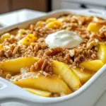 - 4 medium-sized apples, peeled, cored, and sliced - 1 cup rolled oats - 1 cup brown sugar - ½ cup all-purpose flour - 1 teaspoon ground cinnamon - ½ teaspoon nutmeg - ¼ teaspoon salt - ½ cup unsalted butter, melted - ½ cup chopped walnuts or pecans (optional) - 1 cup vanilla yogurt or whipped cream for serving (optional) You need fresh apples for this dish. I like using sweet apples. They add a nice flavor. - 9x13 inch baking dish - Large mixing bowl - Oven - Knife and cutting board - Measuring cups and spoons - Spoon or spatula These tools help you prepare the casserole easily. Having everything ready makes cooking more fun! - Chopped walnuts or pecans - Raisins or dried cranberries - A splash of vanilla extract These add-ins can give your casserole a unique twist. You can mix and match as you like. {{ingredient_image_1}} Start by preheating your oven to 350°F (175°C). This step is key for even baking. While the oven heats up, get your baking dish ready. Grease a 9x13 inch dish with a bit of butter or non-stick spray. Now, let’s prep the apples. Take four medium-sized apples and peel them. Next, core and slice the apples into thin pieces. In a large bowl, mix the sliced apples with ½ cup of brown sugar and 1 teaspoon of cinnamon. Toss the apples well, so they are nice and coated. Spread the apples evenly in the bottom of your greased baking dish. In the same bowl, it’s time to make the crumble topping. Add 1 cup of rolled oats, the remaining brown sugar, ½ cup of all-purpose flour, ½ teaspoon of nutmeg, and ¼ teaspoon of salt. Pour in ½ cup of melted unsalted butter. Mix everything until it becomes crumbly. If you like, stir in ½ cup of chopped walnuts or pecans for extra crunch. Take that delicious crumble mixture and sprinkle it evenly over the apples. Make sure the apples are completely covered. This topping will give your casserole a nice, crispy texture. Place the casserole in your preheated oven. Bake for 30-35 minutes. You’ll know it’s done when the apples are tender, and the top turns golden brown. Once baked, take it out of the oven and let it cool for a few minutes before serving. Enjoy it warm, on its own or with a scoop of vanilla yogurt or whipped cream if you like! Pick apples that are firm and tart. I love using Granny Smith apples. They add a nice zing. You can also mix in sweeter apples like Fuji or Honeycrisp. This blend makes the casserole tasty and well-rounded. Always peel and core your apples. This keeps the texture smooth and soft. The recipe calls for one cup of brown sugar, but you can adjust this. If you prefer less sweetness, cut back to ¾ cup. The apples bring their own natural sugar as they bake. If you want a sweeter taste, add a bit more brown sugar. Just taste as you go along! Spices can make your apple casserole shine. Use ground cinnamon and nutmeg for warmth. You can also add a pinch of allspice or ginger for a twist. Feel free to play with the amounts. A little can go a long way, so start small. You’ll find the perfect balance for your taste! Pro Tips Choose the Right Apples: Use a mix of tart and sweet apples like Granny Smith and Honeycrisp for a balanced flavor. Customize Your Toppings: Add dried fruits like raisins or cranberries for extra texture and flavor in the oat mixture. Let It Cool: Allow the casserole to cool for a few minutes before serving to help it set and enhance the flavors. Serve with a Twist: Try drizzling caramel sauce over the top for an indulgent touch when serving. {{image_2}} You can make this apple casserole gluten-free. Use gluten-free rolled oats instead of regular oats. Replace all-purpose flour with almond flour or a gluten-free flour blend. This keeps the texture nice while making it safe for those with gluten issues. To create a vegan version, swap out the butter for coconut oil or a vegan butter substitute. For the cream, use coconut yogurt or dairy-free whipped cream. These changes keep the dish tasty and plant-based. Want to mix it up? You can add other fruits like pears or berries. Dried fruits, such as raisins or cranberries, add a sweet touch. Just remember to reduce the sugar if you add sweet dried fruits. This gives your casserole extra flavor and texture. To store any leftover Easy Apple Casserole, let it cool down first. Then, place it in an airtight container. This keeps it fresh for up to three days in the fridge. If you have a lot left, you might want to divide it into smaller portions. Reheating is simple. Preheat your oven to 350°F (175°C). Place the casserole in an oven-safe dish. Cover it with foil to keep it from drying out. Heat for about 15-20 minutes. You can also use a microwave. Put a portion in a microwave-safe bowl and heat for one to two minutes. Stir halfway through for even warming. If you want to save some for later, freezing works well. First, let the casserole cool completely. Cut it into portions and wrap each piece tightly in plastic wrap. Then, place them in a freezer bag. This can last for about three months. When you’re ready to eat, thaw it overnight in the fridge, then reheat as mentioned above. Yes, you can use many kinds of apples. Granny Smith apples are tart and crisp. Honeycrisp apples are sweet and juicy. Fuji apples add a nice crunch. Using a mix of apples can give more flavor. Experiment with what you like best! You can add more healthy ingredients. Try using whole wheat flour instead of all-purpose flour. Add extra nuts for protein and healthy fats. You can also mix in some berries for added vitamins. Using less sugar helps too! This dish is great on its own. You can also serve it with vanilla yogurt. Whipped cream adds a sweet touch. Pair it with ice cream for a fun dessert. A scoop of cinnamon ice cream works wonders! It takes about 30 to 35 minutes to bake. You want the apples to be tender and the top golden brown. Keep an eye on it after 30 minutes. You can test it with a fork for doneness. This blog post covered how to make a simple apple casserole. We discussed the key ingredients, tools, and optional add-ins to elevate your dish. I shared step-by-step instructions, helpful tips, and variations for different diets. Storing and reheating the casserole is also simple. Whether you stick to the classic recipe or mix it up, enjoy sharing this treat with others. Happy baking!