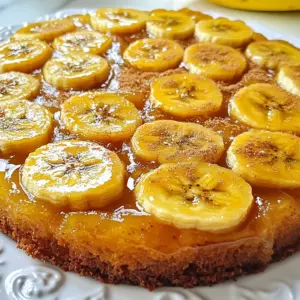 - 3 ripe bananas, sliced - 1/4 cup brown sugar - 1/4 cup unsalted butter - 1 cup all-purpose flour - 1 tsp baking powder - 1/2 tsp baking soda - 1/4 tsp salt - 1/2 cup granulated sugar - 1 large egg - 1/4 cup milk - 1 tsp vanilla extract - 1/2 tsp ground cinnamon - Optional: Whipped cream or vanilla ice cream for serving For this cake, ripe bananas are key. They add natural sweetness and moisture. Look for bananas with brown spots for the best flavor. The brown sugar and butter mixture makes a rich, gooey base. This helps the cake stay moist and gives it a sweet topping when you flip it over. The cake batter is simple yet tasty. It uses all-purpose flour, baking powder, baking soda, and salt for structure. Granulated sugar adds more sweetness. The egg binds the ingredients, while milk and vanilla make it rich. Ground cinnamon adds warmth and depth to the flavor. These ingredients come together to create a delightful dessert. You can enjoy this cake warm or at room temperature. Top it with whipped cream or vanilla ice cream for a special treat! {{ingredient_image_1}} 1. Preheat and Prepare the Cake Pan Set your oven to 350°F (175°C). Grab a 9-inch round cake pan and grease it with cooking spray or butter. This step helps the cake slide out easily later. 2. Make the Topping with Brown Sugar and Butter In a small pot, melt 1/4 cup of unsalted butter and 1/4 cup of brown sugar over low heat. Stir until it bubbles. Pour this mix into your cake pan. Spread it evenly across the bottom. 3. Mixing the Cake Batter In a medium bowl, whisk together 1 cup of all-purpose flour, 1 teaspoon of baking powder, 1/2 teaspoon of baking soda, 1/4 teaspoon of salt, and 1/2 teaspoon of ground cinnamon. In another bowl, beat 1/2 cup of granulated sugar with 1 large egg until light. Mix in 1/4 cup of milk and 1 teaspoon of vanilla extract. Slowly add the dry mix to the wet mix. Stir gently, just until combined. 1. Pouring the Batter Over Bananas Arrange 3 sliced bananas in a circular pattern over the brown sugar mixture in the pan. Then pour the cake batter over the bananas. Spread it out evenly. 2. Baking Time and Temperature Place the cake pan in your preheated oven. Bake for 30 to 35 minutes. You can check if it’s done by inserting a toothpick into the center. If it comes out clean, it’s ready. 3. Cooling and Inverting the Cake Once baked, take the cake out and let it cool in the pan for about 10 minutes. To flip it, place a serving plate over the pan and turn it upside down. Gently lift the pan off. Now, you can see the lovely banana topping. Let it cool completely before slicing. Avoiding Overmixing Mixing the batter is easy, but don’t mix too much. When you combine wet and dry, stop when you see no flour. Overmixing can make the cake tough. A little lumpy batter is okay. It keeps your cake light and fluffy. Ensuring Even Baking For even baking, make sure your oven is at the right temperature. Preheat it to 350°F (175°C). Place the cake pan in the center of the oven. This helps hot air circulate around the cake. Check it at 30 minutes. A toothpick should come out clean when it’s done. Garnishing Ideas To make your cake look great, sprinkle a bit of cinnamon on top. You can also add extra banana slices for color. This small touch makes the cake more appealing. Serving Suggestions with Ice Cream or Whipped Cream Serve your cake warm or at room temperature. Adding a scoop of vanilla ice cream or a dollop of whipped cream makes it special. The cold cream balances the warm cake. Enjoy this treat with family or friends for a happy moment. Pro Tips Use Overripe Bananas: The sweeter and softer the bananas, the better the flavor and texture of your cake. Look for bananas with brown spots for optimal sweetness. Don’t Overmix: When combining the wet and dry ingredients, mix just until incorporated. Overmixing can lead to a tough cake instead of a tender one. Cool Before Inverting: Allow the cake to cool for at least 10 minutes before inverting. This helps the caramelized bananas to set and prevents them from sticking to the pan. Perfect Serving Suggestions: Serve warm with a scoop of vanilla ice cream or a dollop of whipped cream to enhance the flavors and add creaminess. {{image_2}} You can add more flavors to your banana upside-down cake. One great way is by adding nuts or chocolate chips. Chopped walnuts or pecans add a nice crunch. Just fold in about half a cup of nuts before pouring the batter. If you love chocolate, mix in a half cup of chocolate chips for a sweet twist. You can also use other fruits. Pineapple slices work well and give a tropical taste. Try peaches or berries for a fruity mix. Just keep the same baking method and arrange them like the bananas. For gluten-free options, swap all-purpose flour with a gluten-free flour blend. Make sure the blend has a good mix of starches and fibers for the best texture. You might also need to add a bit of xanthan gum to help with the cake’s structure. If you want a vegan version, replace the egg with a flax egg. Mix one tablespoon of ground flaxseed with three tablespoons of water. Let it sit for a few minutes until it thickens. You can also use almond milk or oat milk instead of regular milk. - Best Storage Practices: To store your leftover banana upside-down cake, place it in an airtight container. You can also cover it well with plastic wrap. This keeps the cake moist and fresh. Avoid stacking other items on top of it. - Recommended Duration: The cake stays good for about 3 to 4 days at room temperature. If you want to extend its life, you can refrigerate it. In the fridge, it can last up to a week. - Methods for Keeping the Cake Moist: To reheat, use the microwave. Heat a slice for about 15-20 seconds. This warms it without drying it out. You can also place it in the oven at 350°F (175°C) for about 10 minutes. Cover it with foil to keep it moist. - Serving Leftovers: Serve reheated cake warm. Add a dollop of whipped cream or a scoop of vanilla ice cream on top for a tasty treat. Enjoy it as an easy dessert or snack! Can I use other fruits for the topping? Yes, you can use other fruits! Pineapples and peaches work great. Just slice them thinly. Make sure the fruit is ripe for the best flavor. How do I know when the cake is done baking? To check if the cake is done, use a toothpick. Insert it in the center. If it comes out clean, the cake is ready. If it has wet batter, bake a few more minutes. What can I substitute for eggs in the recipe? You can use applesauce or mashed bananas as an egg substitute. Use 1/4 cup of either for each egg. This keeps the cake moist and tasty. In this blog post, we explored the yummy world of banana upside-down cake. You learned about its main ingredients, how to make it, and tips for perfecting the cake. We also discussed fun variations and how to store and reheat leftovers. This cake is not just delicious; it’s also flexible. Feel free to customize it with your favorite fruits or dietary choices. With this guide, you now have all the tools to bake a tasty treat that will impress everyone! Enjoy making your cake!