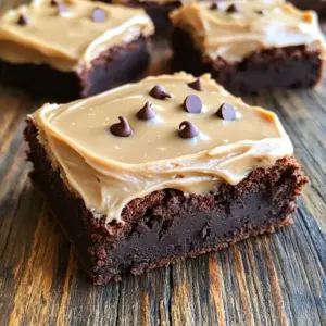 - 1 cup unsalted butter - 2 cups granulated sugar - 4 large eggs - 1 teaspoon vanilla extract - 1 cup all-purpose flour - 1 cup unsweetened cocoa powder - 1 teaspoon baking powder - 1/2 teaspoon salt - 1/4 cup strong brewed coffee (cooled) - 1 cup semi-sweet chocolate chips - 1/2 cup unsalted butter, softened - 2 cups powdered sugar - 1/4 cup brewed coffee (cooled) - 2 tablespoons cocoa powder - 1/2 teaspoon vanilla extract When I create these frosted coffee brownies, I gather my ingredients first. This makes the process smooth and fun. The main star is unsalted butter, which adds richness. Granulated sugar gives sweetness that balances the bitter coffee. I use four large eggs for a moist texture. The vanilla extract brings warmth and depth to the flavor. I always choose all-purpose flour and unsweetened cocoa powder for that perfect brownie base. Baking powder helps the brownies rise just right, while salt enhances all the flavors. Brewed coffee is a key ingredient. It adds a lovely coffee flavor and pairs well with the chocolate. I toss in semi-sweet chocolate chips for extra indulgence. For the frosting, I whip up softened unsalted butter until creamy. Powdered sugar gives it the right sweetness and texture. The cooled brewed coffee adds flavor and moisture, while cocoa powder deepens the chocolate taste. Finally, I mix in a hint of vanilla extract to tie it all together. This combination of ingredients is pure magic! First, preheat your oven to 350°F (175°C). Grease a 9x13-inch baking pan to prevent sticking. Next, melt 1 cup of unsalted butter in a medium saucepan over low heat. Once it’s melted, take it off the heat. Stir in 2 cups of granulated sugar until it’s mixed well. Now, add 4 large eggs one at a time. Mix after each egg to blend them smoothly. Finally, stir in 1 teaspoon of vanilla extract for flavor. In a separate bowl, sift together 1 cup of all-purpose flour, 1 cup of unsweetened cocoa powder, 1 teaspoon of baking powder, and 1/2 teaspoon of salt. This step adds air and helps the brownies rise. Gradually mix these dry ingredients into the wet mixture. Stir gently until just combined. Now, pour in 1/4 cup of cooled brewed coffee and fold in 1 cup of semi-sweet chocolate chips. This gives the brownies a rich flavor. Spread the batter evenly in the prepared pan. Bake for 25-30 minutes. Check for doneness by inserting a toothpick in the center; it should come out with a few moist crumbs. Allow the brownies to cool completely in the pan before frosting them. Oven temperature matters. Preheat to 350°F (175°C) for even baking. Use an oven thermometer if needed. This ensures your brownies bake just right. To check if brownies are done, insert a toothpick in the center. If it comes out with a few moist crumbs, they are ready. Overbaking can lead to dry brownies, so keep an eye on them. For fluffy frosting, start with softened butter. Beat it well until creamy. This helps incorporate air and adds lightness. Next, add powdered sugar slowly. Mix thoroughly to avoid clumps. Adjust sweetness to your taste. If you want a stronger coffee flavor, add more cooled coffee. You can also include a little cocoa powder for extra depth. Slice brownies into squares while they are still in the pan. Use a sharp knife for clean cuts. Wipe the knife with a damp cloth between slices for neat edges. Pair these brownies with a scoop of vanilla ice cream or a dollop of whipped cream. The creaminess balances the rich coffee flavor perfectly. You can also sprinkle some chocolate shavings on top for a fun touch. {{image_2}} You can make your brownies even more exciting with mix-ins. Here are some ideas: - Nuts: Add walnuts or pecans for a crunch. They blend well with the soft brownie. - Chocolate chips: Use dark or white chocolate chips. Each type adds a new flavor twist. Frosting can change the whole taste. Try these alternatives: - Cream cheese frosting: This adds a rich and tangy flavor. It pairs well with coffee. - Ganache topping: Melt chocolate with cream for a smooth finish. This gives a luxurious texture. You can also make these brownies fit special diets. Here’s how: - Gluten-free: Use gluten-free flour alternatives like almond or oat flour. These work well in brownies. - Vegan: Substitute eggs with flaxseed or applesauce. For butter, try coconut oil or vegan butter. These swaps keep the taste delicious. You can keep your frosted coffee brownies at room temperature for a few days. Use an airtight container to keep them fresh. If you want to store them longer, refrigeration works too. Just make sure to wrap them well to avoid drying out. To freeze brownies, cut them into squares first. Place them in a single layer on a baking sheet. Freeze them for about an hour until firm. Then, transfer the squares into an airtight container or a freezer bag. Be sure to label and date the bag. For thawing, take them out and let them sit at room temperature for about 30 minutes. This keeps them soft and tasty. Enjoy your brownies any time! To keep your brownies fresh, store them in an airtight container. Place them at room temperature. This helps maintain their soft texture and rich flavor. If you prefer, you can refrigerate them. Just be aware that cold storage can slightly change their texture. For best results, let them sit at room temperature for a bit before serving. Yes! You can change the coffee flavor to fit your taste. If you want a stronger coffee taste, use a darker brew. For a milder flavor, choose a lighter roast. You can also add coffee extract for extra intensity. Just remember to adjust the amount to avoid overpowering the brownies. Reheating brownies can bring back their warm, gooey goodness. The best method is to use a microwave. Place a brownie on a microwave-safe plate. Heat it for about 10-15 seconds. Check if it’s warm enough. If not, heat for another 5 seconds. You can also use an oven. Preheat it to 350°F (175°C) and bake for about 5-10 minutes. This method helps keep the top crisp while warming the inside. In this post, we explored how to make delicious coffee brownies, from ingredients to storage tips. You learned to mix butter, sugar, eggs, and coffee for batter. We discussed frosting options and ways to customize your treats. Remember, perfect brownies need the right baking time and temperature. Don’t forget to enjoy them with ice cream! With these steps, you’ll create tasty brownies every time. Happy baking and enjoy every bite of your creation!