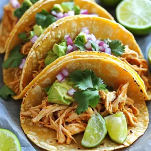 - 1 pound boneless, skinless chicken thighs - 2 tablespoons olive oil - 1 teaspoon ground cumin - 1 teaspoon smoked paprika - 1 teaspoon chili powder - 1 teaspoon garlic powder - 1 teaspoon onion powder - Salt and pepper to taste - 8 small corn tortillas The main ingredients are simple and flavorful. The chicken thighs give the tacos a nice texture. Olive oil helps the spices stick and adds richness. The spices create a warm, smoky flavor. Each one plays a role in making the chicken taste great. - 1 cup fresh cilantro, chopped - 1 cup diced red onion - 1 lime, cut into wedges - 1 avocado, sliced - Pickled jalapeños (optional for garnish) These optional garnishes add freshness and a pop of color. The cilantro brings a bright taste. Red onion provides crunch and sweetness. Lime juice adds acidity, which brightens the dish. Avocado gives creaminess, while jalapeños add heat if you like spice. When it comes to toppings, you can mix and match. Try a drizzle of salsa or some crumbled cheese. You can also add diced tomatoes or radishes for extra crunch. Fresh toppings enhance your tacos and make each bite exciting. Don't be afraid to experiment and find your favorite combination! To start, we need to marinate the chicken. Take a bowl and mix the olive oil, cumin, smoked paprika, chili powder, garlic powder, onion powder, salt, and pepper. This mix adds rich flavors. Next, add the chicken thighs to the bowl. Make sure each piece is coated well. Cover the bowl and let it sit in the fridge. Allow it to marinate for at least 30 minutes. You can also leave it for up to 4 hours for even more flavor. Now, it’s time to cook the chicken. Preheat your grill or skillet over medium-high heat. Take the marinated chicken out of the bowl. Place it on the hot grill or skillet. Cook each side for about 5-7 minutes. You want the chicken to be fully cooked. The juices should run clear. Use a meat thermometer to check the internal temperature. It should reach 165°F (75°C). After cooking, move the chicken to a cutting board. Let it rest for a few minutes. This helps keep it juicy. Use two forks to shred the chicken into bite-sized pieces. While the chicken rests, warm the corn tortillas. You can do this on the grill or in a skillet. Heat them for about 30 seconds on each side. They should be soft and slightly charred. Now for the fun part—assembling the tacos! Take a warm tortilla and add a generous amount of shredded chicken on top. Then, sprinkle diced red onion and chopped cilantro over the chicken. Add sliced avocado for creaminess. If you like a little heat, toss on some pickled jalapeños. Finally, squeeze fresh lime juice over everything. Enjoy your delicious chicken street tacos! Marinating chicken adds great flavor. Start by mixing olive oil, cumin, smoked paprika, chili powder, garlic powder, onion powder, salt, and pepper in a bowl. Add the chicken thighs and coat them well. Cover the bowl and let it sit in the fridge for at least 30 minutes. For more flavor, you can marinate it for up to 4 hours. This makes the chicken juicy and tasty. To get tender chicken, cook it over medium-high heat. Sear each side for 5-7 minutes. This helps to lock in the juices. Check the chicken's internal temperature with a meat thermometer. It should reach 165°F (75°C). Let the chicken rest for a few minutes after cooking. This keeps it moist and easy to shred. Warm your corn tortillas just before serving. You can heat them on a grill or in a skillet. Place each tortilla on the heat for about 30 seconds on each side. This makes them soft and adds a nice char. Warm tortillas make the tacos taste even better. {{image_2}} You can make these tacos spicier. Add chopped fresh chili or a dash of hot sauce. You might like serrano or jalapeño peppers. These peppers add heat and flavor. Try marinating the chicken with chili powder for more spice. Adjust the amount to match your taste. If you want a meatless option, use grilled veggies. Bell peppers, zucchini, and mushrooms work well. You can also use black beans or lentils for protein. Season them with the same spices as the chicken. This keeps the flavors similar and delicious. Toppings can change the flavor of your tacos. Try adding crumbled queso fresco for creaminess. You can also use chopped tomatoes or diced mango for sweetness. A drizzle of creamy chipotle sauce gives a nice kick. Explore different toppings to find your favorite mix. After enjoying your chicken street tacos, you may have some chicken left. To store it, let the chicken cool down first. Then, put it in an airtight container. It will stay fresh for up to four days in the fridge. If you want to keep it longer, freeze it. Just use a freezer bag or container. It can last for up to three months in the freezer. Tortillas can go stale quickly. To keep them fresh, wrap them in plastic wrap or foil. Store them in the fridge for up to a week. For longer storage, place them in the freezer. Just make sure to separate each tortilla with parchment paper. This way, they won’t stick together when you want to use them later. Reheating is easy and quick. For chicken, preheat your oven to 350°F (175°C). Place the chicken on a baking sheet and cover it with foil. Heat for about 10-15 minutes until warm. For tortillas, heat a skillet over medium heat. Warm each tortilla for about 30 seconds on each side. This will bring back their soft texture and make them tasty again. Yes, you can use chicken breast. Thighs have more fat. This makes them juicier and more flavorful. Chicken breast is leaner, so it may dry out faster. If you use breast, watch the cooking time closely. I love serving street tacos with fresh sides. Here are some great options: - Mexican rice for a hearty touch. - Black beans to add protein and fiber. - Corn salad for sweetness and crunch. - Chips and salsa for a fun snack. These sides pair well and add more flavor to your meal. To make chicken street tacos gluten-free, use corn tortillas. Most corn tortillas are gluten-free. Always check the label to be sure. Skip any sauces that contain gluten. You can also make a fresh salsa to add flavor without gluten. To find the best chicken street tacos, check local food blogs or apps. Sites like Yelp or Google Maps offer great reviews. Ask friends or family for their favorite spots too. Often, the best tacos come from small, local taquerias. In this article, we covered the key ingredients for chicken street tacos, along with tasty garnishes. You now know step-by-step instructions for marinating, cooking, and assembling your tacos. I shared important tips to enhance flavor and texture. You learned about exciting variations and how to store leftovers properly. Remember, tasty tacos are easy to make with fresh ingredients and a few simple steps. Enjoy every bite and share with friends!