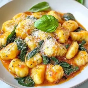 - 1 pound gnocchi (store-bought or homemade) - 2 tablespoons olive oil - 2 cloves garlic, minced - 1 can (14 oz) diced tomatoes, undrained - 3 cups fresh spinach, roughly chopped - 1 teaspoon dried oregano - Salt and pepper to taste - ½ cup grated Parmesan cheese (or a dairy-free alternative) - 1 teaspoon crushed red pepper flakes (for heat) - Fresh basil leaves (for garnish) You can swap gnocchi for pasta if needed. Use canned tomatoes in juice for easy prep. Instead of olive oil, try avocado oil for a different flavor. For a dairy-free option, skip the cheese or use a vegan brand. Fresh spinach can be replaced with frozen spinach; just thaw and drain it well. {{ingredient_image_1}} This dish comes together quickly. You need about 10 minutes to prep and 20 minutes to cook. Gather your ingredients first. This saves time and keeps you organized. 1. Start by heating 2 tablespoons of olive oil in a large skillet over medium heat. 2. Once the oil is hot, add 2 cloves of minced garlic. Sauté it for 30 seconds. You want it fragrant but not burnt. 3. Next, pour in a can of diced tomatoes. Keep the juices for flavor. Stir in 1 teaspoon of dried oregano and crushed red pepper flakes if you like heat. Let this simmer for 5 minutes. 4. While the tomato mix cooks, boil salted water in another pot. Add 1 pound of gnocchi and cook it for 2-3 minutes. The gnocchi is done when it floats. Drain it well and set aside. 5. After 5 minutes, stir in 3 cups of chopped spinach. Let it wilt for about 2 minutes. 6. Now add the cooked gnocchi to the skillet. Mix well with the sauce. Season with salt and pepper to taste. 7. Remove from heat and sprinkle ½ cup of grated Parmesan cheese on top. Stir gently to mix and let the cheese melt slightly. 8. Serve hot! Garnish with fresh basil leaves for a pop of color and flavor. - Prepare the ingredients while the oil heats. This keeps everything flowing. - Start cooking the gnocchi as soon as you add the tomatoes to the skillet. - Timing is key. You want the gnocchi ready when the sauce is done. - If you need extra flavor, add fresh herbs at the end. They brighten up the dish. To cook gnocchi well, use plenty of water. Salt the water well; this adds flavor. Cook the gnocchi until they float. This usually takes 2-3 minutes. Do not overcook them. If you do, they become mushy. Drain them gently and set aside. To boost flavor, add fresh herbs like basil and parsley. They add brightness to the dish. You can also use more garlic for a richer taste. If you like heat, add more crushed red pepper flakes. A splash of balsamic vinegar can deepen the flavor as well. Serve straight from the skillet for a cozy touch. This looks rustic and inviting. For a fancier look, scoop into bowls. Top with extra basil and a drizzle of olive oil. This adds a nice shine and extra flavor. Enjoy your meal with a side of crusty bread to soak up the sauce! Pro Tips Choosing Gnocchi: Opt for fresh gnocchi if possible; it has a lighter texture compared to shelf-stable varieties. Enhancing Flavor: Incorporate fresh herbs like thyme or rosemary to elevate the dish's flavor profile. Serving Suggestions: Pair with a side salad or crusty bread to make a complete meal. Storage Tips: Store leftovers in an airtight container in the fridge for up to 3 days; reheat gently to avoid overcooking the gnocchi. {{image_2}} You can easily boost this dish by adding protein. Chicken is a great choice. Simply cook bite-sized pieces in the skillet before adding garlic. Cook until the chicken is browned. For shrimp, add them just after the tomatoes. They cook quickly and add a nice touch. Both options make this dish more filling and tasty. This recipe is easy to adapt for vegetarians and vegans. To keep it vegetarian, just stick to the original recipe. For a vegan version, swap the Parmesan cheese with a dairy-free alternative. Nutritional yeast can add a cheesy flavor. You can also increase the spinach or add other veggies like bell peppers or mushrooms for more nutrition. If you want a gluten-free meal, choose gluten-free gnocchi. Many brands are available in stores. They taste great and cook similarly to regular gnocchi. Make sure to check the labels for allergens. This way, everyone can enjoy the dish without worry. To keep your Quick Tomato Spinach Gnocchi Skillet fresh, store leftovers in an airtight container. Let the dish cool down at room temperature first. Then, place it in the fridge for up to three days. This keeps the flavors intact. When you're ready to eat the leftovers, reheat gently. You can use the stove or microwave. If using the stove, warm it in a skillet over low heat. Stir occasionally until hot. If using a microwave, heat in short bursts of 30 seconds. Stir in between to avoid hot spots. If you want to save it for later, freezing is a great option. Place the cooled gnocchi skillet in a freezer-safe container. Seal it tightly to prevent freezer burn. This dish can last up to three months in the freezer. To enjoy later, thaw it overnight in the fridge before reheating. You can use store-bought gnocchi or make your own. I often choose store-bought for speed. Look for fresh or frozen gnocchi in the pasta aisle. Fresh gnocchi cooks fast and has a soft texture. Frozen gnocchi works well too; just follow the package instructions. Yes, you can prepare this dish ahead. Cook the gnocchi and sauce, then store them separately. Keep the gnocchi in an airtight container in the fridge. The sauce can also be stored for up to three days. Reheat both before serving. This keeps everything fresh and tasty. Gnocchi cooks fast. Boil them until they float. This usually takes about 2-3 minutes. Once they rise to the surface, they are ready. You can also taste one to check for doneness. If it’s soft, it’s perfect! In this post, we explored the key ingredients for gnocchi, including required and optional items. I shared step-by-step instructions to make it easy. You learned essential tips for perfecting your dish and exciting variations to try. We also discussed how to store leftovers and answered common questions. Remember, making gnocchi can be fun and rewarding. Use these tips to create your own version. Enjoy your cooking and share your delicious gnocchi with friends!
