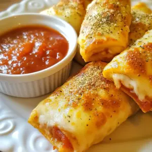 - 1 package of pizza dough (store-bought or homemade) - 1 cup shredded mozzarella cheese - 1 cup sliced pepperoni - 1/2 cup marinara sauce (for dipping) - 1 teaspoon garlic powder - 1 teaspoon Italian seasoning - 1 tablespoon olive oil - Cornmeal (for dusting) These ingredients come together to create a tasty treat. You can use store-bought pizza dough for easy prep. Or, if you like, make your own. The mozzarella cheese melts perfectly, adding a gooey texture. Pepperoni adds that classic pizza flavor. The garlic powder and Italian seasoning give it a lovely aroma. You will also need marinara sauce for dipping. This adds a nice touch to each bite. Olive oil helps the spices stick to the dough and gives it a nice sheen. Cornmeal helps prevent sticking and adds crunch to the bottom. Gather these ingredients, and you are ready to make Cheesy Pepperoni Pizza Roll Ups! {{ingredient_image_1}} 1. Preheat your oven to 400°F (200°C). This step gets the oven hot for nice, crispy roll-ups. 2. On a lightly floured surface, roll out the pizza dough into a rectangle. Aim for about ¼ inch thick. This thickness helps with even cooking. 3. Brush the entire surface of the dough with olive oil. This adds flavor and helps the spices stick. 4. Sprinkle garlic powder and Italian seasoning evenly over the dough. These spices add a great taste. 1. Layer the sliced pepperoni across the dough. Leave a small border around the edges to avoid spills. 2. Sprinkle the shredded mozzarella cheese evenly over the pepperoni. This cheese will melt and bind everything together. 3. Starting from one long side, carefully roll the dough tightly into a log shape. Pinch the edges to seal well. This helps keep the filling inside. 4. Cut the rolled dough into 1 to 1.5-inch sections. These are your individual pizza roll-ups. 1. Arrange the roll-ups on a baking sheet lined with parchment paper. Leave some space between each piece for even cooking. 2. Bake in the preheated oven for about 15-20 minutes. Look for a golden brown color and bubbly cheese. This shows they are done! To make perfect pizza roll-ups, start by preheating your oven to 400°F (200°C). This ensures even cooking and a golden color. - Roll the dough to about ¼ inch thick for the best texture. - Brush the dough with olive oil for flavor and crispiness. - Use garlic powder and Italian seasoning to enhance the taste. When rolling, start from one long side. Roll the dough tightly to keep the filling inside. Pinch the edges well to seal them. This step is key to avoid any leaks during baking. For dipping, choose a good marinara sauce. Some popular brands are Rao’s, Classico, and Prego. These offer great flavors that match well with your roll-ups. Pair your roll-ups with a fresh salad or a light drink like lemonade or soda. This makes a perfect snack or meal combo. One common mistake is overstuffing the roll-ups. Too much filling can cause them to explode in the oven. Stick to a light hand when adding pepperoni and cheese. Another mistake is not preheating the oven properly. If the oven isn’t hot enough, the roll-ups won’t cook evenly. Always check that the oven reaches 400°F before baking. Pro Tips Use Cold Dough: Chilling your pizza dough for about 30 minutes before rolling it out can make it easier to handle and shape. Don’t Overfill: While it’s tempting to stuff the roll-ups with more cheese and pepperoni, overfilling can cause them to burst while baking. Brush with Egg Wash: For an extra golden and glossy finish, brush the tops of the roll-ups with an egg wash (beaten egg with a splash of water) before baking. Experiment with Fillings: Feel free to get creative with your fillings! Try adding veggies like bell peppers or mushrooms, or switch up the cheese for a different flavor. {{image_2}} You can make cheesy pepperoni pizza roll-ups even better with different fillings. Here are some ideas: - Veggie options: Adding bell peppers or mushrooms can make these roll-ups tasty and colorful. Just chop them small and spread them on the dough. - Different cheeses: Try using cheddar or provolone instead of mozzarella. Each cheese brings a new flavor that can surprise your taste buds. If you need to avoid gluten or carbs, don't worry! There are easy swaps: - Using gluten-free pizza dough: Many stores sell good gluten-free dough. It works just like regular dough and tastes great. - Cauliflower crust variation: You can also use cauliflower crust for a low-carb choice. Just make sure to shape it well so it holds the filling. Make your roll-ups unique with some fun flavor changes. Here’s how: - Adding extra spices or sauces: A pinch of red pepper flakes or a drizzle of hot sauce can give your snack an extra kick. Mix in herbs like basil for fresh taste. - Experimenting with different meats: Swap out pepperoni for salami, ham, or even cooked sausage. Each meat adds its own yummy flavor to the roll-ups. These variations can help you create a snack that fits your taste and diet. Get creative and enjoy your cooking! To store your pizza roll-ups, let them cool first. Place them in an airtight container. You can keep them in the fridge for about 3 to 4 days. This keeps the flavors fresh and tasty. For best results, separate layers with parchment paper to avoid sticking. If you want to freeze pizza roll-ups, wrap them tightly in plastic wrap. Then place them in a freezer-safe bag. They can last up to 2 months in the freezer. To enjoy them later, thaw them in the fridge overnight. For reheating, bake in a preheated oven at 350°F (175°C) for about 10-15 minutes. This method keeps them nice and crispy. Fresh pizza roll-ups are warm and soft. The cheese is gooey, and the pepperoni is flavorful. When reheated, they can lose some of that fresh taste. To keep them tasting great, cover them with foil while reheating. This helps retain moisture and flavor. Enjoying them fresh is best, but reheating can still be delicious! If you want to switch up the dough, consider these options: - Puff pastry: This gives a flaky texture. - Flatbreads: Use naan or lavash for quick roll-ups. - Biscuits: Store-bought biscuit dough makes a tasty twist. - Cauliflower crust: A great low-carb choice, too! - Tortillas: Perfect for a fun, crunchy version. These substitutes can change the flavor and texture of your roll-ups. Each option adds its flair! Yes, you can prep these roll-ups in advance! Here’s how: - Assemble the roll-ups: Follow the recipe and cut them, but don’t bake yet. - Store them: Place them on a baking sheet and cover with plastic wrap. Refrigerate for up to 24 hours. - Freeze for later: You can also freeze them. Just wrap each roll-up in foil. When you’re ready to bake, pop them in the oven straight from the fridge or freezer. Add a few extra minutes to the baking time if they're frozen. To check if your roll-ups are ready, look for these signs: - Color: They should be golden brown. - Cheese: It should be bubbly and slightly crispy. - Sound: Gently tap one; it should feel firm. For a precise check, use a food thermometer. The inside should reach 165°F (74°C). Enjoy that cheesy goodness! Making pizza roll-ups is simple and fun. We covered all the steps, from gathering the right ingredients to baking the perfect roll-ups. You learned how to assemble them and avoid common mistakes. Don’t forget the tips for storage and reheating. In the end, this dish is versatile. You can customize it to fit your taste. Whether you prefer classic or gluten-free, pizza roll-ups are a tasty treat. Enjoy experimenting and sharing this dish with friends and family!