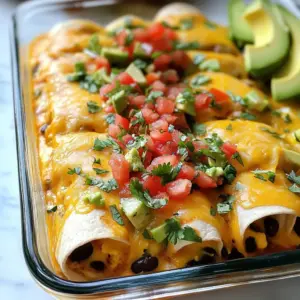 - 6 large corn tortillas - 4 large eggs - 1 cup black beans, rinsed and drained - 1 cup shredded cheddar cheese - 1 cup diced bell peppers (mix of colors) - 1 small onion, finely chopped - 1 teaspoon ground cumin - 1 teaspoon smoked paprika - 1 cup salsa (your choice of spiciness) - 2 tablespoons olive oil - Salt and pepper to taste - Fresh cilantro, chopped for garnish - Avocado slices for serving (optional) Choose fresh corn tortillas for the best texture. They should be soft and pliable. Pick ripe bell peppers to add sweetness and color. For beans, canned black beans work well. Make sure to rinse them to reduce sodium. Use good-quality eggs for creamy texture and flavor. If you don't have corn tortillas, use flour tortillas. They also work great. For cheese, try Monterey Jack or pepper jack for a kick. You can swap black beans for pinto beans or refried beans. If you want no eggs, use tofu for a vegan option. {{ingredient_image_1}} Start by preheating your oven to 375°F (190°C). This step is important. It ensures your enchiladas bake evenly and the cheese melts perfectly. While you prepare the filling, the oven will get hot. In a large skillet, heat two tablespoons of olive oil over medium heat. Add one finely chopped onion and one cup of diced bell peppers. Cook them until they soften, which takes about five minutes. Next, push the veggies to one side of the skillet. Crack four large eggs into the empty side. Scramble them until they are just set. Then, mix in one cup of rinsed black beans, one teaspoon of ground cumin, one teaspoon of smoked paprika, salt, and pepper. Stir everything until heated through, and then remove it from heat. Warm six large corn tortillas in the microwave for about 30 seconds. This makes them easier to roll. On each tortilla, add a generous scoop of the egg and bean mixture. Sprinkle a little cheddar cheese on top. Roll each tortilla tightly and place them seam-side down in a greased baking dish. Once all the enchiladas are in the dish, pour one cup of your favorite salsa evenly over them. Then, sprinkle the remaining cheddar cheese on top. Place the baking dish in the preheated oven. Bake for 20 to 25 minutes. Look for bubbly, melted cheese. After baking, take the dish out of the oven. Let it cool for a few minutes. Garnish your enchiladas with fresh chopped cilantro. You can also serve them with avocado slices on the side for extra flavor and creaminess. Enjoy your meal! To make great scrambled eggs, use fresh eggs. Crack four large eggs into a bowl. Whisk them gently with a fork. Add a pinch of salt and pepper to taste. Heat a non-stick skillet over medium heat. Add a little olive oil to coat the pan. Pour in the eggs and let them sit for a few seconds. Stir slowly with a spatula for soft, fluffy eggs. Remove them from heat when they are just set. This keeps them creamy and tasty. Spices can transform your breakfast enchiladas. Use ground cumin and smoked paprika for a warm, smoky taste. Just one teaspoon of each is enough. Mix them into the egg and bean filling. You can also try adding a pinch of chili powder for extra heat. Fresh herbs like cilantro can brighten the dish. Sprinkle them on top before serving. Making enchiladas ahead is easy. Prepare the filling and assemble the enchiladas. Place them in a baking dish. Cover with plastic wrap and refrigerate for up to 24 hours. When ready to cook, just remove the wrap. Pour salsa and cheese on top, then bake. You can enjoy delicious enchiladas any day! Pro Tips Use Fresh Ingredients: Fresh vegetables and herbs enhance the flavor of your enchiladas, making them more vibrant and delicious. Customize Your Heat: Adjust the spiciness of your salsa to suit your taste; try a mild salsa for kids or a hot one for a spicy kick. Make Ahead: You can prepare the filling a day in advance and store it in the fridge to save time in the morning. Experiment with Cheeses: Try using different types of cheese like pepper jack or queso fresco for a unique twist on flavor. {{image_2}} You can make breakfast enchiladas vegetarian by skipping the eggs and meat. Use more beans instead. Add ingredients like spinach, mushrooms, or zucchini. These veggies add flavor and texture. You can also swap cheese for a plant-based option. This keeps it tasty and friendly for all diets. For protein, you can use cooked chicken or sausage. Shred leftover chicken and mix it in. You can also use cooked ground sausage for a hearty bite. If you want a simple option, diced ham works too. Just remember to cook your protein first. This keeps the flavors balanced and rich. To adjust the spice level, choose mild or hot salsa. If you like more heat, add jalapeños or chili powder to your filling. For a milder taste, use sweet bell peppers. You can also top with sour cream or Greek yogurt to cool it down. This way, everyone can enjoy their meal just the way they like it. After enjoying your breakfast enchiladas, you may have some left. To store them, place the enchiladas in an airtight container. Make sure they cool down first. This keeps them fresh for up to three days in the fridge. If you want to keep them longer, freezing is a great option. For freezing, wrap each enchilada tightly in plastic wrap. Then, place them in a freezer-safe bag or container. Label the bag with the date. They can stay in the freezer for up to three months. When ready to eat, you can defrost them in the fridge overnight. To reheat, you have a few options. You can use the microwave for quick results. Place the enchiladas on a plate and cover them with a damp paper towel. Heat them for about 1-2 minutes. For a crispier texture, use the oven. Preheat it to 350°F (175°C) and bake for 15-20 minutes. This method melts the cheese and warms the filling nicely. Enjoy your delicious breakfast enchiladas again! Yes, you can use flour tortillas. Flour tortillas are softer and easier to roll. They do change the flavor and texture a bit. Corn tortillas are more traditional for enchiladas. If you like a chewy texture, stick with corn. If you prefer soft, use flour. You can serve many sides with breakfast enchiladas. Consider fresh fruit for a sweet touch. A simple green salad adds crunch. You might enjoy some crispy hash browns for texture. Salsa and guacamole also pair well. Choose toppings based on your taste. Breakfast enchiladas stay fresh for about 3-4 days in the fridge. Store them in an airtight container. This keeps them from drying out. If they last longer than that, they may spoil. Always check for any off smells or colors before eating. Yes, you can make enchiladas without eggs. Use a mix of beans, cheese, and veggies instead. Spinach or mushrooms make great additions. You can also add tofu for protein. This keeps the dish flavorful and satisfying without eggs. In this post, we explored the key ingredients for perfect enchiladas. We covered selection tips, substitutes, and step-by-step instructions, from preheating the oven to garnishing. We shared useful tips for making eggs, enhancing flavors, and prepping ahead. Variations included vegetarian options, different proteins, and spice levels. Lastly, we provided storage and reheating advice. Making enchiladas can be fun and easy. Use these tips to create delicious meals. Enjoy your cooking!