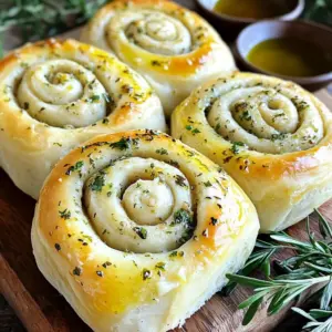 To make your herb and garlic swirl rolls, gather these key ingredients: - 4 cups all-purpose flour - 1 packet (2 ¼ teaspoons) instant yeast - 1 tablespoon sugar - 1 teaspoon salt - 1 cup warm water (about 110°F) - ¼ cup olive oil - 4 cloves garlic, minced - 2 tablespoons fresh parsley, chopped - 2 tablespoons fresh rosemary, chopped - 1 tablespoon fresh thyme, chopped - ½ cup unsalted butter, softened - 1 teaspoon garlic powder - Freshly cracked black pepper, to taste These ingredients work together to create a soft, flavorful roll that everyone will love. You can add more flavor to your rolls with these optional ingredients: - Grated Parmesan cheese - Chopped sun-dried tomatoes - A pinch of red pepper flakes Adding any of these will give your rolls a unique twist. If you are missing any of the main ingredients, here are some common substitutions: - For all-purpose flour, use bread flour for a chewier texture. - Swap olive oil with melted coconut oil or any neutral oil. - Use dried herbs instead of fresh; just reduce the amount by a third. These substitutions can still give you great rolls, so don’t worry if you lack some items! To start, grab a large mixing bowl. Pour in one cup of warm water. Add one tablespoon of sugar and a packet of instant yeast. Let this sit for about five minutes. You will see it become frothy. This means the yeast is alive and ready. Next, mix in a quarter cup of olive oil and one teaspoon of salt. Gradually add in four cups of all-purpose flour. Stir until a dough forms. Now, take the dough out and place it on a floured surface. Knead the dough for eight to ten minutes. You want it smooth and elastic. Once done, place it in a greased bowl. Cover it with a clean kitchen towel. Let it rise in a warm spot for about one hour. It should double in size. While the dough rises, prepare the filling. In a bowl, mix half a cup of softened unsalted butter. Add four minced garlic cloves, two tablespoons each of chopped parsley, rosemary, and one tablespoon of thyme. Sprinkle in one teaspoon of garlic powder and some freshly cracked black pepper. Mix all these ingredients until well combined. This filling adds a burst of flavor to the rolls. After the dough has risen, punch it down. Roll it out on a floured surface into a rectangle, about a quarter inch thick. Spread the garlic herb filling evenly over the dough. Make sure to cover the edges. Now, starting from one long end, roll the dough tightly into a log. Pinch the edges to seal. Cut the log into about twelve equal pieces. Place them in a greased baking dish, cut side up. Cover the dish with the towel and let the rolls rise for another 30 to 40 minutes. While waiting, preheat your oven to 375°F (190°C). Bake the rolls for 20 to 25 minutes. They should turn golden brown on top. Once baked, let them cool slightly before serving. These rolls pair well with a sprinkle of fresh herbs and a bowl of olive oil for dipping. To make great rolls, start with warm water. It should be about 110°F. This warmth helps the yeast grow. Mix the yeast and sugar with water and wait for five minutes. You want a frothy mix. When you add flour, do it slowly. The dough should feel soft but not sticky. Knead it for about 10 minutes. It should spring back when you poke it. You can change the flavor of your rolls easily. Add cheese for a creamy twist. Try mozzarella or cheddar for a rich taste. For a spicy kick, add red pepper flakes to the garlic mixture. You can also mix in sun-dried tomatoes or olives. These extras make your rolls unique and tasty. Serve your herb and garlic swirl rolls warm. Lay them on a rustic wooden board. You can garnish with fresh herbs like parsley or thyme. A small bowl of olive oil on the side is perfect for dipping. These rolls make a great side for soups or salads. Enjoy them at dinner or as a snack. {{image_2}} You can easily add cheese to these rolls for extra flavor. Choose your favorite cheese, like mozzarella or cheddar. After spreading the garlic herb filling, sprinkle a layer of cheese before rolling the dough. The cheese melts and creates a tasty, gooey center. This variation adds a rich flavor that kids and adults will love. To make these rolls vegan, swap the butter with a plant-based spread. Use almond or coconut milk instead of regular milk. You can also replace the honey with maple syrup or agave. The herbs and garlic still keep the rolls flavorful. These vegan rolls are perfect for anyone looking to enjoy a plant-based treat. If gluten is a concern, you can try gluten-free flour blends. Look for a mix that includes xanthan gum for better texture. Follow the same steps in the recipe, but be mindful of the dough's consistency. Gluten-free dough can be stickier. With the right flour, you can enjoy similar tasty rolls without gluten. To keep your herb and garlic swirl rolls fresh, let them cool first. Once cooled, place them in an airtight container. If you have a lot of rolls, wrap them in plastic wrap or foil. Store them at room temperature for one day. If you want to keep them longer, refrigerate them for up to three days. The best way to reheat these rolls is in the oven. Preheat your oven to 350°F (175°C). Place the rolls on a baking sheet. Cover them with foil to keep them soft. Heat for about 10-15 minutes. This method brings back their warm, fluffy texture. You can also use the microwave. Just heat for about 15-20 seconds. But keep in mind, the rolls may get a bit chewy. Freezing is a great option for these rolls. After they cool completely, wrap each roll tightly in plastic wrap. Then, place them in a freezer bag. Make sure to squeeze out as much air as possible. You can freeze them for up to three months. When you're ready to enjoy, thaw them in the fridge overnight. Reheat them in the oven as mentioned before, and they’ll taste fresh! Yes, you can make the dough ahead. After mixing, let it rise as usual. Then, instead of baking, cover it well and place it in the fridge. It can stay there for up to 24 hours. When ready to bake, let it come to room temperature before rolling it out. This saves time and gives you fresh rolls when needed. You can tell the rolls are done by their color and sound. They should be golden brown on top. Tap the bottom gently; it should sound hollow. If you have a food thermometer, check the inside. It should read 190°F (88°C). This ensures they're cooked through and safe to eat. These rolls pair well with many dishes. Serve them warm with a bowl of olive oil for dipping. They also complement soups, salads, or a hearty stew. For a special touch, add a side of roasted vegetables or a fresh herb salad. Enjoy these rolls with your favorite meal for a cozy experience! You learned how to make tasty herb and garlic swirl rolls. We covered key ingredients, step-by-step instructions, and helpful tips for perfect rolls. I shared fun flavor variations and storage tips for leftovers. Making these rolls is easy and fun, allowing you to impress anyone at your table. Enjoy experimenting with different flavors, and remember the simple steps to achieve the best rolls. Happy baking with herb and garlic swirl rolls in your kitchen!