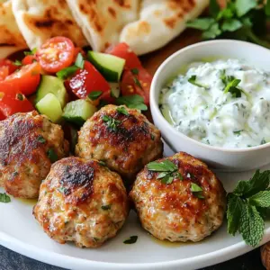 To make Greek chicken meatballs, you need a few simple ingredients. Here&rsquo;s the list: - 1 lb ground chicken - 1/2 cup breadcrumbs - 1/4 cup grated Parmesan cheese - 1/4 cup finely chopped red onion - 2 cloves garlic, minced - 1/4 cup fresh parsley, chopped - 1/4 cup fresh mint, chopped - 1 large egg - 1 teaspoon dried oregano - 1 teaspoon salt - 1/2 teaspoon black pepper - 1/4 teaspoon cayenne pepper (optional for heat) - 2 tablespoons olive oil (for frying) These ingredients blend well to give your meatballs a fresh and tasty flavor. The ground chicken provides a light base. The breadcrumbs help with the texture. Adding Parmesan gives a salty twist. Fresh herbs like parsley and mint add a burst of brightness. Garlic and onion bring depth to each bite. If you want some heat, cayenne pepper works great. Olive oil helps to cook the meatballs perfectly and adds a nice richness. {{ingredient_image_1}} - In a large bowl, combine 1 pound of ground chicken with 1/2 cup of breadcrumbs. - Add 1/4 cup of grated Parmesan cheese, 1/4 cup of chopped red onion, and 2 minced garlic cloves. - Mix in 1/4 cup of fresh parsley, 1/4 cup of fresh mint, and 1 large egg. - Sprinkle in 1 teaspoon of dried oregano, 1 teaspoon of salt, 1/2 teaspoon of black pepper, and 1/4 teaspoon of cayenne pepper if you want heat. - Use your hands or a spoon to mix everything well. - Cover the bowl and chill the mixture in the refrigerator for about 30 minutes. This helps the flavors blend and makes shaping easier. - Preheat a large skillet over medium heat and add 2 tablespoons of olive oil. - While the oil heats, shape the chicken mixture into small meatballs, about 1 to 1.5 inches wide. - Carefully place the meatballs in the skillet. Cook in batches if needed to avoid crowding. - Cook them for about 5 to 7 minutes on each side. You want them golden brown and cooked through. - Serve your warm meatballs with tzatziki sauce for a cool contrast. - Pair them with warm pita bread for a delightful bite. - Add a fresh salad of tomatoes, cucumber, and feta to round out the meal. To make great Greek chicken meatballs, mix ingredients well. Use your hands for an even blend. This helps every bite be tasty. After mixing, cover the bowl and chill for 30 minutes. This resting time helps the flavors blend together. It also makes the mixture easier to shape. Cooking meatballs just right gives them a golden brown color. Preheat your skillet to medium heat. Add olive oil and wait until it's hot. Place the meatballs gently in the skillet. Avoid overcrowding; cook in batches if needed. Cook each side for 5-7 minutes. The meatballs should be golden brown when done. Want to boost flavor? Adjust the seasoning to your liking. You can add more salt or pepper for extra taste. Consider adding spices like cumin or coriander for a twist. Fresh herbs like dill or basil can also change the flavor. If you like heat, add cayenne pepper for a kick. Pro Tips Chill the Mixture: Letting the meatball mixture rest in the refrigerator for at least 30 minutes helps the flavors meld and makes shaping easier. Use Wet Hands: Dipping your hands in water before shaping the meatballs can help prevent the mixture from sticking to your hands. Don&rsquo;t Overcrowd the Pan: Cooking the meatballs in batches allows for even cooking and prevents steaming, ensuring they get that nice golden brown color. Check for Doneness: To ensure the meatballs are fully cooked, use a meat thermometer; they should reach an internal temperature of 165&deg;F (74&deg;C). {{image_2}} You can easily swap ground chicken for turkey or beef. This change gives a different taste and texture. If you need a gluten-free option, use gluten-free breadcrumbs. This keeps the meatballs safe for those with gluten allergies. To spice things up, add cumin or coriander. These spices give a warm and rich flavor. You might also try different herbs. Basil or dill can change the flavor profile nicely. If you want a healthier option, bake the meatballs instead of frying. Preheat your oven to 400&deg;F and place the meatballs on a lined baking sheet. Bake for about 20 minutes. Grilling is another great method. It adds a nice char and smoky flavor. Just make sure to oil the grill to prevent sticking. To keep your Greek chicken meatballs fresh, store them in an airtight container. Place a paper towel at the bottom to absorb any moisture. This helps prevent sogginess. You can refrigerate them for up to three days. For longer storage, freeze the meatballs. Lay them on a baking sheet and freeze for an hour. Once firm, transfer them to a freezer bag. They can last up to three months in the freezer. When reheating, avoid drying out the meatballs. The best way is to use the oven. Preheat your oven to 350&deg;F. Place the meatballs on a baking sheet and cover them with foil. Heat for about 15-20 minutes. You can also use the microwave. Place them in a microwave-safe dish and cover with a damp paper towel. Heat in short bursts of 30 seconds, checking until warmed through. Greek chicken meatballs can stay fresh in the fridge for about three days. In the freezer, they can last up to three months. Look for signs of spoilage, such as off smells or a change in color. If they feel sticky or slimy, it's best to toss them. Always trust your senses when it comes to food safety. To ensure your Greek chicken meatballs are safe to eat, check the internal temperature. They should reach at least 165&deg;F (75&deg;C). You can use a meat thermometer to check this. Insert it into the center of a meatball. If it reads 165&deg;F or higher, your meatballs are done. This keeps them juicy and safe. Yes, you can make Greek chicken meatballs ahead of time. Mix the ingredients and form the meatballs. Then, cover and refrigerate them for up to 24 hours. This saves you time on a busy day. You can also freeze them. Just place them in a single layer on a baking sheet. Once frozen, transfer them to a freezer bag. They will last for about three months. When ready to cook, thaw overnight in the fridge before frying. Tzatziki sauce is the classic choice for Greek chicken meatballs. It adds a cool and creamy touch. You can also try a simple tomato sauce or a yogurt-based dip. For a twist, serve with a spicy harissa sauce. Each of these options enhances the flavors of the meatballs. You can pair these sauces with warm pita bread for a complete meal. To sum up, we explored how to make delicious Greek chicken meatballs. We covered key ingredients, step-by-step cooking, and serving ideas. I shared tips for mixing and cooking techniques to enhance flavor. You can also try fun variations like using turkey or baking instead of frying. Store your leftovers properly for best results. With these insights, you can create a tasty meal everyone will love. Enjoy experimenting with flavors and techniques in your kitchen!