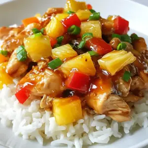 To make Sweet Hawaiian Crockpot Chicken, gather these simple ingredients: - 2 lbs boneless, skinless chicken thighs - 1 cup pineapple chunks (fresh or canned) - 1 cup diced bell peppers (red and orange for color) - 1/2 cup red onion, diced - 1/4 cup low-sodium soy sauce - 1/4 cup honey - 2 tablespoons apple cider vinegar - 1 tablespoon garlic, minced - 1 teaspoon ginger, minced - Salt and pepper to taste - 2 green onions, sliced (for garnish) - Cooked jasmine rice (for serving) These ingredients combine to create a flavorful and sweet dish that your family will love. You can easily swap ingredients to match your taste or what you have on hand. - Chicken: Use chicken breasts for a leaner option. - Pineapple: If you dislike pineapple, try mango or peach for a different flavor. - Bell Peppers: Any color bell pepper works well. Yellow or green can be fun too. - Soy Sauce: For a gluten-free option, use tamari sauce. - Honey: Agave syrup or maple syrup can replace honey if you prefer. These swaps keep the dish tasty while fitting your needs. Choosing fresh produce makes your dish even better. Here are some quick tips: - Pineapple: Look for a sweet smell and firm skin. Avoid any soft spots. - Bell Peppers: Choose firm peppers with bright colors. Avoid wrinkled skin. - Red Onion: Pick onions that feel heavy for their size and have shiny skin. Fresh produce enhances flavor and makes your meal shine. {{ingredient_image_1}} First, grab 2 pounds of boneless, skinless chicken thighs. Place them at the bottom of your crockpot. This gives them a nice base. Lightly season the chicken with salt and pepper. This step adds flavor and helps the chicken taste better. Next, you will mix the sauce and vegetables. In a mixing bowl, combine 1 cup of pineapple chunks, 1 cup of diced bell peppers, and 1/2 cup of diced red onion. The colors make it look great! Add 1/4 cup of low-sodium soy sauce and 1/4 cup of honey. These make the sauce sweet and salty. Then, pour in 2 tablespoons of apple cider vinegar. This adds a nice tang. Don&rsquo;t forget 1 tablespoon of minced garlic and 1 teaspoon of minced ginger. These spices give your dish depth. Mix everything well until combined. Now, pour this mixture over the chicken thighs in the crockpot. Make sure the chicken is well-coated with the sauce and veggies. This step is key for great flavor. Cover the crockpot. You can choose to cook on low for 6-7 hours or on high for 3-4 hours. Cooking it on low makes the chicken tender and juicy. If you use high, check it after 3 hours. The chicken should shred easily when it&rsquo;s done. Once cooked, shred the chicken with two forks. Mix it back in with the sauce and veggies. Taste your dish and adjust the seasoning if needed. If you like a thicker sauce, let it cook uncovered for an extra 30 minutes on high. Serve the sweet Hawaiian chicken over jasmine rice and garnish with sliced green onions. Enjoy your meal! To make the best Sweet Hawaiian Crockpot Chicken, every ingredient matters. The sweet pineapple balances the savory soy sauce. Use fresh pineapple for a brighter taste. The bell peppers add crunch and color. Mix red and orange peppers for a fun look. Honey adds sweetness, so adjust it to your taste. If you want a tangy twist, add more apple cider vinegar. If your sauce is too thin, don&rsquo;t worry. You can easily thicken it. After cooking, remove the lid and let it cook on high for 30 minutes. This helps the sauce reduce. If you want a quicker fix, mix a bit of cornstarch with water. Stir it into the sauce and let it cook for 10 more minutes. This will give you a nice, thick sauce. Serving this dish is simple and fun. Start with a bed of fluffy jasmine rice. The rice soaks up the tasty sauce. You can also add a side of steamed veggies for color and nutrition. Top the chicken with sliced green onions for a fresh crunch. If you want a special touch, serve it in a pineapple boat. It looks great and tastes amazing! Pro Tips Use Fresh Ingredients: Whenever possible, opt for fresh pineapple and colorful bell peppers to enhance the dish's flavor and presentation. Marinate for Extra Flavor: If you have time, let the chicken marinate in the soy sauce and honey mixture for a couple of hours before cooking for deeper flavors. Consider Serving Options: Try serving the chicken in lettuce wraps or over quinoa for a fun twist on the classic rice base. Adjust Sweetness to Taste: Depending on your preference, feel free to adjust the amount of honey or soy sauce to create the perfect balance of sweet and savory. {{image_2}} You can boost the nutrition and flavor of your Sweet Hawaiian Crockpot Chicken by adding extra vegetables. Consider using carrots, snap peas, or zucchini. Chop them into small pieces. These will cook well with the chicken and sauce. For a colorful dish, try adding corn or broccoli. These veggies bring great texture and taste. You can mix and match based on what you have at home. Just remember to adjust your cooking time slightly. Thicker veggies may need a little more time to soften. While chicken thighs work well, you can also use chicken breasts. They are leaner and cook fast. Just be careful not to overcook them. You want them juicy, not dry. If you want a different protein, try pork or tofu. Both will soak up the sweet sauce. Make sure to adjust the cooking time for these options. Pork may need longer, while tofu cooks quickly. You can easily make this dish gluten-free. Use tamari instead of soy sauce. It has a similar taste but is gluten-free. Always check the label to be sure. For a low-carb version, serve the chicken over cauliflower rice instead of jasmine rice. This swap gives you a light meal without losing flavor. You can also skip the honey or reduce the amount for fewer carbs. These variations not only change the dish but also let you use what you have. Enjoy making it your own! To keep your Sweet Hawaiian Crockpot Chicken fresh, let it cool first. Place it in an airtight container. Make sure to store it in the fridge. It will stay good for about 3 to 4 days. Always label the container with the date. This helps you track how long it's been stored. If you want to freeze some of your leftovers, you can do that too! After cooling, place the chicken in freezer-safe bags. Try to squeeze out as much air as you can. This will prevent freezer burn. You can freeze it for up to 3 months. When you're ready to eat, just thaw it in the fridge overnight. When it&rsquo;s time to enjoy your leftovers, you can reheat them easily. The best way is to use the microwave. Place the chicken in a microwave-safe dish and cover it with a lid. Heat it for 2-3 minutes, stirring halfway through. You can also reheat it on the stove. Use a pan over low heat, stirring gently until warm. Serve it hot over jasmine rice for a delicious meal! Yes, you can use chicken breasts in this recipe. Chicken breasts will cook faster than thighs. They will still be juicy if cooked correctly. Check for doneness at 165&deg;F. If using breasts, keep an eye on the cooking time. You may want to reduce the cooking time by one hour on low heat. You can store leftovers in the fridge for up to four days. Make sure to place them in an airtight container. This helps keep the chicken fresh and tasty. If you want to keep it longer, consider freezing it. Frozen chicken can last up to three months. Just remember to label the container with the date. Yes, you can make this recipe in an instant pot. Use the saut&eacute; function first to brown the chicken. Then, add your sauce and veggies. Seal the lid and cook on high pressure for about 10-12 minutes. Allow the steam to release naturally for about five minutes before opening. This method speeds up the cooking time but keeps all the flavors intact. This blog post covered everything you need for Sweet Hawaiian Crockpot Chicken. We discussed the key ingredients and how to choose fresh produce. I shared step-by-step instructions for making the dish. You also learned helpful tips for flavor and variations. Lastly, I provided storage info and answered common questions. I hope you feel ready to try this recipe. Enjoy the sweet and savory flavors that make this dish a crowd-pleaser!