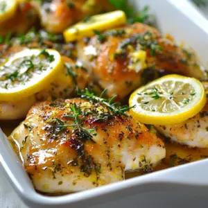 - 4 boneless, skinless chicken breasts - 2 large lemons (one for zest and juice, one sliced) - 4 cloves garlic, minced - 3 tablespoons olive oil - 2 teaspoons fresh thyme (or 1 teaspoon dried thyme) - 2 teaspoons fresh rosemary (or 1 teaspoon dried rosemary) - 1 teaspoon salt - &frac12; teaspoon black pepper - Fresh parsley, chopped (for garnish) - Additional lemon slices Lemon Baked Chicken starts with simple, fresh ingredients. I love using boneless, skinless chicken breasts because they cook evenly and stay moist. Fresh lemons are key. They add zest, juice, and slices that brighten the dish. The zest gives a strong flavor that makes each bite pop. For the marinade, I use garlic, olive oil, thyme, rosemary, salt, and black pepper. These seasonings blend well. They create a savory taste that pairs perfectly with the lemon. The garlic adds depth while the herbs bring a fresh aroma. When serving, I like to sprinkle fresh parsley on top. It adds a vibrant green color and a hint of freshness. Adding extra lemon slices on the side makes the dish look pretty and inviting. You can pair this chicken with steamed veggies or a light salad for a nice meal. This dish is easy to make, and it always impresses! {{ingredient_image_1}} - First, preheat your oven to 400&deg;F (200&deg;C). This ensures even cooking. - In a small bowl, combine the zest and juice of one lemon, minced garlic, olive oil, thyme, rosemary, salt, and pepper. This mixture makes a tasty marinade. - Next, take the chicken breasts and place them in a baking dish. Pour the marinade over the chicken. Make sure each piece is well coated. - It&rsquo;s best to let the chicken marinate for at least 15 minutes. You can also refrigerate it for up to 2 hours. This extra time adds flavor. - After marinating, place sliced lemon on top of the chicken. This adds a fresh taste while cooking. - Bake the chicken in the oven for 25-30 minutes. Check for an internal temperature of 165&deg;F (75&deg;C). The juices should run clear when it&rsquo;s done. To make your chicken burst with flavor, marinate it well. Use a mix of lemon zest, juice, olive oil, garlic, thyme, rosemary, salt, and pepper. Let it sit for at least 15 minutes. For even better taste, marinate it for up to 2 hours in the fridge. You can also add a bit of honey or Dijon mustard to the marinade. This gives a sweet and tangy twist. Check the chicken's internal temperature to avoid dry meat. It should reach 165&deg;F (75&deg;C) for safe eating. Use a meat thermometer to be sure. After you take the chicken out of the oven, let it rest for 5 minutes. This helps the juices stay inside, making each bite juicy. Serve the chicken on a nice platter. Add a sprig of fresh parsley and some lemon slices for a pop of color. This makes a beautiful dish for any table. Pair your lemon baked chicken with steamed veggies or a light salad for a full, elegant meal. Pro Tips Marinate Longer for More Flavor: Allowing the chicken to marinate for at least 2 hours in the refrigerator can significantly enhance the flavor. The longer it sits, the more the herbs and lemon infuse into the meat. Use a Meat Thermometer: To ensure your chicken is perfectly cooked, use a meat thermometer. The internal temperature should reach 165&deg;F (75&deg;C) for safe consumption. Let It Rest: After baking, let the chicken rest for at least 5 minutes before serving. This allows the juices to redistribute, making the chicken more tender and juicy. Presentation Matters: For an elegant presentation, serve the chicken on a platter with lemon slices and a sprinkle of freshly chopped parsley. This adds a pop of color and freshness to the dish. {{image_2}} You can change up the herbs in this recipe. Instead of thyme and rosemary, try oregano or basil for a twist. These herbs add their own unique flavors. If you like heat, add chili flakes to the marinade. This gives your dish a spicy kick that many love. Feel free to use chicken thighs or drumsticks instead of breasts. Bone-in cuts add a rich flavor. Just remember, cooking times will be longer. For thighs, bake for about 35-40 minutes. Always check the internal temperature to ensure it reaches 165&deg;F (75&deg;C). Adding vegetables to the dish makes it even better. You can toss in carrots, bell peppers, or zucchini. These vegetables roast nicely and soak up the lemon flavor. Place them around the chicken in the baking dish. This way, you create a complete meal in one pan. To keep your Lemon Baked Chicken fresh, store it in an airtight container. This helps prevent moisture loss. You can keep it in the fridge for up to three days. If you want to enjoy it later, freezing is a great option. When freezing, wrap the chicken tightly in plastic wrap, then place it in a freezer bag. This protects it from freezer burn. You can freeze it for up to three months. To reheat, thaw it in the fridge overnight. Warm it in the oven at 350&deg;F (175&deg;C) for about 20 minutes. Don&rsquo;t let any chicken go to waste! You can shred it for salads or tacos. Add it to soups or stir-fries for extra flavor. Try making a lemon chicken pasta with your leftovers for a new meal! To check if your chicken is done, use a meat thermometer. The internal temperature should reach 165&deg;F (75&deg;C). This means the chicken is safe to eat. If you don&rsquo;t have a thermometer, look for clear juices when you cut into the meat. If the juices run clear, it's cooked. Let the chicken rest for five minutes after baking. This helps keep it juicy and tender. Yes, you can use skin-on chicken. However, cooking times may change. Skin-on chicken takes longer to bake. Aim for 30-35 minutes at 400&deg;F. Skin-on chicken can add extra flavor and moisture. Just make sure to check the internal temperature. It should still reach 165&deg;F (75&deg;C) for safety. Lemon Baked Chicken pairs great with many sides. Here are some tasty options: - Steamed vegetables: Broccoli, green beans, or asparagus. - Light salads: A simple mixed greens salad with a lemon vinaigrette. - Rice or quinoa: These grains absorb the chicken's flavors well. For wine, try a chilled Sauvignon Blanc or a light Pinot Grigio. Both wines enhance the lemony flavor of the chicken, making your meal even better. This article provided a clear guide for making lemon-baked chicken. We covered ingredients like chicken breasts, fresh lemons, and flavorful seasonings. You learned about preparation, marinating, and baking steps. We also shared tips for enhancing flavor and perfect cooking. Having tasty variations and smart storage tips helps you enjoy this dish longer. Whether you serve it with sides or repurpose leftovers, lemon-baked chicken can shine on your table. Enjoy cooking and sharing this delicious meal!