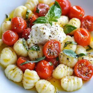 For a great Minute Tomato Burrata Gnocchi, gather these items: - 1 lb gnocchi (store-bought or homemade) - 2 cups cherry tomatoes, halved - 8 oz burrata cheese - 2 cloves garlic, minced - 2 tablespoons olive oil - 1 teaspoon red pepper flakes (optional) - Fresh basil leaves, for garnish - Salt and pepper, to taste You can swap some ingredients if needed: - Gnocchi: Use any pasta shape if gnocchi is not available. - Cherry tomatoes: Regular tomatoes work too; just chop them well. - Burrata: Use fresh mozzarella for a similar creamy texture. - Olive oil: Any light cooking oil can be used, like canola or avocado oil. - Garlic: Garlic powder can replace fresh garlic, just use less. - Red pepper flakes: Try black pepper for a milder flavor. Choosing fresh ingredients makes your dish shine: - Gnocchi: Look for firm, not mushy, gnocchi. - Cherry tomatoes: Pick bright, plump tomatoes that feel heavy for their size. - Burrata: Choose burrata with a soft, creamy center; check the date for freshness. - Garlic: Select firm garlic bulbs without soft spots or sprouting. - Basil: Look for vibrant green leaves; avoid yellow or wilted ones. This approach ensures your tomato burrata gnocchi bursts with flavor! {{ingredient_image_1}} Start by boiling a large pot of salted water. Add the gnocchi. Cook them until they float, about 2-3 minutes. This means they are ready! Drain the gnocchi and set them aside. Make sure they stay warm while you cook the sauce. Grab a large skillet and turn the heat to medium. Pour in the olive oil. Once it&rsquo;s hot, add the minced garlic. Cook for about 30 seconds, just until you smell that nice garlic aroma. Next, toss in the halved cherry tomatoes and red pepper flakes, if you want some heat. Stir and cook for 4-5 minutes. Watch the tomatoes soften and burst. This step adds a sweet and tangy flavor to your dish. Now, it&rsquo;s time to bring it all together. Add the cooked gnocchi directly to the skillet with the tomatoes. Gently toss everything to coat the gnocchi in that delicious tomato sauce. Heat it for about 1-2 minutes. Then, tear the burrata cheese into pieces and add it to the skillet. Let it warm and melt into a creamy sauce. This will make your dish rich and tasty! Finally, season with salt and pepper to taste. Serve hot and garnish with fresh basil leaves for a burst of color. Enjoy your quick and savory meal! To get soft and fluffy gnocchi, cook them in boiling salted water. Once they float, they are done. This usually takes 2-3 minutes. Drain them right away to avoid sogginess. If you use homemade gnocchi, make sure your dough is not too wet. A good dough leads to a better texture. Fresh herbs make a big difference in flavor. I love adding basil. Just tear the leaves and sprinkle them on top when serving. You can also use parsley or thyme for extra taste. Add the herbs near the end of cooking. This way, they keep their bright flavor and color. This dish pairs well with a simple green salad. A salad with mixed greens, olive oil, and lemon juice works great. You can also serve garlic bread on the side for a crunchy contrast. If you want protein, grilled chicken or shrimp complements the meal nicely. Enjoy these simple pairings to make your meal complete! Pro Tips Tip Title: Use Fresh Ingredients: The quality of your tomatoes and burrata will significantly impact the flavor of the dish. Opt for ripe, in-season cherry tomatoes for the best results. Tip Title: Don&rsquo;t Overcook Gnocchi: Keep an eye on the gnocchi as it cooks; they are done when they float to the surface. Overcooking can lead to a mushy texture. Tip Title: Customize the Spice Level: Adjust the amount of red pepper flakes to suit your taste. You can also add other spices like black pepper or a splash of balsamic vinegar for extra depth. Tip Title: Serve Immediately: This dish is best enjoyed fresh. The burrata should be creamy and slightly melted, so serve it right after cooking for the best texture and flavor. {{image_2}} To make this dish vegan, swap burrata for a plant-based cheese. Look for creamy options that melt well. You can also use cashew cream. For flavor, add nutritional yeast to mimic that cheesy taste. Use olive oil and garlic as a base for the sauce. You can still enjoy the texture of gnocchi with fresh veggies like spinach or zucchini. If you want extra protein, chicken or shrimp works great. For chicken, use bite-sized pieces. Saut&eacute; them in olive oil until cooked through. Add them to the tomato mixture before you combine with gnocchi. For shrimp, cook them for just a few minutes until they turn pink. Then mix them in with the tomatoes and gnocchi. This adds a nice depth of flavor and makes the dish heartier. To adjust the spice, play with red pepper flakes. Start with a pinch for mild heat. If you like more spice, add more flakes or even diced jalape&ntilde;os. You can also try a dash of hot sauce when serving. This way, you can make the dish suit your taste. Remember, it&rsquo;s all about balance, so find what feels good for you! To keep your Minute Tomato Burrata Gnocchi fresh, store leftovers in an airtight container. Let the dish cool down first. Then, cover it well to prevent moisture loss. Place it in the fridge. Your gnocchi should stay good for 2 to 3 days. Reheat gently to keep the flavors intact. You can use a skillet or microwave. If using a skillet, add a splash of water to help steam it. Heat over medium-low until warm, stirring often. In the microwave, heat in short bursts of 30 seconds. Stir in between to heat evenly. Freezing is a bit tricky for this dish. The gnocchi can freeze well, but the burrata may not. If you plan to freeze it, store the gnocchi and sauce separately. Use freezer-safe containers. It should last for up to three months. When ready to eat, thaw overnight in the fridge before reheating. Yes, you can use other cheeses. Try mozzarella or ricotta for a softer taste. Feta or goat cheese adds a tangy flavor. Just make sure to adjust the amount based on how strong you want the cheese flavor to be. Gnocchi is done when it floats to the top of the boiling water. This usually takes about 2-3 minutes. Keep an eye on them to avoid overcooking. If they stick to the bottom, they need more time. Tomato Burrata Gnocchi pairs well with a fresh salad. A simple arugula salad with lemon dressing works great. Garlic bread is also a nice side. For a drink, serve a light white wine or sparkling water with lemon. You now have all the tools to make delicious tomato burrata gnocchi. We covered key ingredients and tasty substitutions. Step-by-step instructions help you cook it just right. Tips showed how to get the best texture and flavor. You can even mix things up with fun variations. I shared how to store and heat leftovers too. Enjoy creating your dish, and share it with friends. You&rsquo;ll impress everyone with your skills!