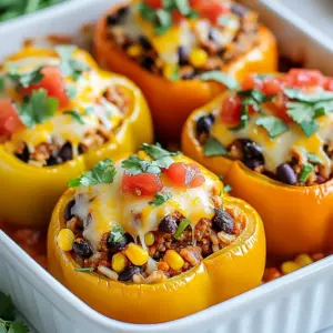 To make delicious taco stuffed peppers, gather these simple ingredients: - 4 large bell peppers (any color) - 1 lb ground turkey or beef - 1 cup cooked rice (white or brown) - 1 can (15 oz) black beans, rinsed and drained - 1 cup corn (fresh, frozen, or canned) - 1 packet taco seasoning (or homemade) - 1 cup salsa - 1 cup shredded cheese (cheddar, Monterey Jack, or your choice) - 2 tablespoons olive oil - Salt and pepper to taste - Fresh cilantro or parsley for garnish These ingredients come together to create a meal that is tasty and filling. The bell peppers add sweetness and crunch. The ground turkey or beef gives protein, while the beans and corn add fiber and flavor. Taco seasoning brings that classic taste we all love. The cheese melts into a creamy topping that makes each bite delightful. You can switch up the cheese to suit your taste. Using fresh herbs like cilantro or parsley makes the dish look nice and adds a fresh flavor. Don't worry if you want to make it your own. You can mix in different veggies or spices. Just be sure to have fun with it! {{ingredient_image_1}} - Preheat your oven to 375&deg;F (190&deg;C). - Take your bell peppers and cut off the tops. Remove the seeds and membranes inside. - Drizzle the outside with olive oil. Sprinkle some salt and pepper for flavor. - Place peppers upright in a baking dish. - In a large skillet, brown 1 pound of ground turkey or beef over medium heat. - Break the meat apart as it cooks for about 5-7 minutes. Drain any extra fat. - Add 1 packet of taco seasoning, 1 cup of cooked rice, 1 can of rinsed black beans, and 1 cup of corn. - Mix well and cook for 3-4 more minutes until hot. - Spoon the meat mixture evenly into each bell pepper. Pack it tightly. - Pour the remaining 1 cup of salsa over the top of each filled pepper. - Cover the baking dish with foil. Bake for 25 minutes. - Remove the foil and sprinkle 1 cup of shredded cheese on top. - Return to the oven and bake uncovered for another 10 minutes, until the cheese is melted. These steps will help you create a delicious and fun meal. Enjoy your tasty taco stuffed peppers! You can make taco stuffed peppers your own. Here are some easy swaps: - Ground meat options: Use ground chicken, pork, or a mix of meats. - Vegetables: Add chopped onions, diced zucchini, or spinach for more nutrition. - Spices: Spice it up with cumin, paprika, or chili powder for extra kick. Choosing the right cheese can change the flavor. Here are some great picks: - Recommended types: Cheddar and Monterey Jack melt well and taste great. - Vegan cheese options: Try almond-based mozzarella or cashew cheese for a dairy-free delight. Meal prep helps save time. Here are some tips: - Preparation: You can stuff the peppers a day ahead. Just cover and refrigerate. - Reheating: Warm them in the oven at 350&deg;F (175&deg;C) for about 15 minutes. Pro Tips Choose Colorful Peppers: Select a variety of bell pepper colors to create a visually appealing dish that is also packed with different nutrients. Customize Your Filling: Feel free to get creative with the filling! Add diced tomatoes, jalape&ntilde;os, or even some avocado for extra flavor and texture. Make Ahead: Prepare the stuffed peppers in advance and store them in the refrigerator. Bake them just before serving for a quick and easy meal. Experiment with Cheese: Try different types of cheese like pepper jack or feta to enhance the flavor profile of your taco stuffed peppers. {{image_2}} You can make taco stuffed peppers vegetarian easily. Instead of meat, use beans or lentils. Black beans work well for protein and flavor. You can also mix in chickpeas or lentils for a hearty bite. Add more veggies like zucchini or bell pepper chunks in the filling. This keeps it colorful and packed with nutrients. If you want a low-carb option, try cauliflower rice. It mimics cooked rice but has fewer carbs. You can also use zucchini. Spiralize or shred zucchini and mix it in with the filling. Both options keep the dish light and delicious without losing the taco taste. To boost flavor, try adding different sauces or spices. A splash of lime juice brightens up the dish. You can also add chipotle sauce for a smoky kick. Experiment with spices like cumin or paprika. Each twist adds a unique taste to the stuffed peppers. To store leftover taco stuffed peppers, let them cool first. Place them in an airtight container. You can keep them in the fridge for up to three days. If you want to keep them fresh, cover them tightly. This way, they won&rsquo;t dry out or absorb other smells. Freezing stuffed peppers is easy. First, let them cool completely. Wrap each pepper in plastic wrap. Then, place them in a freezer bag. You can freeze them for up to three months. Just remember to label the bag with the date. This will help you keep track of how long they&rsquo;ve been in there. When you&rsquo;re ready to eat your stuffed peppers, there are a few ways to reheat them. You can use the oven, microwave, or stovetop. For the oven, preheat it to 350&deg;F (175&deg;C). Place the peppers in a baking dish and cover them with foil. Bake for about 20 minutes. For the microwave, heat them on high for about 2-3 minutes. If you use the stovetop, place them in a skillet with a lid and heat on low until warm. Enjoy your tasty meal! When picking bell peppers, look for large ones. They should be firm and bright. Avoid any that feel soft or have dark spots. Choose any color you like&mdash;red, yellow, or green. They all taste great. Yes, you can prepare taco stuffed peppers ahead of time. Stuff the peppers and cover them. Store them in the fridge for up to 24 hours. When you're ready to cook, just bake them as usual. Your stuffed peppers are done when they are tender. The cheese should be melted and bubbly. You can also check the filling's temperature. It should reach 165&deg;F (74&deg;C) for safety. You can serve taco stuffed peppers with a side salad or rice. Guacamole and sour cream are great toppings too. Chips and salsa make a fun snack on the side. Enjoy! Taco stuffed peppers are tasty, fun, and easy to make. You learned how to prepare the ingredients, cook the filling, and bake them perfectly. I shared tips for customizing and storing these stuffed peppers. Experiment with different meats, cheeses, or veggies to suit your taste. You can create a dish everyone will love. Remember to enjoy the process and make it your own! Happy cooking!