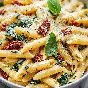- 12 oz pasta (penne or fusilli) - 1 cup sun-dried tomatoes in oil, drained and chopped - 3 cloves garlic, minced - 2 cups vegetable broth - 1 cup heavy cream - 1 cup fresh spinach, chopped - 1/2 cup grated Parmesan cheese - 1 teaspoon dried Italian herbs (oregano, basil, thyme) - Salt to taste - Pepper to taste - Extra grated Parmesan cheese for serving - Fresh basil leaves for garnish Gather these ingredients to make your One-Pan Sun-Dried Tomato Pasta. The sun-dried tomatoes add a rich flavor. Garlic gives a nice aroma. Heavy cream brings a smooth texture. Use fresh spinach for a healthy touch. Grated Parmesan adds a savory finish, while herbs enhance the taste. This dish is quick and easy. You likely have most of these items in your kitchen. If you want to impress, add some fresh basil on top. It not only looks great but tastes fresh. Enjoy this simple yet tasty meal! {{ingredient_image_1}} Start by gathering your ingredients. You need sun-dried tomatoes and garlic. In a large skillet, add the chopped sun-dried tomatoes and minced garlic. Heat the pan on medium. Saut&eacute; for about 2 minutes. You want the garlic to smell great but not brown. Next, pour in the vegetable broth. Bring it to a simmer. Once it bubbles, add the pasta. Make sure the pasta is fully submerged in the broth. Cover the skillet and cook for 8 to 10 minutes. Stir it now and then. This helps the pasta cook evenly. When done, the pasta should be al dente and most of the liquid should be gone. Now, lower the heat and add the heavy cream. Stir in the chopped spinach. Mix everything well until the spinach wilts. Then, add the grated Parmesan and dried Italian herbs. Stir until the cheese melts and the sauce is creamy. Finally, season with salt and pepper. Let it sit for a minute to thicken. To make your pasta creamy, use heavy cream. It blends well with the broth and cheese. Add it after your pasta is cooked. Stir well to mix it with the sun-dried tomatoes and spinach. This gives your dish a rich taste. If you want more creaminess, add extra cheese. Parmesan melts nicely into the sauce, making it thicker and smoother. To boost the taste, use good-quality sun-dried tomatoes. The oil adds flavor too. Don&rsquo;t skip the garlic; it brings a nice aroma. Dried Italian herbs like oregano and basil add depth. For a kick, add crushed red pepper flakes. They give a bit of heat and make the dish more exciting. Cooking time can vary based on the pasta type. For penne, cook for 8-10 minutes until al dente. If you use a thicker pasta, add a few more minutes. Stir occasionally to keep the pasta from sticking. If your pasta absorbs too much liquid, add a splash of broth or water. This keeps everything moist and delicious. Pro Tips Use Fresh Ingredients: Opt for fresh spinach and high-quality sun-dried tomatoes to enhance the flavor of your pasta dish. Adjust Creaminess: For a lighter version, substitute heavy cream with half-and-half or use a plant-based cream alternative. Customize Your Pasta: Feel free to mix in other vegetables like bell peppers or mushrooms for added nutrition and flavor. Perfectly Al Dente: Be sure to taste your pasta a minute or two before the suggested cooking time to achieve the perfect al dente texture. {{image_2}} You can easily boost the protein in this dish. Cooked chicken, shrimp, or sausage work well. Just add them when you mix in the heavy cream. If you want a meatless option, try adding chickpeas or white beans. They add protein and a nice texture. Feel free to swap out the spinach for other veggies. Zucchini, bell peppers, or broccoli are great choices. Just chop them small so they cook fast. Add them when you cook the pasta for the best results. This keeps the dish colorful and healthy. If you need a gluten-free meal, choose gluten-free pasta. Many brands make great options that taste good. You can find them in most stores. Just follow the package instructions for cooking time. The rest of the recipe stays the same, so you can enjoy it just as much! Store your One-Pan Sun-Dried Tomato Pasta in an airtight container. Let it cool to room temperature first. This helps keep it fresh. Place it in the fridge for up to three days. If you want to keep it longer, freezing is a good option. To reheat, simply take the pasta out of the fridge. You can use a microwave or a skillet. If using a microwave, heat it for 1-2 minutes. Stir halfway through to ensure even heating. If using a skillet, add a splash of broth or cream. Heat over medium until warm, stirring often. This keeps the pasta moist. To freeze, pack the cooled pasta in a freezer-safe container. Leave some space for expansion. You can freeze it for up to three months. When you're ready to eat, let it thaw in the fridge overnight. Reheat as mentioned above for the best taste. Yes, you can use different pasta shapes. Penne and fusilli work well here. You can try spaghetti, rotini, or even gluten-free pasta. Just adjust cooking time if needed. Each shape gives a unique texture. It's fun to experiment and find your favorite! Absolutely! To make this dish dairy-free, swap out the heavy cream. Use coconut cream or cashew cream instead. For cheese, try a dairy-free option. Nutritional yeast also adds a cheesy flavor without dairy. These swaps keep the dish creamy and tasty. To boost flavor, add more herbs and spices. Fresh basil adds a bright taste. You can also use crushed red pepper for heat. A splash of lemon juice brightens the dish too. Consider adding olives or capers for a salty kick. Each option enhances the overall flavor profile! This blog post covered all you need for a great pasta dish. We explored the main ingredients and pantry staples, as well as optional garnishes. I shared step-by-step cooking instructions and handy tips for creaminess and flavor. You learned about tasty variations and how to store leftovers safely. Remember, making pasta allows for creativity. Try different proteins or veggies. Enjoy the cooking process and share your results! Your pasta journey is just beginning, so get started now.